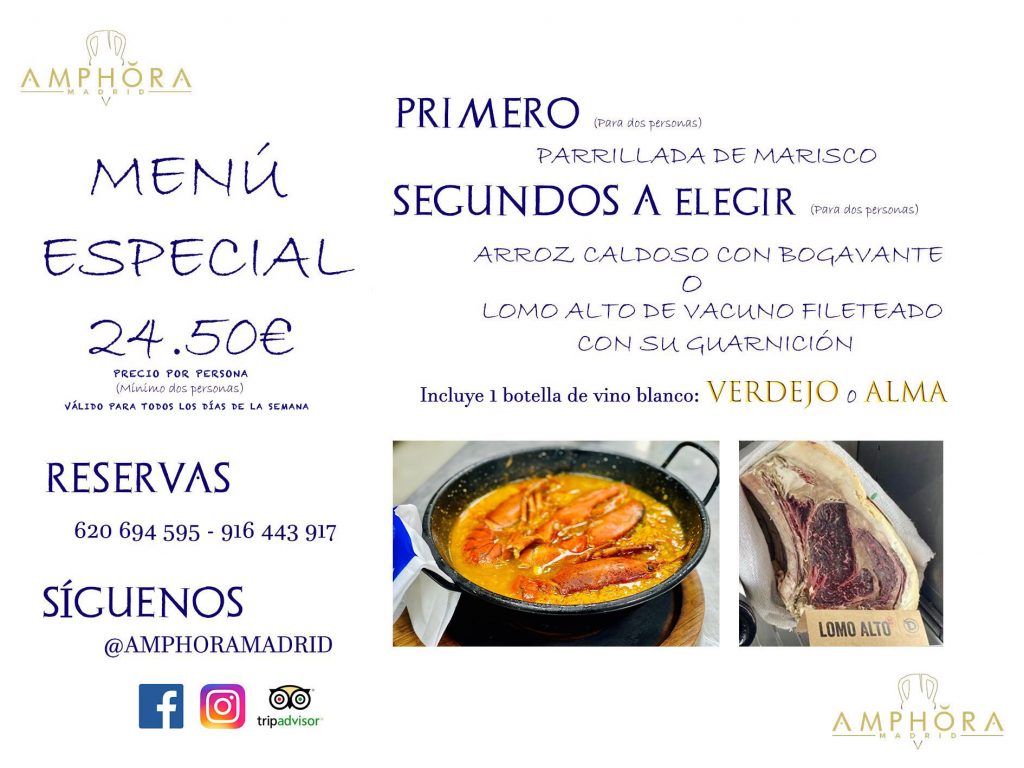 MENÚ ESPECIAL DEGUSTACIÓN MENUS ESPECIALES DEGUSTACIONES DOS PERSONAS LUNES MARTES MIÉRCOLES JUEVES VIERNES SÁBADO DOMINGO ABRIL MAYO JUNIO PRIMAVERA RESTAURANTE AMPHORA TERRAZA ALCORCÓN MADRID Av. Leganés, 54 28923 · Alcorcón · Madrid · España 91 644 39 17 620 694 595 https://youtu.be/HeULHal1yEY (Vea aquí nuestras instalaciones) https://www.amphoramadrid.com RESTAURANTE AMPHORA TERRAZA ALCORCÓN. MENUS FIN DE SEMANA ALCORCÓN, MENÚS DIARIOS ECONÓMICOS EN ALCORCÓN, MEJORES RESTAURANTES EN ALCORCÓN, TERRAZAS ALCORCON, COMER Y CENAR EN TERRAZA EN ALCORCÓN, RESTAURANTES CON TERRAZA, MEJORES TERRAZAS ALCORCÓN, COMER EN ALCORCON, RESTAURANTES GOURMET ALCORCÓN, MENUS FIN DE SEMANA ECONOMICOS ALCORCON, COMER AL AIRE LIBRE, MENUS ECONOMICOS ALCORCON, UNO DE LOS MEJORES RESTAURANTES DE ALCORCÓN Y ZONA SUR DE MADRID EN CALIDAD PRECIO. RESTAURANTE AMPHORA TERRAZA, ES UN ESPACIO GOURMET DONDE PODRÁ DEGUSTAR DEL MEJOR PRODUCTO CON UNA ELABORACIÓN CUIDADA Y CREATIVA. ADEMÁS, PODRÁ DISFRUTAR DE TODO TIPO DE BEBIDAS PREMIUM PREPARADAS POR NUESTRO BARTENDER, VERMUTS DELICIOSOS Y CERVEZAS DE CALIDAD, YA SEA EN EN EL INTERIOR DE NUESTRO RESTAURANTE O EN NUESTRA MARAVILLOSA TERRAZA. SOMOS POSIBLEMENTE UNO DE LOS MEJORES RESTAURANTES DE LA ZONA SUR EN RELACIÓN CALIDAD, PRECIO Y DECORACIÓN. #AMPHORAMADRID #TERRAZASALCORCÓN #MENUDELDIA #COMERENTERRAZA #MADRID #ALCORCÓN #TERRAZA #MENÚSDELDÍAALCORCÓN #MENÚDELDÍARESTAURANTES #COMERENALCORCÓN #MEJORESRESTAURANTESALCORCÓN #MENÚSECONÓMICOS #RESTAURANTESRECOMENDABLES #RESTAURANTESGOURMET #MENÚSECONÓMICOSALCORCÓN #COMERALAIRELIBRE #COMIDASCENASTERRAZASALCORCON #MENÚSDIARIOSALCORCÓN #MENÚDELDÍAHOY #CENARENTERRAZA #TERRAZASCONENCANTO #RESTAURANTESCONTERRAZA #CENARENALCORCÓN #MEJORESRESTAURANTES #RESTAURANTESCOPASALCORCÓN #COPASPREMIUMALCORCÓN #VERMUTALCORCÓN #GASTROBARALCORCÓN #CARNEBUEYALCORCONPARRILLABRASA #MENUECONÓMICO #GASTROBAR #MEJORTERRAZADEALCORCÓN #MENÚSVIERNESALCORCÓN #MENÚSABADOALCORCÓN #MENÚSDOMINGOALCORCÓN #MENÚSLUNESALCORCÓN #MENÚSMARTESALCORCÓN #MENÚSMIÉRCOLESALCORCÓN #MENÚSJUEVESALCORCÓN MEJOR CARNE A LA PARRILLA ALCORCÓN TOMAHAWK CARNE BUEY AUTÉNTICO ALCORCÓN RESTAURANTES PREMIUN LUJO COMIDA CREATIVA ELABORADA RESTAURANTE AMPHORA TERRAZA EN ALCORCÓN (MADRID) GASTROBAR ALCORCÓN MENÚS ECONÓMICOS DIARIOS DEL DÍA MENUS FIN DE SEMANA DE CALIDAD MEJOR MENÚ FIN DE SEMANA ALCORCÓN COMER CENAR EN TERRAZA TERRAZAS ZONA SUR COMIDAS AIRE LIBRE MEJOR CARNE PARRILLA ALCORCÓN.