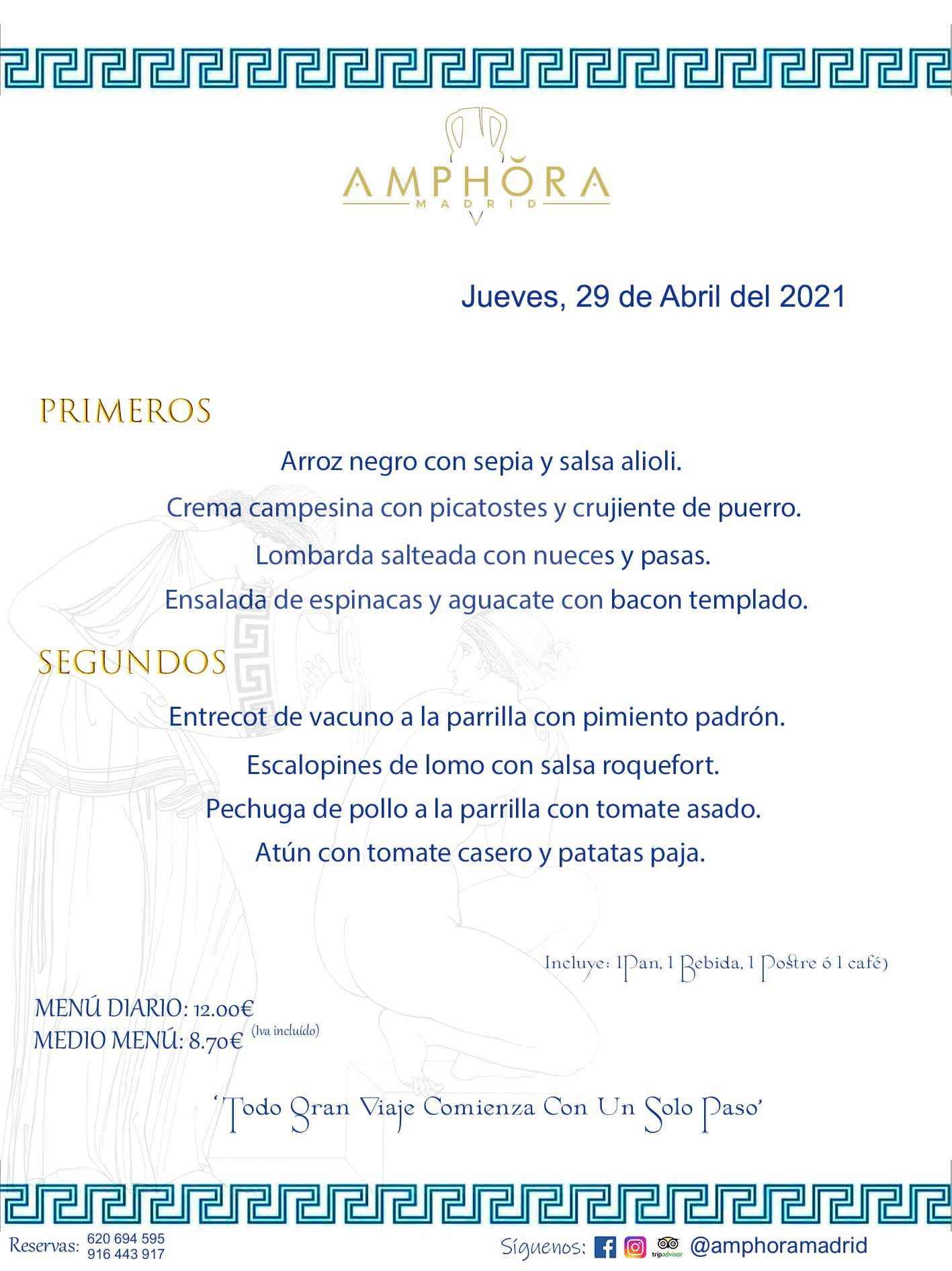 MENÚS DIARIOS MENÚ DEL JUEVES DÍA 29 DE ABRIL ALCORCÓN RESTAURANTE AMPHORA TERRAZA ALCORCÓN MADRID Av. Leganés, 54 28923 · Alcorcón · Madrid · España 91 644 39 17 620 694 595 https://youtu.be/HeULHal1yEY (Vea aquí nuestras instalaciones) https://www.amphoramadrid.com RESTAURANTE AMPHORA TERRAZA ALCORCÓN. MENUS FIN DE SEMANA ALCORCÓN, MENÚS DIARIOS ECONÓMICOS EN ALCORCÓN, MEJORES RESTAURANTES EN ALCORCÓN, TERRAZAS ALCORCON, COMER Y CENAR EN TERRAZA EN ALCORCÓN, RESTAURANTES CON TERRAZA, MEJORES TERRAZAS ALCORCÓN, COMER EN ALCORCON, RESTAURANTES GOURMET ALCORCÓN, MENUS FIN DE SEMANA ECONOMICOS ALCORCON, COMER AL AIRE LIBRE, MENUS ECONOMICOS ALCORCON, UNO DE LOS MEJORES RESTAURANTES DE ALCORCÓN Y ZONA SUR DE MADRID EN CALIDAD PRECIO. RESTAURANTE AMPHORA TERRAZA, ES UN ESPACIO GOURMET DONDE PODRÁ DEGUSTAR DEL MEJOR PRODUCTO CON UNA ELABORACIÓN CUIDADA Y CREATIVA. ADEMÁS, PODRÁ DISFRUTAR DE TODO TIPO DE BEBIDAS PREMIUM PREPARADAS POR NUESTRO BARTENDER, VERMUTS DELICIOSOS Y CERVEZAS DE CALIDAD, YA SEA EN EN EL INTERIOR DE NUESTRO RESTAURANTE O EN NUESTRA MARAVILLOSA TERRAZA. SOMOS POSIBLEMENTE UNO DE LOS MEJORES RESTAURANTES DE LA ZONA SUR EN RELACIÓN CALIDAD, PRECIO Y DECORACIÓN. #AMPHORAMADRID #TERRAZASALCORCÓN #MENUDELDIA #COMERENTERRAZA #MADRID #ALCORCÓN #TERRAZA #MENÚSDELDÍAALCORCÓN #MENÚDELDÍARESTAURANTES #COMERENALCORCÓN #MEJORESRESTAURANTESALCORCÓN #MENÚSECONÓMICOS #RESTAURANTESRECOMENDABLES #RESTAURANTESGOURMET #MENÚSECONÓMICOSALCORCÓN #COMERALAIRELIBRE #COMIDASCENASTERRAZASALCORCON #MENÚSDIARIOSALCORCÓN #MENÚDELDÍAHOY #CENARENTERRAZA #TERRAZASCONENCANTO #RESTAURANTESCONTERRAZA #CENARENALCORCÓN #MEJORESRESTAURANTES #RESTAURANTESCOPASALCORCÓN #COPASPREMIUMALCORCÓN #VERMUTALCORCÓN #GASTROBARALCORCÓN #CARNEBUEYALCORCONPARRILLABRASA #MENUECONÓMICO #GASTROBAR #MEJORTERRAZADEALCORCÓN #MENÚSVIERNESALCORCÓN #MENÚSABADOALCORCÓN #MENÚSDOMINGOALCORCÓN #MENÚSLUNESALCORCÓN #MENÚSMARTESALCORCÓN #MENÚSMIÉRCOLESALCORCÓN #MENÚSJUEVESALCORCÓN MEJOR CARNE A LA PARRILLA ALCORCÓN TOMAHAWK CARNE BUEY AUTÉNTICO ALCORCÓN RESTAURANTES PREMIUN LUJO COMIDA CREATIVA ELABORADA RESTAURANTE AMPHORA TERRAZA EN ALCORCÓN (MADRID) GASTROBAR ALCORCÓN MENÚS ECONÓMICOS DIARIOS DEL DÍA MENUS FIN DE SEMANA DE CALIDAD MEJOR MENÚ FIN DE SEMANA ALCORCÓN COMER CENAR EN TERRAZA TERRAZAS ZONA SUR COMIDAS AIRE LIBRE MEJOR CARNE PARRILLA ALCORCÓN.