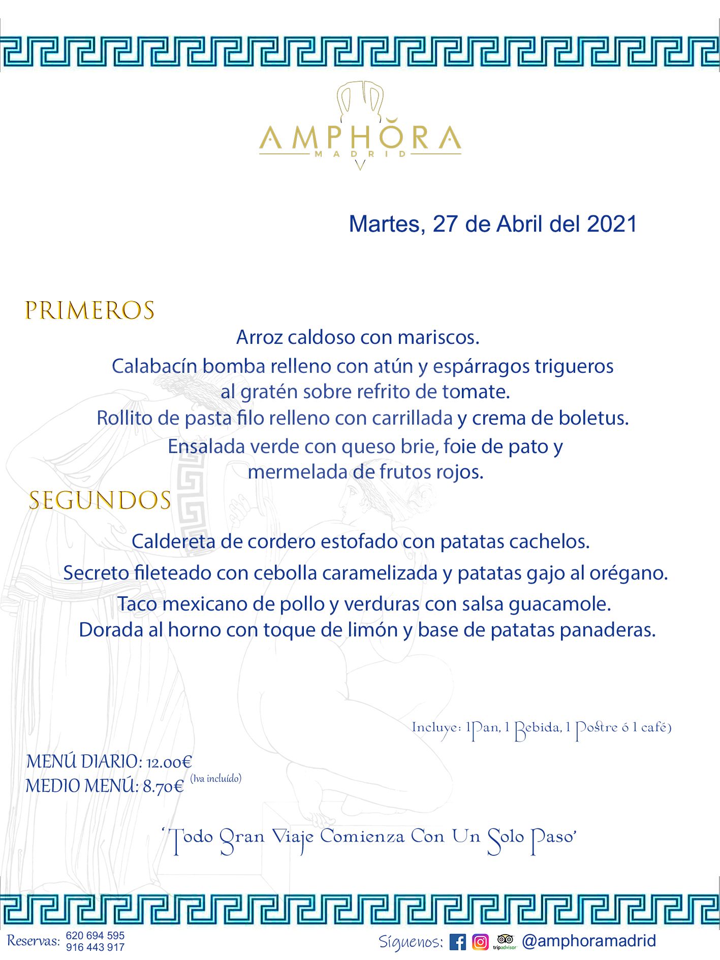 MENÚS DIARIOS MENÚ DEL LUNES DÍA 26 DE ABRIL ALCORCÓN RESTAURANTE AMPHORA TERRAZA ALCORCÓN MADRID Av. Leganés, 54 28923 · Alcorcón · Madrid · España 91 644 39 17 620 694 595 https://youtu.be/HeULHal1yEY (Vea aquí nuestras instalaciones) https://www.amphoramadrid.com RESTAURANTE AMPHORA TERRAZA ALCORCÓN. MENUS FIN DE SEMANA ALCORCÓN, MENÚS DIARIOS ECONÓMICOS EN ALCORCÓN, MEJORES RESTAURANTES EN ALCORCÓN, TERRAZAS ALCORCON, COMER Y CENAR EN TERRAZA EN ALCORCÓN, RESTAURANTES CON TERRAZA, MEJORES TERRAZAS ALCORCÓN, COMER EN ALCORCON, RESTAURANTES GOURMET ALCORCÓN, MENUS FIN DE SEMANA ECONOMICOS ALCORCON, COMER AL AIRE LIBRE, MENUS ECONOMICOS ALCORCON, UNO DE LOS MEJORES RESTAURANTES DE ALCORCÓN Y ZONA SUR DE MADRID EN CALIDAD PRECIO. RESTAURANTE AMPHORA TERRAZA, ES UN ESPACIO GOURMET DONDE PODRÁ DEGUSTAR DEL MEJOR PRODUCTO CON UNA ELABORACIÓN CUIDADA Y CREATIVA. ADEMÁS, PODRÁ DISFRUTAR DE TODO TIPO DE BEBIDAS PREMIUM PREPARADAS POR NUESTRO BARTENDER, VERMUTS DELICIOSOS Y CERVEZAS DE CALIDAD, YA SEA EN EN EL INTERIOR DE NUESTRO RESTAURANTE O EN NUESTRA MARAVILLOSA TERRAZA. SOMOS POSIBLEMENTE UNO DE LOS MEJORES RESTAURANTES DE LA ZONA SUR EN RELACIÓN CALIDAD, PRECIO Y DECORACIÓN. #AMPHORAMADRID #TERRAZASALCORCÓN #MENUDELDIA #COMERENTERRAZA #MADRID #ALCORCÓN #TERRAZA #MENÚSDELDÍAALCORCÓN #MENÚDELDÍARESTAURANTES #COMERENALCORCÓN #MEJORESRESTAURANTESALCORCÓN #MENÚSECONÓMICOS #RESTAURANTESRECOMENDABLES #RESTAURANTESGOURMET #MENÚSECONÓMICOSALCORCÓN #COMERALAIRELIBRE #COMIDASCENASTERRAZASALCORCON #MENÚSDIARIOSALCORCÓN #MENÚDELDÍAHOY #CENARENTERRAZA #TERRAZASCONENCANTO #RESTAURANTESCONTERRAZA #CENARENALCORCÓN #MEJORESRESTAURANTES #RESTAURANTESCOPASALCORCÓN #COPASPREMIUMALCORCÓN #VERMUTALCORCÓN #GASTROBARALCORCÓN #CARNEBUEYALCORCONPARRILLABRASA #MENUECONÓMICO #GASTROBAR #MEJORTERRAZADEALCORCÓN #MENÚSVIERNESALCORCÓN #MENÚSABADOALCORCÓN #MENÚSDOMINGOALCORCÓN #MENÚSLUNESALCORCÓN #MENÚSMARTESALCORCÓN #MENÚSMIÉRCOLESALCORCÓN #MENÚSJUEVESALCORCÓN MEJOR CARNE A LA PARRILLA ALCORCÓN TOMAHAWK CARNE BUEY AUTÉNTICO ALCORCÓN RESTAURANTES PREMIUN LUJO COMIDA CREATIVA ELABORADA RESTAURANTE AMPHORA TERRAZA EN ALCORCÓN (MADRID) GASTROBAR ALCORCÓN MENÚS ECONÓMICOS DIARIOS DEL DÍA MENUS FIN DE SEMANA DE CALIDAD MEJOR MENÚ FIN DE SEMANA ALCORCÓN COMER CENAR EN TERRAZA TERRAZAS ZONA SUR COMIDAS AIRE LIBRE MEJOR CARNE PARRILLA ALCORCÓN.