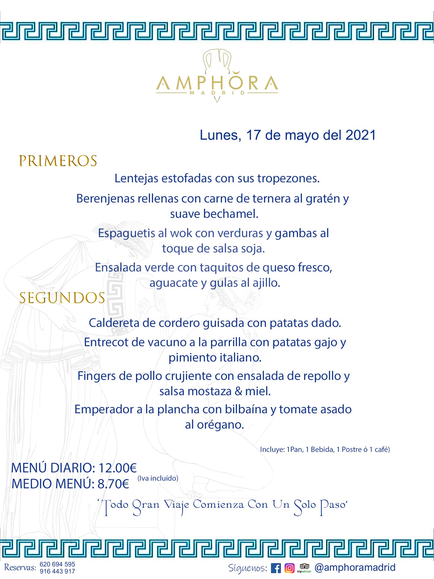 MENÚS DIARIOS MENÚ DEL DÍA DEL LUNES 17 DE MAYO ALCORCÓN RESTAURANTE AMPHORA TERRAZA ALCORCÓN MADRID Av. Leganés, 54 28923 · Alcorcón · Madrid · España 91 644 39 17 620 694 595 https://youtu.be/HeULHal1yEY (Vea aquí nuestras instalaciones) https://www.amphoramadrid.com RESTAURANTE AMPHORA TERRAZA ALCORCÓN. MENUS FIN DE SEMANA ALCORCÓN, MENÚS DIARIOS ECONÓMICOS EN ALCORCÓN, MEJORES RESTAURANTES EN ALCORCÓN, TERRAZAS ALCORCON, COMER Y CENAR EN TERRAZA EN ALCORCÓN, RESTAURANTES CON TERRAZA, MEJORES TERRAZAS ALCORCÓN, COMER EN ALCORCON, RESTAURANTES GOURMET ALCORCÓN, MENUS FIN DE SEMANA ECONOMICOS ALCORCON, COMER AL AIRE LIBRE, MENUS ECONOMICOS ALCORCON, UNO DE LOS MEJORES RESTAURANTES DE ALCORCÓN Y ZONA SUR DE MADRID EN CALIDAD PRECIO. RESTAURANTE AMPHORA TERRAZA, ES UN ESPACIO GOURMET DONDE PODRÁ DEGUSTAR DEL MEJOR PRODUCTO CON UNA ELABORACIÓN CUIDADA Y CREATIVA. ADEMÁS, PODRÁ DISFRUTAR DE TODO TIPO DE BEBIDAS PREMIUM PREPARADAS POR NUESTRO BARTENDER, VERMUTS DELICIOSOS Y CERVEZAS DE CALIDAD, YA SEA EN EN EL INTERIOR DE NUESTRO RESTAURANTE O EN NUESTRA MARAVILLOSA TERRAZA. SOMOS POSIBLEMENTE UNO DE LOS MEJORES RESTAURANTES DE LA ZONA SUR EN RELACIÓN CALIDAD, PRECIO Y DECORACIÓN. #AMPHORAMADRID #TERRAZASALCORCÓN #MENUDELDIA #COMERENTERRAZA #MADRID #ALCORCÓN #TERRAZA #MENÚSDELDÍAALCORCÓN #MENÚDELDÍARESTAURANTES #COMERENALCORCÓN #MEJORESRESTAURANTESALCORCÓN #MENÚSECONÓMICOS #RESTAURANTESRECOMENDABLES #RESTAURANTESGOURMET #MENÚSECONÓMICOSALCORCÓN #COMERALAIRELIBRE #COMIDASCENASTERRAZASALCORCON #MENÚSDIARIOSALCORCÓN #MENÚDELDÍAHOY #CENARENTERRAZA #TERRAZASCONENCANTO #RESTAURANTESCONTERRAZA #CENARENALCORCÓN #MEJORESRESTAURANTES #RESTAURANTESCOPASALCORCÓN #COPASPREMIUMALCORCÓN #VERMUTALCORCÓN #GASTROBARALCORCÓN #CARNEBUEYALCORCONPARRILLABRASA #MENUECONÓMICO #GASTROBAR #MEJORTERRAZADEALCORCÓN #MENÚSVIERNESALCORCÓN #MENÚSABADOALCORCÓN #MENÚSDOMINGOALCORCÓN #MENÚSLUNESALCORCÓN #MENÚSMARTESALCORCÓN #MENÚSMIÉRCOLESALCORCÓN #MENÚSJUEVESALCORCÓN MEJOR CARNE A LA PARRILLA ALCORCÓN TOMAHAWK CARNE BUEY AUTÉNTICO ALCORCÓN RESTAURANTES PREMIUN LUJO COMIDA CREATIVA ELABORADA RESTAURANTE AMPHORA TERRAZA EN ALCORCÓN (MADRID) GASTROBAR ALCORCÓN MENÚS ECONÓMICOS DIARIOS DEL DÍA MENUS FIN DE SEMANA DE CALIDAD MEJOR MENÚ FIN DE SEMANA ALCORCÓN COMER CENAR EN TERRAZA TERRAZAS ZONA SUR COMIDAS AIRE LIBRE MEJOR CARNE PARRILLA ALCORCÓN.