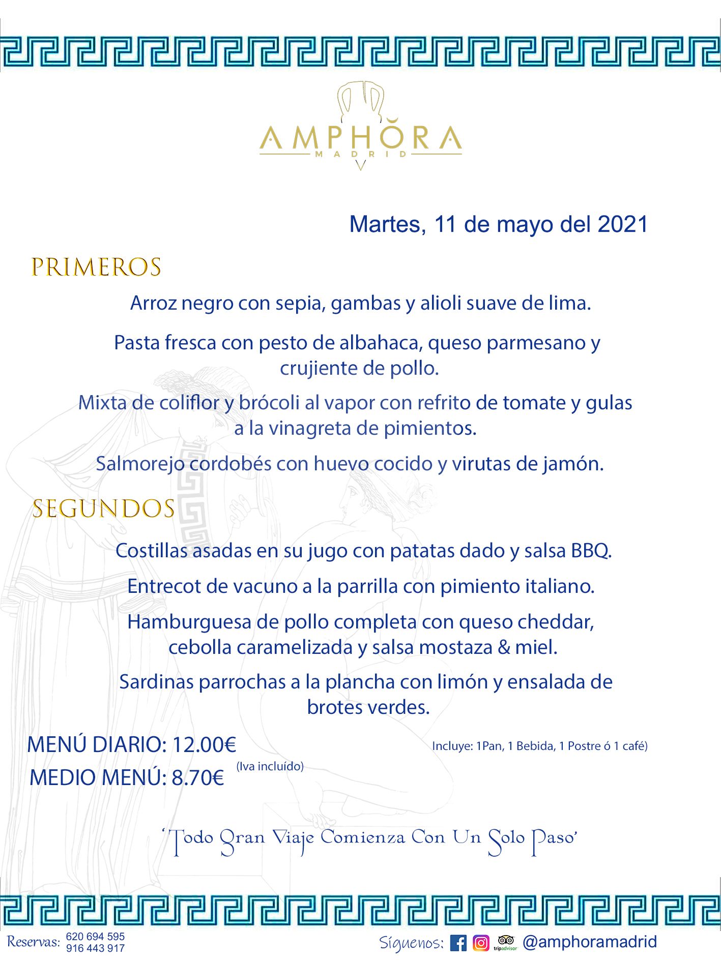 MENÚS DIARIOS MENÚ DEL DÍA DEL MARTES 11 DE MAYO ALCORCÓN RESTAURANTE AMPHORA TERRAZA ALCORCÓN MADRID Av. Leganés, 54 28923 · Alcorcón · Madrid · España 91 644 39 17 620 694 595 https://youtu.be/HeULHal1yEY (Vea aquí nuestras instalaciones) https://www.amphoramadrid.com RESTAURANTE AMPHORA TERRAZA ALCORCÓN. MENUS FIN DE SEMANA ALCORCÓN, MENÚS DIARIOS ECONÓMICOS EN ALCORCÓN, MEJORES RESTAURANTES EN ALCORCÓN, TERRAZAS ALCORCON, COMER Y CENAR EN TERRAZA EN ALCORCÓN, RESTAURANTES CON TERRAZA, MEJORES TERRAZAS ALCORCÓN, COMER EN ALCORCON, RESTAURANTES GOURMET ALCORCÓN, MENUS FIN DE SEMANA ECONOMICOS ALCORCON, COMER AL AIRE LIBRE, MENUS ECONOMICOS ALCORCON, UNO DE LOS MEJORES RESTAURANTES DE ALCORCÓN Y ZONA SUR DE MADRID EN CALIDAD PRECIO. RESTAURANTE AMPHORA TERRAZA, ES UN ESPACIO GOURMET DONDE PODRÁ DEGUSTAR DEL MEJOR PRODUCTO CON UNA ELABORACIÓN CUIDADA Y CREATIVA. ADEMÁS, PODRÁ DISFRUTAR DE TODO TIPO DE BEBIDAS PREMIUM PREPARADAS POR NUESTRO BARTENDER, VERMUTS DELICIOSOS Y CERVEZAS DE CALIDAD, YA SEA EN EN EL INTERIOR DE NUESTRO RESTAURANTE O EN NUESTRA MARAVILLOSA TERRAZA. SOMOS POSIBLEMENTE UNO DE LOS MEJORES RESTAURANTES DE LA ZONA SUR EN RELACIÓN CALIDAD, PRECIO Y DECORACIÓN. #AMPHORAMADRID #TERRAZASALCORCÓN #MENUDELDIA #COMERENTERRAZA #MADRID #ALCORCÓN #TERRAZA #MENÚSDELDÍAALCORCÓN #MENÚDELDÍARESTAURANTES #COMERENALCORCÓN #MEJORESRESTAURANTESALCORCÓN #MENÚSECONÓMICOS #RESTAURANTESRECOMENDABLES #RESTAURANTESGOURMET #MENÚSECONÓMICOSALCORCÓN #COMERALAIRELIBRE #COMIDASCENASTERRAZASALCORCON #MENÚSDIARIOSALCORCÓN #MENÚDELDÍAHOY #CENARENTERRAZA #TERRAZASCONENCANTO #RESTAURANTESCONTERRAZA #CENARENALCORCÓN #MEJORESRESTAURANTES #RESTAURANTESCOPASALCORCÓN #COPASPREMIUMALCORCÓN #VERMUTALCORCÓN #GASTROBARALCORCÓN #CARNEBUEYALCORCONPARRILLABRASA #MENUECONÓMICO #GASTROBAR #MEJORTERRAZADEALCORCÓN #MENÚSVIERNESALCORCÓN #MENÚSABADOALCORCÓN #MENÚSDOMINGOALCORCÓN #MENÚSLUNESALCORCÓN #MENÚSMARTESALCORCÓN #MENÚSMIÉRCOLESALCORCÓN #MENÚSJUEVESALCORCÓN MEJOR CARNE A LA PARRILLA ALCORCÓN TOMAHAWK CARNE BUEY AUTÉNTICO ALCORCÓN RESTAURANTES PREMIUN LUJO COMIDA CREATIVA ELABORADA RESTAURANTE AMPHORA TERRAZA EN ALCORCÓN (MADRID) GASTROBAR ALCORCÓN MENÚS ECONÓMICOS DIARIOS DEL DÍA MENUS FIN DE SEMANA DE CALIDAD MEJOR MENÚ FIN DE SEMANA ALCORCÓN COMER CENAR EN TERRAZA TERRAZAS ZONA SUR COMIDAS AIRE LIBRE MEJOR CARNE PARRILLA ALCORCÓN.