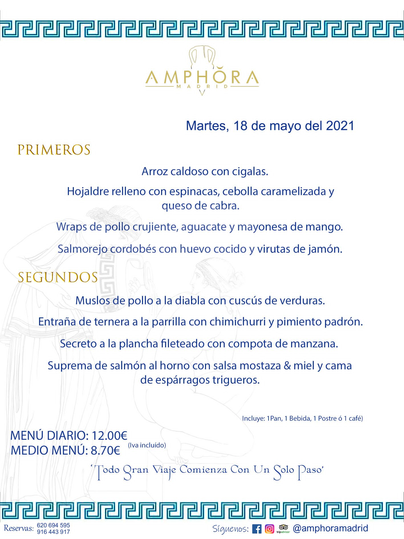 MENÚS DIARIOS MENÚ DEL DÍA DEL MARTES 18 DE MAYO ALCORCÓN RESTAURANTE AMPHORA TERRAZA ALCORCÓN MADRID Av. Leganés, 54 28923 · Alcorcón · Madrid · España 91 644 39 17 620 694 595 https://youtu.be/HeULHal1yEY (Vea aquí nuestras instalaciones) https://www.amphoramadrid.com RESTAURANTE AMPHORA TERRAZA ALCORCÓN. MENUS FIN DE SEMANA ALCORCÓN, MENÚS DIARIOS ECONÓMICOS EN ALCORCÓN, MEJORES RESTAURANTES EN ALCORCÓN, TERRAZAS ALCORCON, COMER Y CENAR EN TERRAZA EN ALCORCÓN, RESTAURANTES CON TERRAZA, MEJORES TERRAZAS ALCORCÓN, COMER EN ALCORCON, RESTAURANTES GOURMET ALCORCÓN, MENUS FIN DE SEMANA ECONOMICOS ALCORCON, COMER AL AIRE LIBRE, MENUS ECONOMICOS ALCORCON, UNO DE LOS MEJORES RESTAURANTES DE ALCORCÓN Y ZONA SUR DE MADRID EN CALIDAD PRECIO. RESTAURANTE AMPHORA TERRAZA, ES UN ESPACIO GOURMET DONDE PODRÁ DEGUSTAR DEL MEJOR PRODUCTO CON UNA ELABORACIÓN CUIDADA Y CREATIVA. ADEMÁS, PODRÁ DISFRUTAR DE TODO TIPO DE BEBIDAS PREMIUM PREPARADAS POR NUESTRO BARTENDER, VERMUTS DELICIOSOS Y CERVEZAS DE CALIDAD, YA SEA EN EN EL INTERIOR DE NUESTRO RESTAURANTE O EN NUESTRA MARAVILLOSA TERRAZA. SOMOS POSIBLEMENTE UNO DE LOS MEJORES RESTAURANTES DE LA ZONA SUR EN RELACIÓN CALIDAD, PRECIO Y DECORACIÓN. #AMPHORAMADRID #TERRAZASALCORCÓN #MENUDELDIA #COMERENTERRAZA #MADRID #ALCORCÓN #TERRAZA #MENÚSDELDÍAALCORCÓN #MENÚDELDÍARESTAURANTES #COMERENALCORCÓN #MEJORESRESTAURANTESALCORCÓN #MENÚSECONÓMICOS #RESTAURANTESRECOMENDABLES #RESTAURANTESGOURMET #MENÚSECONÓMICOSALCORCÓN #COMERALAIRELIBRE #COMIDASCENASTERRAZASALCORCON #MENÚSDIARIOSALCORCÓN #MENÚDELDÍAHOY #CENARENTERRAZA #TERRAZASCONENCANTO #RESTAURANTESCONTERRAZA #CENARENALCORCÓN #MEJORESRESTAURANTES #RESTAURANTESCOPASALCORCÓN #COPASPREMIUMALCORCÓN #VERMUTALCORCÓN #GASTROBARALCORCÓN #CARNEBUEYALCORCONPARRILLABRASA #MENUECONÓMICO #GASTROBAR #MEJORTERRAZADEALCORCÓN #MENÚSVIERNESALCORCÓN #MENÚSABADOALCORCÓN #MENÚSDOMINGOALCORCÓN #MENÚSLUNESALCORCÓN #MENÚSMARTESALCORCÓN #MENÚSMIÉRCOLESALCORCÓN #MENÚSJUEVESALCORCÓN MEJOR CARNE A LA PARRILLA ALCORCÓN TOMAHAWK CARNE BUEY AUTÉNTICO ALCORCÓN RESTAURANTES PREMIUN LUJO COMIDA CREATIVA ELABORADA RESTAURANTE AMPHORA TERRAZA EN ALCORCÓN (MADRID) GASTROBAR ALCORCÓN MENÚS ECONÓMICOS DIARIOS DEL DÍA MENUS FIN DE SEMANA DE CALIDAD MEJOR MENÚ FIN DE SEMANA ALCORCÓN COMER CENAR EN TERRAZA TERRAZAS ZONA SUR COMIDAS AIRE LIBRE MEJOR CARNE PARRILLA ALCORCÓN.