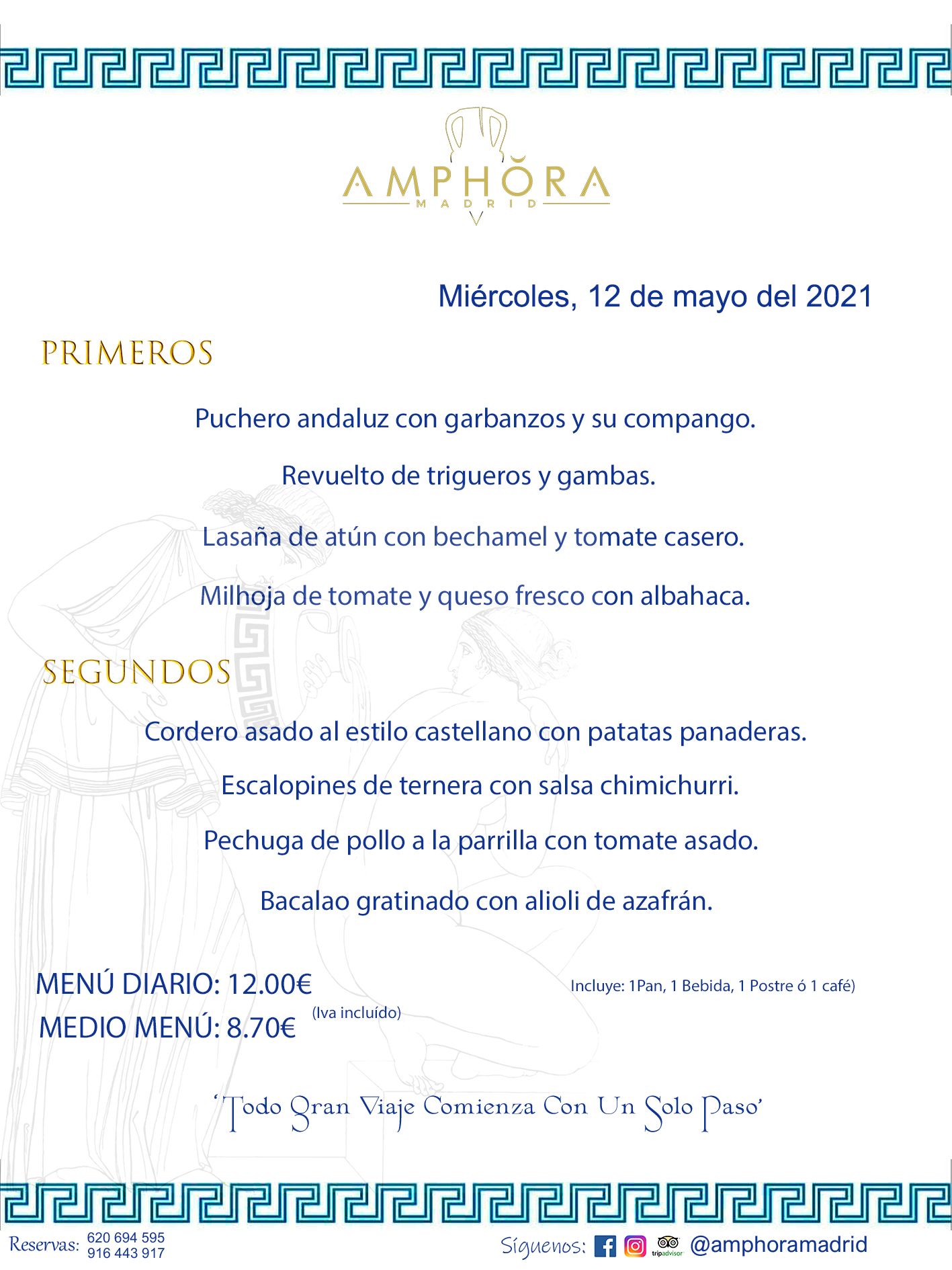 MENÚS DIARIOS MENÚ DEL DÍA DEL MIÉRCOLES 12 DE MAYO ALCORCÓN RESTAURANTE AMPHORA TERRAZA ALCORCÓN MADRID Av. Leganés, 54 28923 · Alcorcón · Madrid · España 91 644 39 17 620 694 595 https://youtu.be/HeULHal1yEY (Vea aquí nuestras instalaciones) https://www.amphoramadrid.com RESTAURANTE AMPHORA TERRAZA ALCORCÓN. MENUS FIN DE SEMANA ALCORCÓN, MENÚS DIARIOS ECONÓMICOS EN ALCORCÓN, MEJORES RESTAURANTES EN ALCORCÓN, TERRAZAS ALCORCON, COMER Y CENAR EN TERRAZA EN ALCORCÓN, RESTAURANTES CON TERRAZA, MEJORES TERRAZAS ALCORCÓN, COMER EN ALCORCON, RESTAURANTES GOURMET ALCORCÓN, MENUS FIN DE SEMANA ECONOMICOS ALCORCON, COMER AL AIRE LIBRE, MENUS ECONOMICOS ALCORCON, UNO DE LOS MEJORES RESTAURANTES DE ALCORCÓN Y ZONA SUR DE MADRID EN CALIDAD PRECIO. RESTAURANTE AMPHORA TERRAZA, ES UN ESPACIO GOURMET DONDE PODRÁ DEGUSTAR DEL MEJOR PRODUCTO CON UNA ELABORACIÓN CUIDADA Y CREATIVA. ADEMÁS, PODRÁ DISFRUTAR DE TODO TIPO DE BEBIDAS PREMIUM PREPARADAS POR NUESTRO BARTENDER, VERMUTS DELICIOSOS Y CERVEZAS DE CALIDAD, YA SEA EN EN EL INTERIOR DE NUESTRO RESTAURANTE O EN NUESTRA MARAVILLOSA TERRAZA. SOMOS POSIBLEMENTE UNO DE LOS MEJORES RESTAURANTES DE LA ZONA SUR EN RELACIÓN CALIDAD, PRECIO Y DECORACIÓN. #AMPHORAMADRID #TERRAZASALCORCÓN #MENUDELDIA #COMERENTERRAZA #MADRID #ALCORCÓN #TERRAZA #MENÚSDELDÍAALCORCÓN #MENÚDELDÍARESTAURANTES #COMERENALCORCÓN #MEJORESRESTAURANTESALCORCÓN #MENÚSECONÓMICOS #RESTAURANTESRECOMENDABLES #RESTAURANTESGOURMET #MENÚSECONÓMICOSALCORCÓN #COMERALAIRELIBRE #COMIDASCENASTERRAZASALCORCON #MENÚSDIARIOSALCORCÓN #MENÚDELDÍAHOY #CENARENTERRAZA #TERRAZASCONENCANTO #RESTAURANTESCONTERRAZA #CENARENALCORCÓN #MEJORESRESTAURANTES #RESTAURANTESCOPASALCORCÓN #COPASPREMIUMALCORCÓN #VERMUTALCORCÓN #GASTROBARALCORCÓN #CARNEBUEYALCORCONPARRILLABRASA #MENUECONÓMICO #GASTROBAR #MEJORTERRAZADEALCORCÓN #MENÚSVIERNESALCORCÓN #MENÚSABADOALCORCÓN #MENÚSDOMINGOALCORCÓN #MENÚSLUNESALCORCÓN #MENÚSMARTESALCORCÓN #MENÚSMIÉRCOLESALCORCÓN #MENÚSJUEVESALCORCÓN MEJOR CARNE A LA PARRILLA ALCORCÓN TOMAHAWK CARNE BUEY AUTÉNTICO ALCORCÓN RESTAURANTES PREMIUN LUJO COMIDA CREATIVA ELABORADA RESTAURANTE AMPHORA TERRAZA EN ALCORCÓN (MADRID) GASTROBAR ALCORCÓN MENÚS ECONÓMICOS DIARIOS DEL DÍA MENUS FIN DE SEMANA DE CALIDAD MEJOR MENÚ FIN DE SEMANA ALCORCÓN COMER CENAR EN TERRAZA TERRAZAS ZONA SUR COMIDAS AIRE LIBRE MEJOR CARNE PARRILLA ALCORCÓN.