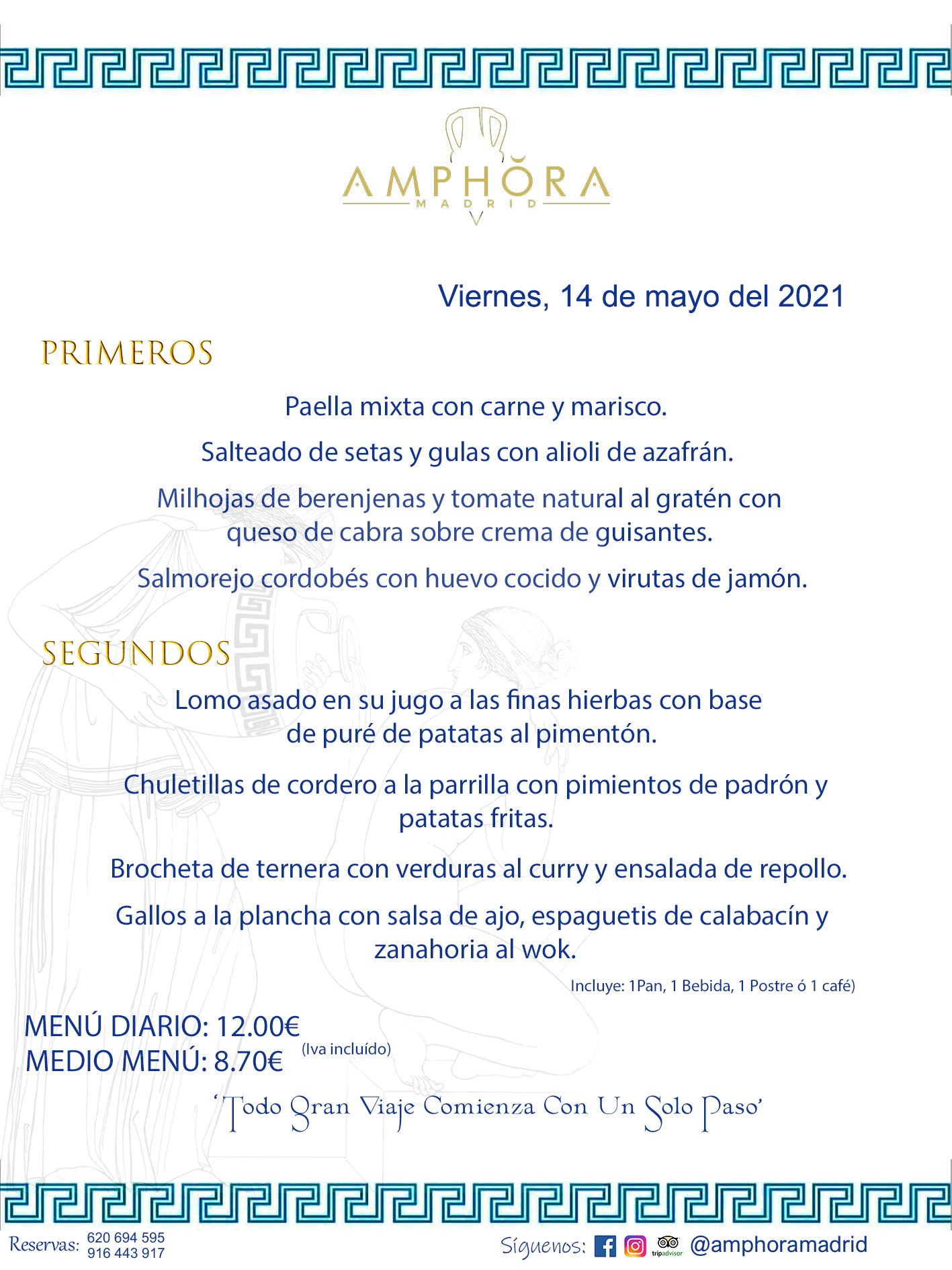 MENÚS DIARIOS MENÚ DEL DÍA DEL VIERNES 14 DE MAYO ALCORCÓN RESTAURANTE AMPHORA TERRAZA ALCORCÓN MADRID Av. Leganés, 54 28923 · Alcorcón · Madrid · España 91 644 39 17 620 694 595 https://youtu.be/HeULHal1yEY (Vea aquí nuestras instalaciones) https://www.amphoramadrid.com RESTAURANTE AMPHORA TERRAZA ALCORCÓN. MENUS FIN DE SEMANA ALCORCÓN, MENÚS DIARIOS ECONÓMICOS EN ALCORCÓN, MEJORES RESTAURANTES EN ALCORCÓN, TERRAZAS ALCORCON, COMER Y CENAR EN TERRAZA EN ALCORCÓN, RESTAURANTES CON TERRAZA, MEJORES TERRAZAS ALCORCÓN, COMER EN ALCORCON, RESTAURANTES GOURMET ALCORCÓN, MENUS FIN DE SEMANA ECONOMICOS ALCORCON, COMER AL AIRE LIBRE, MENUS ECONOMICOS ALCORCON, UNO DE LOS MEJORES RESTAURANTES DE ALCORCÓN Y ZONA SUR DE MADRID EN CALIDAD PRECIO. RESTAURANTE AMPHORA TERRAZA, ES UN ESPACIO GOURMET DONDE PODRÁ DEGUSTAR DEL MEJOR PRODUCTO CON UNA ELABORACIÓN CUIDADA Y CREATIVA. ADEMÁS, PODRÁ DISFRUTAR DE TODO TIPO DE BEBIDAS PREMIUM PREPARADAS POR NUESTRO BARTENDER, VERMUTS DELICIOSOS Y CERVEZAS DE CALIDAD, YA SEA EN EN EL INTERIOR DE NUESTRO RESTAURANTE O EN NUESTRA MARAVILLOSA TERRAZA. SOMOS POSIBLEMENTE UNO DE LOS MEJORES RESTAURANTES DE LA ZONA SUR EN RELACIÓN CALIDAD, PRECIO Y DECORACIÓN. #AMPHORAMADRID #TERRAZASALCORCÓN #MENUDELDIA #COMERENTERRAZA #MADRID #ALCORCÓN #TERRAZA #MENÚSDELDÍAALCORCÓN #MENÚDELDÍARESTAURANTES #COMERENALCORCÓN #MEJORESRESTAURANTESALCORCÓN #MENÚSECONÓMICOS #RESTAURANTESRECOMENDABLES #RESTAURANTESGOURMET #MENÚSECONÓMICOSALCORCÓN #COMERALAIRELIBRE #COMIDASCENASTERRAZASALCORCON #MENÚSDIARIOSALCORCÓN #MENÚDELDÍAHOY #CENARENTERRAZA #TERRAZASCONENCANTO #RESTAURANTESCONTERRAZA #CENARENALCORCÓN #MEJORESRESTAURANTES #RESTAURANTESCOPASALCORCÓN #COPASPREMIUMALCORCÓN #VERMUTALCORCÓN #GASTROBARALCORCÓN #CARNEBUEYALCORCONPARRILLABRASA #MENUECONÓMICO #GASTROBAR #MEJORTERRAZADEALCORCÓN #MENÚSVIERNESALCORCÓN #MENÚSABADOALCORCÓN #MENÚSDOMINGOALCORCÓN #MENÚSLUNESALCORCÓN #MENÚSMARTESALCORCÓN #MENÚSMIÉRCOLESALCORCÓN #MENÚSJUEVESALCORCÓN MEJOR CARNE A LA PARRILLA ALCORCÓN TOMAHAWK CARNE BUEY AUTÉNTICO ALCORCÓN RESTAURANTES PREMIUN LUJO COMIDA CREATIVA ELABORADA RESTAURANTE AMPHORA TERRAZA EN ALCORCÓN (MADRID) GASTROBAR ALCORCÓN MENÚS ECONÓMICOS DIARIOS DEL DÍA MENUS FIN DE SEMANA DE CALIDAD MEJOR MENÚ FIN DE SEMANA ALCORCÓN COMER CENAR EN TERRAZA TERRAZAS ZONA SUR COMIDAS AIRE LIBRE MEJOR CARNE PARRILLA ALCORCÓN.