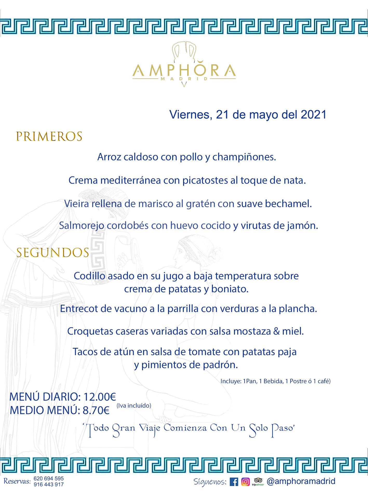 MENÚS DIARIOS MENÚ DEL DÍA DEL VIERNES 21 DE MAYO ALCORCÓN RESTAURANTE AMPHORA TERRAZA ALCORCÓN MADRID Av. Leganés, 54 28923 · Alcorcón · Madrid · España 91 644 39 17 620 694 595 https://youtu.be/HeULHal1yEY (Vea aquí nuestras instalaciones) https://www.amphoramadrid.com RESTAURANTE AMPHORA TERRAZA ALCORCÓN. MENUS FIN DE SEMANA ALCORCÓN, MENÚS DIARIOS ECONÓMICOS EN ALCORCÓN, MEJORES RESTAURANTES EN ALCORCÓN, TERRAZAS ALCORCON, COMER Y CENAR EN TERRAZA EN ALCORCÓN, RESTAURANTES CON TERRAZA, MEJORES TERRAZAS ALCORCÓN, COMER EN ALCORCON, RESTAURANTES GOURMET ALCORCÓN, MENUS FIN DE SEMANA ECONOMICOS ALCORCON, COMER AL AIRE LIBRE, MENUS ECONOMICOS ALCORCON, UNO DE LOS MEJORES RESTAURANTES DE ALCORCÓN Y ZONA SUR DE MADRID EN CALIDAD PRECIO. RESTAURANTE AMPHORA TERRAZA, ES UN ESPACIO GOURMET DONDE PODRÁ DEGUSTAR DEL MEJOR PRODUCTO CON UNA ELABORACIÓN CUIDADA Y CREATIVA. ADEMÁS, PODRÁ DISFRUTAR DE TODO TIPO DE BEBIDAS PREMIUM PREPARADAS POR NUESTRO BARTENDER, VERMUTS DELICIOSOS Y CERVEZAS DE CALIDAD, YA SEA EN EN EL INTERIOR DE NUESTRO RESTAURANTE O EN NUESTRA MARAVILLOSA TERRAZA. SOMOS POSIBLEMENTE UNO DE LOS MEJORES RESTAURANTES DE LA ZONA SUR EN RELACIÓN CALIDAD, PRECIO Y DECORACIÓN. #AMPHORAMADRID #TERRAZASALCORCÓN #MENUDELDIA #COMERENTERRAZA #MADRID #ALCORCÓN #TERRAZA #MENÚSDELDÍAALCORCÓN #MENÚDELDÍARESTAURANTES #COMERENALCORCÓN #MEJORESRESTAURANTESALCORCÓN #MENÚSECONÓMICOS #RESTAURANTESRECOMENDABLES #RESTAURANTESGOURMET #MENÚSECONÓMICOSALCORCÓN #COMERALAIRELIBRE #COMIDASCENASTERRAZASALCORCON #MENÚSDIARIOSALCORCÓN #MENÚDELDÍAHOY #CENARENTERRAZA #TERRAZASCONENCANTO #RESTAURANTESCONTERRAZA #CENARENALCORCÓN #MEJORESRESTAURANTES #RESTAURANTESCOPASALCORCÓN #COPASPREMIUMALCORCÓN #VERMUTALCORCÓN #GASTROBARALCORCÓN #CARNEBUEYALCORCONPARRILLABRASA #MENUECONÓMICO #GASTROBAR #MEJORTERRAZADEALCORCÓN #MENÚSVIERNESALCORCÓN #MENÚSABADOALCORCÓN #MENÚSDOMINGOALCORCÓN #MENÚSLUNESALCORCÓN #MENÚSMARTESALCORCÓN #MENÚSMIÉRCOLESALCORCÓN #MENÚSJUEVESALCORCÓN MEJOR CARNE A LA PARRILLA ALCORCÓN TOMAHAWK CARNE BUEY AUTÉNTICO ALCORCÓN RESTAURANTES PREMIUN LUJO COMIDA CREATIVA ELABORADA RESTAURANTE AMPHORA TERRAZA EN ALCORCÓN (MADRID) GASTROBAR ALCORCÓN MENÚS ECONÓMICOS DIARIOS DEL DÍA MENUS FIN DE SEMANA DE CALIDAD MEJOR MENÚ FIN DE SEMANA ALCORCÓN COMER CENAR EN TERRAZA TERRAZAS ZONA SUR COMIDAS AIRE LIBRE MEJOR CARNE PARRILLA ALCORCÓN.