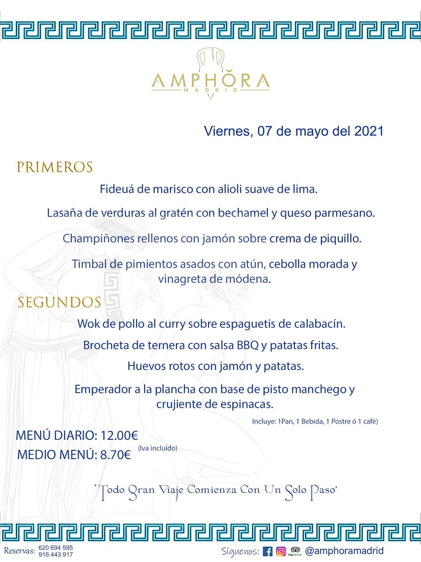 MENÚS DIARIOS MENÚ DEL DÍA DEL VIERNES 7 DE MAYO ALCORCÓN RESTAURANTE AMPHORA TERRAZA ALCORCÓN MADRID Av. Leganés, 54 28923 · Alcorcón · Madrid · España 91 644 39 17 620 694 595 https://youtu.be/HeULHal1yEY (Vea aquí nuestras instalaciones) https://www.amphoramadrid.com RESTAURANTE AMPHORA TERRAZA ALCORCÓN. MENUS FIN DE SEMANA ALCORCÓN, MENÚS DIARIOS ECONÓMICOS EN ALCORCÓN, MEJORES RESTAURANTES EN ALCORCÓN, TERRAZAS ALCORCON, COMER Y CENAR EN TERRAZA EN ALCORCÓN, RESTAURANTES CON TERRAZA, MEJORES TERRAZAS ALCORCÓN, COMER EN ALCORCON, RESTAURANTES GOURMET ALCORCÓN, MENUS FIN DE SEMANA ECONOMICOS ALCORCON, COMER AL AIRE LIBRE, MENUS ECONOMICOS ALCORCON, UNO DE LOS MEJORES RESTAURANTES DE ALCORCÓN Y ZONA SUR DE MADRID EN CALIDAD PRECIO. RESTAURANTE AMPHORA TERRAZA, ES UN ESPACIO GOURMET DONDE PODRÁ DEGUSTAR DEL MEJOR PRODUCTO CON UNA ELABORACIÓN CUIDADA Y CREATIVA. ADEMÁS, PODRÁ DISFRUTAR DE TODO TIPO DE BEBIDAS PREMIUM PREPARADAS POR NUESTRO BARTENDER, VERMUTS DELICIOSOS Y CERVEZAS DE CALIDAD, YA SEA EN EN EL INTERIOR DE NUESTRO RESTAURANTE O EN NUESTRA MARAVILLOSA TERRAZA. SOMOS POSIBLEMENTE UNO DE LOS MEJORES RESTAURANTES DE LA ZONA SUR EN RELACIÓN CALIDAD, PRECIO Y DECORACIÓN. #AMPHORAMADRID #TERRAZASALCORCÓN #MENUDELDIA #COMERENTERRAZA #MADRID #ALCORCÓN #TERRAZA #MENÚSDELDÍAALCORCÓN #MENÚDELDÍARESTAURANTES #COMERENALCORCÓN #MEJORESRESTAURANTESALCORCÓN #MENÚSECONÓMICOS #RESTAURANTESRECOMENDABLES #RESTAURANTESGOURMET #MENÚSECONÓMICOSALCORCÓN #COMERALAIRELIBRE #COMIDASCENASTERRAZASALCORCON #MENÚSDIARIOSALCORCÓN #MENÚDELDÍAHOY #CENARENTERRAZA #TERRAZASCONENCANTO #RESTAURANTESCONTERRAZA #CENARENALCORCÓN #MEJORESRESTAURANTES #RESTAURANTESCOPASALCORCÓN #COPASPREMIUMALCORCÓN #VERMUTALCORCÓN #GASTROBARALCORCÓN #CARNEBUEYALCORCONPARRILLABRASA #MENUECONÓMICO #GASTROBAR #MEJORTERRAZADEALCORCÓN #MENÚSVIERNESALCORCÓN #MENÚSABADOALCORCÓN #MENÚSDOMINGOALCORCÓN #MENÚSLUNESALCORCÓN #MENÚSMARTESALCORCÓN #MENÚSMIÉRCOLESALCORCÓN #MENÚSJUEVESALCORCÓN MEJOR CARNE A LA PARRILLA ALCORCÓN TOMAHAWK CARNE BUEY AUTÉNTICO ALCORCÓN RESTAURANTES PREMIUN LUJO COMIDA CREATIVA ELABORADA RESTAURANTE AMPHORA TERRAZA EN ALCORCÓN (MADRID) GASTROBAR ALCORCÓN MENÚS ECONÓMICOS DIARIOS DEL DÍA MENUS FIN DE SEMANA DE CALIDAD MEJOR MENÚ FIN DE SEMANA ALCORCÓN COMER CENAR EN TERRAZA TERRAZAS ZONA SUR COMIDAS AIRE LIBRE MEJOR CARNE PARRILLA ALCORCÓN.