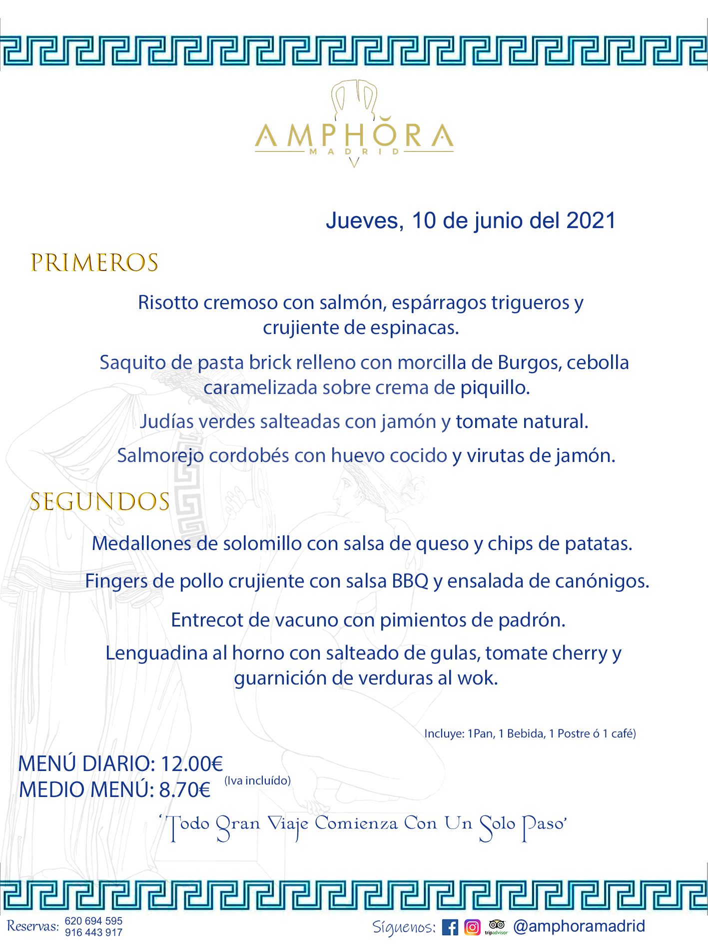 MENÚS DIARIOS MENÚ DEL DÍA DEL JUEVES 10 DE JUNIO ALCORCÓN RESTAURANTE AMPHORA TERRAZA ALCORCÓN MADRID Av. Leganés, 54 28923 · Alcorcón · Madrid · España 91 644 39 17 620 694 595 https://youtu.be/HeULHal1yEY (Vea aquí nuestras instalaciones) https://www.amphoramadrid.com RESTAURANTE AMPHORA TERRAZA ALCORCÓN. MENUS FIN DE SEMANA ALCORCÓN, MENÚS DIARIOS ECONÓMICOS EN ALCORCÓN, MEJORES RESTAURANTES EN ALCORCÓN, TERRAZAS ALCORCON, COMER Y CENAR EN TERRAZA EN ALCORCÓN, RESTAURANTES CON TERRAZA, MEJORES TERRAZAS ALCORCÓN, COMER EN ALCORCON, RESTAURANTES GOURMET ALCORCÓN, MENUS FIN DE SEMANA ECONOMICOS ALCORCON, COMER AL AIRE LIBRE, MENUS ECONOMICOS ALCORCON, UNO DE LOS MEJORES RESTAURANTES DE ALCORCÓN Y ZONA SUR DE MADRID EN CALIDAD PRECIO. RESTAURANTE AMPHORA TERRAZA, ES UN ESPACIO GOURMET DONDE PODRÁ DEGUSTAR DEL MEJOR PRODUCTO CON UNA ELABORACIÓN CUIDADA Y CREATIVA. ADEMÁS, PODRÁ DISFRUTAR DE TODO TIPO DE BEBIDAS PREMIUM PREPARADAS POR NUESTRO BARTENDER, VERMUTS DELICIOSOS Y CERVEZAS DE CALIDAD, YA SEA EN EN EL INTERIOR DE NUESTRO RESTAURANTE O EN NUESTRA MARAVILLOSA TERRAZA. SOMOS POSIBLEMENTE UNO DE LOS MEJORES RESTAURANTES DE LA ZONA SUR EN RELACIÓN CALIDAD, PRECIO Y DECORACIÓN. #AMPHORAMADRID #TERRAZASALCORCÓN #MENUDELDIA #COMERENTERRAZA #MADRID #ALCORCÓN #TERRAZA #MENÚSDELDÍAALCORCÓN #MENÚDELDÍARESTAURANTES #COMERENALCORCÓN #MEJORESRESTAURANTESALCORCÓN #MENÚSECONÓMICOS #RESTAURANTESRECOMENDABLES #RESTAURANTESGOURMET #MENÚSECONÓMICOSALCORCÓN #COMERALAIRELIBRE #COMIDASCENASTERRAZASALCORCON #MENÚSDIARIOSALCORCÓN #MENÚDELDÍAHOY #CENARENTERRAZA #TERRAZASCONENCANTO #RESTAURANTESCONTERRAZA #CENARENALCORCÓN #MEJORESRESTAURANTES #RESTAURANTESCOPASALCORCÓN #COPASPREMIUMALCORCÓN #VERMUTALCORCÓN #GASTROBARALCORCÓN #CARNEBUEYALCORCONPARRILLABRASA #MENUECONÓMICO #GASTROBAR #MEJORTERRAZADEALCORCÓN #MENÚSVIERNESALCORCÓN #MENÚSABADOALCORCÓN #MENÚSDOMINGOALCORCÓN #MENÚSLUNESALCORCÓN #MENÚSMARTESALCORCÓN #MENÚSMIÉRCOLESALCORCÓN #MENÚSJUEVESALCORCÓN MEJOR CARNE A LA PARRILLA ALCORCÓN TOMAHAWK CARNE BUEY AUTÉNTICO ALCORCÓN RESTAURANTES PREMIUN LUJO COMIDA CREATIVA ELABORADA RESTAURANTE AMPHORA TERRAZA EN ALCORCÓN (MADRID) GASTROBAR ALCORCÓN MENÚS ECONÓMICOS DIARIOS DEL DÍA MENUS FIN DE SEMANA DE CALIDAD MEJOR MENÚ FIN DE SEMANA ALCORCÓN COMER CENAR EN TERRAZA TERRAZAS ZONA SUR COMIDAS AIRE LIBRE MEJOR CARNE PARRILLA ALCORCÓN.