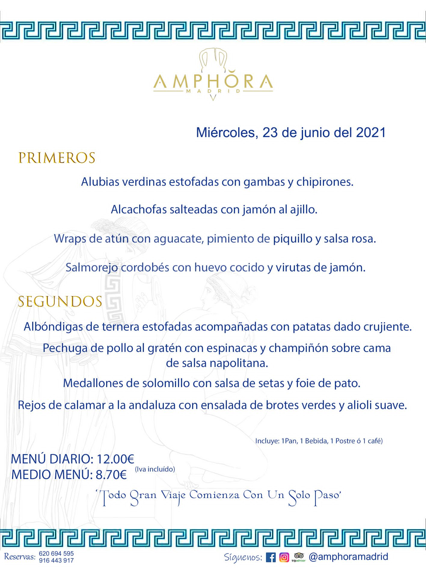 MENÚS DIARIOS MENÚ DEL DÍA DEL MIÉRCOLES 23 DE JUNIO ALCORCÓN RESTAURANTE AMPHORA TERRAZA ALCORCÓN MADRID Av. Leganés, 54 28923 · Alcorcón · Madrid · España 91 644 39 17 620 694 595 https://youtu.be/HeULHal1yEY (Vea aquí nuestras instalaciones) https://www.amphoramadrid.com RESTAURANTE AMPHORA TERRAZA ALCORCÓN. MENUS FIN DE SEMANA ALCORCÓN, MENÚS DIARIOS ECONÓMICOS EN ALCORCÓN, MEJORES RESTAURANTES EN ALCORCÓN, TERRAZAS ALCORCON, COMER Y CENAR EN TERRAZA EN ALCORCÓN, RESTAURANTES CON TERRAZA, MEJORES TERRAZAS ALCORCÓN, COMER EN ALCORCON, RESTAURANTES GOURMET ALCORCÓN, MENUS FIN DE SEMANA ECONOMICOS ALCORCON, COMER AL AIRE LIBRE, MENUS ECONOMICOS ALCORCON, UNO DE LOS MEJORES RESTAURANTES DE ALCORCÓN Y ZONA SUR DE MADRID EN CALIDAD PRECIO. RESTAURANTE AMPHORA TERRAZA, ES UN ESPACIO GOURMET DONDE PODRÁ DEGUSTAR DEL MEJOR PRODUCTO CON UNA ELABORACIÓN CUIDADA Y CREATIVA. ADEMÁS, PODRÁ DISFRUTAR DE TODO TIPO DE BEBIDAS PREMIUM PREPARADAS POR NUESTRO BARTENDER, VERMUTS DELICIOSOS Y CERVEZAS DE CALIDAD, YA SEA EN EN EL INTERIOR DE NUESTRO RESTAURANTE O EN NUESTRA MARAVILLOSA TERRAZA. SOMOS POSIBLEMENTE UNO DE LOS MEJORES RESTAURANTES DE LA ZONA SUR EN RELACIÓN CALIDAD, PRECIO Y DECORACIÓN. #AMPHORAMADRID #TERRAZASALCORCÓN #MENUDELDIA #COMERENTERRAZA #MADRID #ALCORCÓN #TERRAZA #MENÚSDELDÍAALCORCÓN #MENÚDELDÍARESTAURANTES #COMERENALCORCÓN #MEJORESRESTAURANTESALCORCÓN #MENÚSECONÓMICOS #RESTAURANTESRECOMENDABLES #RESTAURANTESGOURMET #MENÚSECONÓMICOSALCORCÓN #COMERALAIRELIBRE #COMIDASCENASTERRAZASALCORCON #MENÚSDIARIOSALCORCÓN #MENÚDELDÍAHOY #CENARENTERRAZA #TERRAZASCONENCANTO #RESTAURANTESCONTERRAZA #CENARENALCORCÓN #MEJORESRESTAURANTES #RESTAURANTESCOPASALCORCÓN #COPASPREMIUMALCORCÓN #VERMUTALCORCÓN #GASTROBARALCORCÓN #CARNEBUEYALCORCONPARRILLABRASA #MENUECONÓMICO #GASTROBAR #MEJORTERRAZADEALCORCÓN #MENÚSVIERNESALCORCÓN #MENÚSABADOALCORCÓN #MENÚSDOMINGOALCORCÓN #MENÚSLUNESALCORCÓN #MENÚSMARTESALCORCÓN #MENÚSMIÉRCOLESALCORCÓN #MENÚSJUEVESALCORCÓN MEJOR CARNE A LA PARRILLA ALCORCÓN TOMAHAWK CARNE BUEY AUTÉNTICO ALCORCÓN RESTAURANTES PREMIUN LUJO COMIDA CREATIVA ELABORADA RESTAURANTE AMPHORA TERRAZA EN ALCORCÓN (MADRID) GASTROBAR ALCORCÓN MENÚS ECONÓMICOS DIARIOS DEL DÍA MENUS FIN DE SEMANA DE CALIDAD MEJOR MENÚ FIN DE SEMANA ALCORCÓN COMER CENAR EN TERRAZA TERRAZAS ZONA SUR COMIDAS AIRE LIBRE MEJOR CARNE PARRILLA ALCORCÓN.