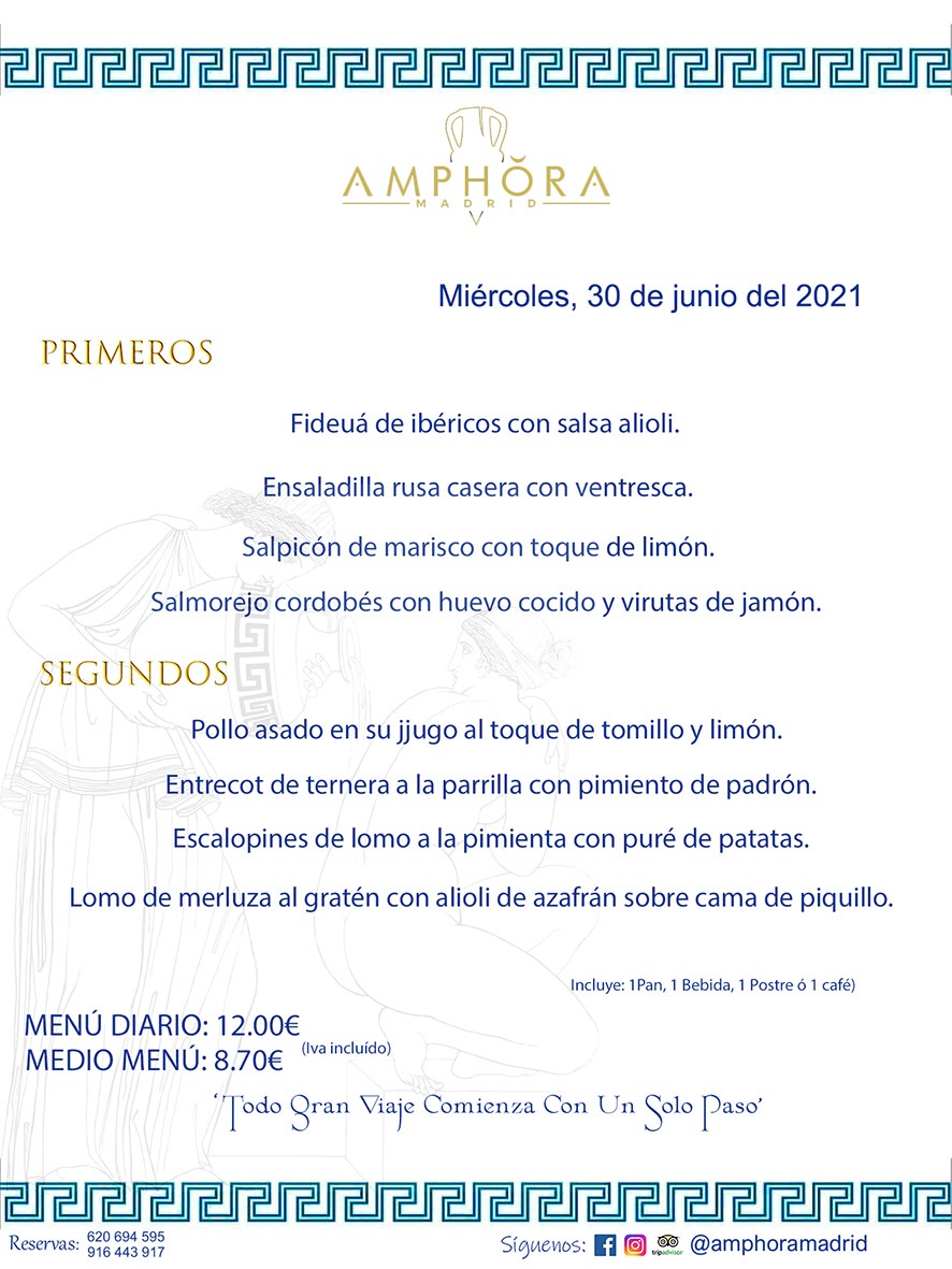 MENÚS DIARIOS MENÚS DEL DÍA MENU DEL DIA DEL MIÉRCOLES 30 DE JUNIO ALCORCÓN RESTAURANTE AMPHORA TERRAZA ALCORCÓN MADRID Av. Leganés, 54 28923 · Alcorcón · Madrid · España 91 644 39 17 620 694 595 https://youtu.be/HeULHal1yEY (Vea aquí nuestras instalaciones) https://www.amphoramadrid.com RESTAURANTE AMPHORA TERRAZA ALCORCÓN. MENUS FIN DE SEMANA ALCORCÓN, MENÚS DIARIOS ECONÓMICOS EN ALCORCÓN, MEJORES RESTAURANTES EN ALCORCÓN, TERRAZAS ALCORCON, COMER Y CENAR EN TERRAZA EN ALCORCÓN, RESTAURANTES CON TERRAZA, MEJORES TERRAZAS ALCORCÓN, COMER EN ALCORCON, RESTAURANTES GOURMET ALCORCÓN, MENUS FIN DE SEMANA ECONOMICOS ALCORCON, COMER AL AIRE LIBRE, MENUS ECONOMICOS ALCORCON, UNO DE LOS MEJORES RESTAURANTES DE ALCORCÓN Y ZONA SUR DE MADRID EN CALIDAD PRECIO. RESTAURANTE AMPHORA TERRAZA, ES UN ESPACIO GOURMET DONDE PODRÁ DEGUSTAR DEL MEJOR PRODUCTO CON UNA ELABORACIÓN CUIDADA Y CREATIVA. ADEMÁS, PODRÁ DISFRUTAR DE TODO TIPO DE BEBIDAS PREMIUM PREPARADAS POR NUESTRO BARTENDER, VERMUTS DELICIOSOS Y CERVEZAS DE CALIDAD, YA SEA EN EN EL INTERIOR DE NUESTRO RESTAURANTE O EN NUESTRA MARAVILLOSA TERRAZA. SOMOS POSIBLEMENTE UNO DE LOS MEJORES RESTAURANTES DE LA ZONA SUR EN RELACIÓN CALIDAD, PRECIO Y DECORACIÓN. #AMPHORAMADRID #TERRAZASALCORCÓN #MENUDELDIA #COMERENTERRAZA #MADRID #ALCORCÓN #TERRAZA #MENÚSDELDÍAALCORCÓN #MENÚDELDÍARESTAURANTES #COMERENALCORCÓN #MEJORESRESTAURANTESALCORCÓN #MENÚSECONÓMICOS #RESTAURANTESRECOMENDABLES #RESTAURANTESGOURMET #MENÚSECONÓMICOSALCORCÓN #COMERALAIRELIBRE #COMIDASCENASTERRAZASALCORCON #MENÚSDIARIOSALCORCÓN #MENÚDELDÍAHOY #CENARENTERRAZA #TERRAZASCONENCANTO #RESTAURANTESCONTERRAZA #CENARENALCORCÓN #MEJORESRESTAURANTES #RESTAURANTESCOPASALCORCÓN #COPASPREMIUMALCORCÓN #VERMUTALCORCÓN #GASTROBARALCORCÓN #CARNEBUEYALCORCONPARRILLABRASA #MENUECONÓMICO #GASTROBAR #MEJORTERRAZADEALCORCÓN #MENÚSVIERNESALCORCÓN #MENÚSABADOALCORCÓN #MENÚSDOMINGOALCORCÓN #MENÚSLUNESALCORCÓN #MENÚSMARTESALCORCÓN #MENÚSMIÉRCOLESALCORCÓN #MENÚSJUEVESALCORCÓN MEJOR CARNE A LA PARRILLA ALCORCÓN TOMAHAWK CARNE BUEY AUTÉNTICO ALCORCÓN RESTAURANTES PREMIUN LUJO COMIDA CREATIVA ELABORADA RESTAURANTE AMPHORA TERRAZA EN ALCORCÓN (MADRID) GASTROBAR ALCORCÓN MENÚS ECONÓMICOS DIARIOS DEL DÍA MENUS FIN DE SEMANA DE CALIDAD MEJOR MENÚ FIN DE SEMANA ALCORCÓN COMER CENAR EN TERRAZA TERRAZAS ZONA SUR COMIDAS AIRE LIBRE MEJOR CARNE PARRILLA ALCORCÓN.