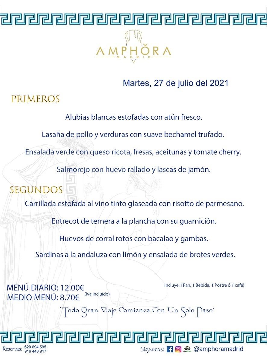 MENÚS DIARIOS MENÚS DEL DÍA MENU DEL DIA DEL MARTES 27 DE JULIO ALCORCÓN RESTAURANTE AMPHORA TERRAZA ALCORCÓN MADRID Av. Leganés, 54 28923 · Alcorcón · Madrid · España 91 644 39 17 620 694 595 https://youtu.be/HeULHal1yEY (Vea aquí nuestras instalaciones) https://www.amphoramadrid.com RESTAURANTE AMPHORA TERRAZA ALCORCÓN. MENUS FIN DE SEMANA ALCORCÓN, MENÚS DIARIOS ECONÓMICOS EN ALCORCÓN, MEJORES RESTAURANTES EN ALCORCÓN, TERRAZAS ALCORCON, COMER Y CENAR EN TERRAZA EN ALCORCÓN, RESTAURANTES CON TERRAZA, MEJORES TERRAZAS ALCORCÓN, COMER EN ALCORCON, RESTAURANTES GOURMET ALCORCÓN, MENUS FIN DE SEMANA ECONOMICOS ALCORCON, COMER AL AIRE LIBRE, MENUS ECONOMICOS ALCORCON, UNO DE LOS MEJORES RESTAURANTES DE ALCORCÓN Y ZONA SUR DE MADRID EN CALIDAD PRECIO. RESTAURANTE AMPHORA TERRAZA, ES UN ESPACIO GOURMET DONDE PODRÁ DEGUSTAR DEL MEJOR PRODUCTO CON UNA ELABORACIÓN CUIDADA Y CREATIVA. ADEMÁS, PODRÁ DISFRUTAR DE TODO TIPO DE BEBIDAS PREMIUM PREPARADAS POR NUESTRO BARTENDER, VERMUTS DELICIOSOS Y CERVEZAS DE CALIDAD, YA SEA EN EN EL INTERIOR DE NUESTRO RESTAURANTE O EN NUESTRA MARAVILLOSA TERRAZA. SOMOS POSIBLEMENTE UNO DE LOS MEJORES RESTAURANTES DE LA ZONA SUR EN RELACIÓN CALIDAD, PRECIO Y DECORACIÓN. #AMPHORAMADRID #TERRAZASALCORCÓN #MENUDELDIA #COMERENTERRAZA #MADRID #ALCORCÓN #TERRAZA #MENÚSDELDÍAALCORCÓN #MENÚDELDÍARESTAURANTES #COMERENALCORCÓN #MEJORESRESTAURANTESALCORCÓN #MENÚSECONÓMICOS #RESTAURANTESRECOMENDABLES #RESTAURANTESGOURMET #MENÚSECONÓMICOSALCORCÓN #COMERALAIRELIBRE #COMIDASCENASTERRAZASALCORCON #MENÚSDIARIOSALCORCÓN #MENÚDELDÍAHOY #CENARENTERRAZA #TERRAZASCONENCANTO #RESTAURANTESCONTERRAZA #CENARENALCORCÓN #MEJORESRESTAURANTES #RESTAURANTESCOPASALCORCÓN #COPASPREMIUMALCORCÓN #VERMUTALCORCÓN #GASTROBARALCORCÓN #CARNEBUEYALCORCONPARRILLABRASA #MENUECONÓMICO #GASTROBAR #MEJORTERRAZADEALCORCÓN #MENÚSVIERNESALCORCÓN #MENÚSABADOALCORCÓN #MENÚSDOMINGOALCORCÓN #MENÚSLUNESALCORCÓN #MENÚSMARTESALCORCÓN #MENÚSMIÉRCOLESALCORCÓN #MENÚSJUEVESALCORCÓN MEJOR CARNE A LA PARRILLA ALCORCÓN TOMAHAWK CARNE BUEY AUTÉNTICO ALCORCÓN RESTAURANTES PREMIUN LUJO COMIDA CREATIVA ELABORADA RESTAURANTE AMPHORA TERRAZA EN ALCORCÓN (MADRID) GASTROBAR ALCORCÓN MENÚS ECONÓMICOS DIARIOS DEL DÍA MENUS FIN DE SEMANA DE CALIDAD MEJOR MENÚ FIN DE SEMANA ALCORCÓN COMER CENAR EN TERRAZA TERRAZAS ZONA SUR COMIDAS AIRE LIBRE MEJOR CARNE PARRILLA ALCORCÓN.