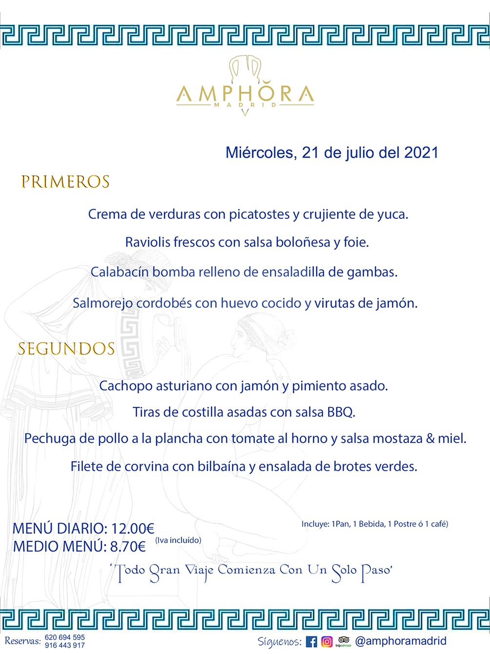 MENÚS DIARIOS MENÚS DEL DÍA MENU DEL DIA DEL MARTES 21 DE JULIO ALCORCÓN RESTAURANTE AMPHORA TERRAZA ALCORCÓN MADRID Av. Leganés, 54 28923 · Alcorcón · Madrid · España 91 644 39 17 620 694 595 https://youtu.be/HeULHal1yEY (Vea aquí nuestras instalaciones) https://www.amphoramadrid.com RESTAURANTE AMPHORA TERRAZA ALCORCÓN. MENUS FIN DE SEMANA ALCORCÓN, MENÚS DIARIOS ECONÓMICOS EN ALCORCÓN, MEJORES RESTAURANTES EN ALCORCÓN, TERRAZAS ALCORCON, COMER Y CENAR EN TERRAZA EN ALCORCÓN, RESTAURANTES CON TERRAZA, MEJORES TERRAZAS ALCORCÓN, COMER EN ALCORCON, RESTAURANTES GOURMET ALCORCÓN, MENUS FIN DE SEMANA ECONOMICOS ALCORCON, COMER AL AIRE LIBRE, MENUS ECONOMICOS ALCORCON, UNO DE LOS MEJORES RESTAURANTES DE ALCORCÓN Y ZONA SUR DE MADRID EN CALIDAD PRECIO. RESTAURANTE AMPHORA TERRAZA, ES UN ESPACIO GOURMET DONDE PODRÁ DEGUSTAR DEL MEJOR PRODUCTO CON UNA ELABORACIÓN CUIDADA Y CREATIVA. ADEMÁS, PODRÁ DISFRUTAR DE TODO TIPO DE BEBIDAS PREMIUM PREPARADAS POR NUESTRO BARTENDER, VERMUTS DELICIOSOS Y CERVEZAS DE CALIDAD, YA SEA EN EN EL INTERIOR DE NUESTRO RESTAURANTE O EN NUESTRA MARAVILLOSA TERRAZA. SOMOS POSIBLEMENTE UNO DE LOS MEJORES RESTAURANTES DE LA ZONA SUR EN RELACIÓN CALIDAD, PRECIO Y DECORACIÓN. #AMPHORAMADRID #TERRAZASALCORCÓN #MENUDELDIA #COMERENTERRAZA #MADRID #ALCORCÓN #TERRAZA #MENÚSDELDÍAALCORCÓN #MENÚDELDÍARESTAURANTES #COMERENALCORCÓN #MEJORESRESTAURANTESALCORCÓN #MENÚSECONÓMICOS #RESTAURANTESRECOMENDABLES #RESTAURANTESGOURMET #MENÚSECONÓMICOSALCORCÓN #COMERALAIRELIBRE #COMIDASCENASTERRAZASALCORCON #MENÚSDIARIOSALCORCÓN #MENÚDELDÍAHOY #CENARENTERRAZA #TERRAZASCONENCANTO #RESTAURANTESCONTERRAZA #CENARENALCORCÓN #MEJORESRESTAURANTES #RESTAURANTESCOPASALCORCÓN #COPASPREMIUMALCORCÓN #VERMUTALCORCÓN #GASTROBARALCORCÓN #CARNEBUEYALCORCONPARRILLABRASA #MENUECONÓMICO #GASTROBAR #MEJORTERRAZADEALCORCÓN #MENÚSVIERNESALCORCÓN #MENÚSABADOALCORCÓN #MENÚSDOMINGOALCORCÓN #MENÚSLUNESALCORCÓN #MENÚSMARTESALCORCÓN #MENÚSMIÉRCOLESALCORCÓN #MENÚSJUEVESALCORCÓN MEJOR CARNE A LA PARRILLA ALCORCÓN TOMAHAWK CARNE BUEY AUTÉNTICO ALCORCÓN RESTAURANTES PREMIUN LUJO COMIDA CREATIVA ELABORADA RESTAURANTE AMPHORA TERRAZA EN ALCORCÓN (MADRID) GASTROBAR ALCORCÓN MENÚS ECONÓMICOS DIARIOS DEL DÍA MENUS FIN DE SEMANA DE CALIDAD MEJOR MENÚ FIN DE SEMANA ALCORCÓN COMER CENAR EN TERRAZA TERRAZAS ZONA SUR COMIDAS AIRE LIBRE MEJOR CARNE PARRILLA ALCORCÓN.