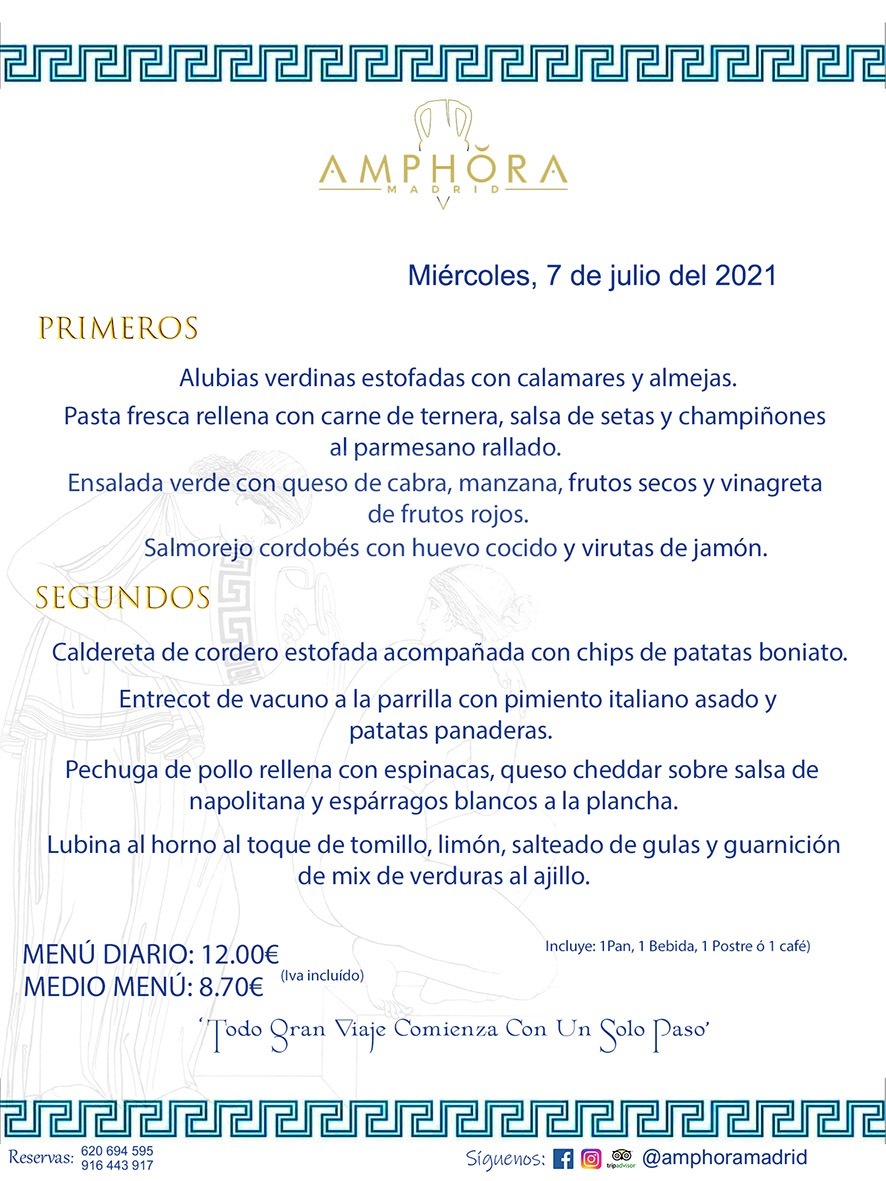 MENÚS DIARIOS MENÚS DEL DÍA MENU DEL DIA DEL MIÉRCOLES 7 DE JULIO ALCORCÓN RESTAURANTE AMPHORA TERRAZA ALCORCÓN MADRID Av. Leganés, 54 28923 · Alcorcón · Madrid · España 91 644 39 17 620 694 595 https://youtu.be/HeULHal1yEY (Vea aquí nuestras instalaciones) https://www.amphoramadrid.com RESTAURANTE AMPHORA TERRAZA ALCORCÓN. MENUS FIN DE SEMANA ALCORCÓN, MENÚS DIARIOS ECONÓMICOS EN ALCORCÓN, MEJORES RESTAURANTES EN ALCORCÓN, TERRAZAS ALCORCON, COMER Y CENAR EN TERRAZA EN ALCORCÓN, RESTAURANTES CON TERRAZA, MEJORES TERRAZAS ALCORCÓN, COMER EN ALCORCON, RESTAURANTES GOURMET ALCORCÓN, MENUS FIN DE SEMANA ECONOMICOS ALCORCON, COMER AL AIRE LIBRE, MENUS ECONOMICOS ALCORCON, UNO DE LOS MEJORES RESTAURANTES DE ALCORCÓN Y ZONA SUR DE MADRID EN CALIDAD PRECIO. RESTAURANTE AMPHORA TERRAZA, ES UN ESPACIO GOURMET DONDE PODRÁ DEGUSTAR DEL MEJOR PRODUCTO CON UNA ELABORACIÓN CUIDADA Y CREATIVA. ADEMÁS, PODRÁ DISFRUTAR DE TODO TIPO DE BEBIDAS PREMIUM PREPARADAS POR NUESTRO BARTENDER, VERMUTS DELICIOSOS Y CERVEZAS DE CALIDAD, YA SEA EN EN EL INTERIOR DE NUESTRO RESTAURANTE O EN NUESTRA MARAVILLOSA TERRAZA. SOMOS POSIBLEMENTE UNO DE LOS MEJORES RESTAURANTES DE LA ZONA SUR EN RELACIÓN CALIDAD, PRECIO Y DECORACIÓN. #AMPHORAMADRID #TERRAZASALCORCÓN #MENUDELDIA #COMERENTERRAZA #MADRID #ALCORCÓN #TERRAZA #MENÚSDELDÍAALCORCÓN #MENÚDELDÍARESTAURANTES #COMERENALCORCÓN #MEJORESRESTAURANTESALCORCÓN #MENÚSECONÓMICOS #RESTAURANTESRECOMENDABLES #RESTAURANTESGOURMET #MENÚSECONÓMICOSALCORCÓN #COMERALAIRELIBRE #COMIDASCENASTERRAZASALCORCON #MENÚSDIARIOSALCORCÓN #MENÚDELDÍAHOY #CENARENTERRAZA #TERRAZASCONENCANTO #RESTAURANTESCONTERRAZA #CENARENALCORCÓN #MEJORESRESTAURANTES #RESTAURANTESCOPASALCORCÓN #COPASPREMIUMALCORCÓN #VERMUTALCORCÓN #GASTROBARALCORCÓN #CARNEBUEYALCORCONPARRILLABRASA #MENUECONÓMICO #GASTROBAR #MEJORTERRAZADEALCORCÓN #MENÚSVIERNESALCORCÓN #MENÚSABADOALCORCÓN #MENÚSDOMINGOALCORCÓN #MENÚSLUNESALCORCÓN #MENÚSMARTESALCORCÓN #MENÚSMIÉRCOLESALCORCÓN #MENÚSJUEVESALCORCÓN MEJOR CARNE A LA PARRILLA ALCORCÓN TOMAHAWK CARNE BUEY AUTÉNTICO ALCORCÓN RESTAURANTES PREMIUN LUJO COMIDA CREATIVA ELABORADA RESTAURANTE AMPHORA TERRAZA EN ALCORCÓN (MADRID) GASTROBAR ALCORCÓN MENÚS ECONÓMICOS DIARIOS DEL DÍA MENUS FIN DE SEMANA DE CALIDAD MEJOR MENÚ FIN DE SEMANA ALCORCÓN COMER CENAR EN TERRAZA TERRAZAS ZONA SUR COMIDAS AIRE LIBRE MEJOR CARNE PARRILLA ALCORCÓN.