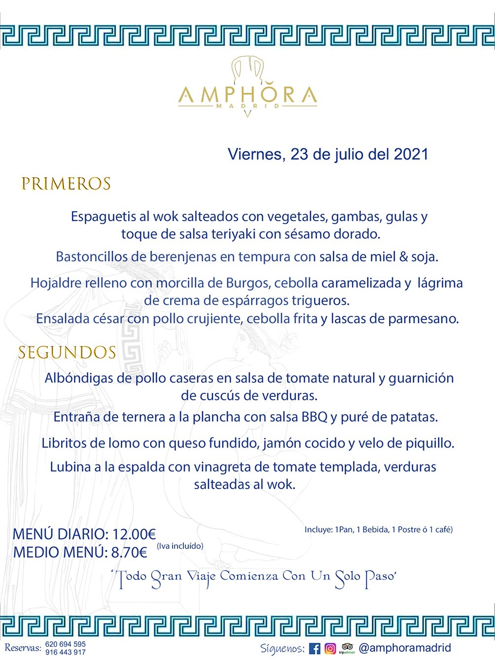 MENÚS DIARIOS MENÚS DEL DÍA MENU DEL DIA DEL JUEVES 23 DE JULIO ALCORCÓN RESTAURANTE AMPHORA TERRAZA ALCORCÓN MADRID Av. Leganés, 54 28923 · Alcorcón · Madrid · España 91 644 39 17 620 694 595 https://youtu.be/HeULHal1yEY (Vea aquí nuestras instalaciones) https://www.amphoramadrid.com RESTAURANTE AMPHORA TERRAZA ALCORCÓN. MENUS FIN DE SEMANA ALCORCÓN, MENÚS DIARIOS ECONÓMICOS EN ALCORCÓN, MEJORES RESTAURANTES EN ALCORCÓN, TERRAZAS ALCORCON, COMER Y CENAR EN TERRAZA EN ALCORCÓN, RESTAURANTES CON TERRAZA, MEJORES TERRAZAS ALCORCÓN, COMER EN ALCORCON, RESTAURANTES GOURMET ALCORCÓN, MENUS FIN DE SEMANA ECONOMICOS ALCORCON, COMER AL AIRE LIBRE, MENUS ECONOMICOS ALCORCON, UNO DE LOS MEJORES RESTAURANTES DE ALCORCÓN Y ZONA SUR DE MADRID EN CALIDAD PRECIO. RESTAURANTE AMPHORA TERRAZA, ES UN ESPACIO GOURMET DONDE PODRÁ DEGUSTAR DEL MEJOR PRODUCTO CON UNA ELABORACIÓN CUIDADA Y CREATIVA. ADEMÁS, PODRÁ DISFRUTAR DE TODO TIPO DE BEBIDAS PREMIUM PREPARADAS POR NUESTRO BARTENDER, VERMUTS DELICIOSOS Y CERVEZAS DE CALIDAD, YA SEA EN EN EL INTERIOR DE NUESTRO RESTAURANTE O EN NUESTRA MARAVILLOSA TERRAZA. SOMOS POSIBLEMENTE UNO DE LOS MEJORES RESTAURANTES DE LA ZONA SUR EN RELACIÓN CALIDAD, PRECIO Y DECORACIÓN. #AMPHORAMADRID #TERRAZASALCORCÓN #MENUDELDIA #COMERENTERRAZA #MADRID #ALCORCÓN #TERRAZA #MENÚSDELDÍAALCORCÓN #MENÚDELDÍARESTAURANTES #COMERENALCORCÓN #MEJORESRESTAURANTESALCORCÓN #MENÚSECONÓMICOS #RESTAURANTESRECOMENDABLES #RESTAURANTESGOURMET #MENÚSECONÓMICOSALCORCÓN #COMERALAIRELIBRE #COMIDASCENASTERRAZASALCORCON #MENÚSDIARIOSALCORCÓN #MENÚDELDÍAHOY #CENARENTERRAZA #TERRAZASCONENCANTO #RESTAURANTESCONTERRAZA #CENARENALCORCÓN #MEJORESRESTAURANTES #RESTAURANTESCOPASALCORCÓN #COPASPREMIUMALCORCÓN #VERMUTALCORCÓN #GASTROBARALCORCÓN #CARNEBUEYALCORCONPARRILLABRASA #MENUECONÓMICO #GASTROBAR #MEJORTERRAZADEALCORCÓN #MENÚSVIERNESALCORCÓN #MENÚSABADOALCORCÓN #MENÚSDOMINGOALCORCÓN #MENÚSLUNESALCORCÓN #MENÚSMARTESALCORCÓN #MENÚSMIÉRCOLESALCORCÓN #MENÚSJUEVESALCORCÓN MEJOR CARNE A LA PARRILLA ALCORCÓN TOMAHAWK CARNE BUEY AUTÉNTICO ALCORCÓN RESTAURANTES PREMIUN LUJO COMIDA CREATIVA ELABORADA RESTAURANTE AMPHORA TERRAZA EN ALCORCÓN (MADRID) GASTROBAR ALCORCÓN MENÚS ECONÓMICOS DIARIOS DEL DÍA MENUS FIN DE SEMANA DE CALIDAD MEJOR MENÚ FIN DE SEMANA ALCORCÓN COMER CENAR EN TERRAZA TERRAZAS ZONA SUR COMIDAS AIRE LIBRE MEJOR CARNE PARRILLA ALCORCÓN.