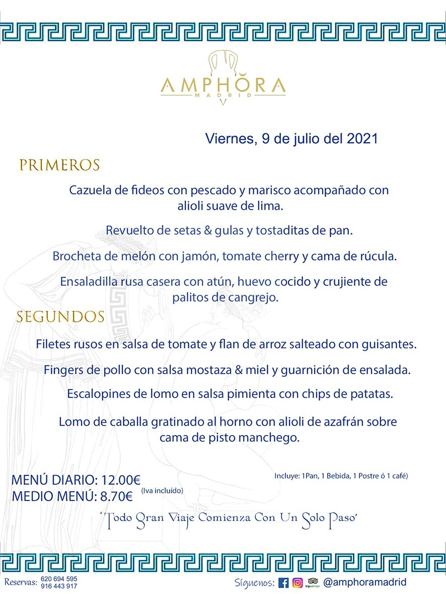 MENÚS DIARIOS MENÚS DEL DÍA MENU DEL DIA DEL VIERNES 9 DE JULIO ALCORCÓN RESTAURANTE AMPHORA TERRAZA ALCORCÓN MADRID Av. Leganés, 54 28923 · Alcorcón · Madrid · España 91 644 39 17 620 694 595 https://youtu.be/HeULHal1yEY (Vea aquí nuestras instalaciones) https://www.amphoramadrid.com RESTAURANTE AMPHORA TERRAZA ALCORCÓN. MENUS FIN DE SEMANA ALCORCÓN, MENÚS DIARIOS ECONÓMICOS EN ALCORCÓN, MEJORES RESTAURANTES EN ALCORCÓN, TERRAZAS ALCORCON, COMER Y CENAR EN TERRAZA EN ALCORCÓN, RESTAURANTES CON TERRAZA, MEJORES TERRAZAS ALCORCÓN, COMER EN ALCORCON, RESTAURANTES GOURMET ALCORCÓN, MENUS FIN DE SEMANA ECONOMICOS ALCORCON, COMER AL AIRE LIBRE, MENUS ECONOMICOS ALCORCON, UNO DE LOS MEJORES RESTAURANTES DE ALCORCÓN Y ZONA SUR DE MADRID EN CALIDAD PRECIO. RESTAURANTE AMPHORA TERRAZA, ES UN ESPACIO GOURMET DONDE PODRÁ DEGUSTAR DEL MEJOR PRODUCTO CON UNA ELABORACIÓN CUIDADA Y CREATIVA. ADEMÁS, PODRÁ DISFRUTAR DE TODO TIPO DE BEBIDAS PREMIUM PREPARADAS POR NUESTRO BARTENDER, VERMUTS DELICIOSOS Y CERVEZAS DE CALIDAD, YA SEA EN EN EL INTERIOR DE NUESTRO RESTAURANTE O EN NUESTRA MARAVILLOSA TERRAZA. SOMOS POSIBLEMENTE UNO DE LOS MEJORES RESTAURANTES DE LA ZONA SUR EN RELACIÓN CALIDAD, PRECIO Y DECORACIÓN. #AMPHORAMADRID #TERRAZASALCORCÓN #MENUDELDIA #COMERENTERRAZA #MADRID #ALCORCÓN #TERRAZA #MENÚSDELDÍAALCORCÓN #MENÚDELDÍARESTAURANTES #COMERENALCORCÓN #MEJORESRESTAURANTESALCORCÓN #MENÚSECONÓMICOS #RESTAURANTESRECOMENDABLES #RESTAURANTESGOURMET #MENÚSECONÓMICOSALCORCÓN #COMERALAIRELIBRE #COMIDASCENASTERRAZASALCORCON #MENÚSDIARIOSALCORCÓN #MENÚDELDÍAHOY #CENARENTERRAZA #TERRAZASCONENCANTO #RESTAURANTESCONTERRAZA #CENARENALCORCÓN #MEJORESRESTAURANTES #RESTAURANTESCOPASALCORCÓN #COPASPREMIUMALCORCÓN #VERMUTALCORCÓN #GASTROBARALCORCÓN #CARNEBUEYALCORCONPARRILLABRASA #MENUECONÓMICO #GASTROBAR #MEJORTERRAZADEALCORCÓN #MENÚSVIERNESALCORCÓN #MENÚSABADOALCORCÓN #MENÚSDOMINGOALCORCÓN #MENÚSLUNESALCORCÓN #MENÚSMARTESALCORCÓN #MENÚSMIÉRCOLESALCORCÓN #MENÚSJUEVESALCORCÓN MEJOR CARNE A LA PARRILLA ALCORCÓN TOMAHAWK CARNE BUEY AUTÉNTICO ALCORCÓN RESTAURANTES PREMIUN LUJO COMIDA CREATIVA ELABORADA RESTAURANTE AMPHORA TERRAZA EN ALCORCÓN (MADRID) GASTROBAR ALCORCÓN MENÚS ECONÓMICOS DIARIOS DEL DÍA MENUS FIN DE SEMANA DE CALIDAD MEJOR MENÚ FIN DE SEMANA ALCORCÓN COMER CENAR EN TERRAZA TERRAZAS ZONA SUR COMIDAS AIRE LIBRE MEJOR CARNE PARRILLA ALCORCÓN.