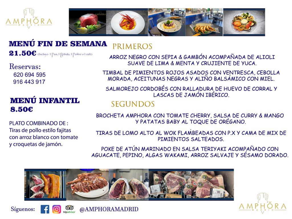 MENÚS FIN DE SEMANA ECONOMICOS DIARIOS MENÚ DEL DÍA SÁBADO 24 Y DOMINGO 25 DE JULIO ALCORCÓN RESTAURANTE AMPHORA TERRAZA ALCORCÓN MADRID Av. Leganés, 54 28923 · Alcorcón · Madrid · España 91 644 39 17 620 694 595 https://youtu.be/HeULHal1yEY (Vea aquí nuestras instalaciones) https://www.amphoramadrid.com RESTAURANTE AMPHORA TERRAZA ALCORCÓN. MENUS FIN DE SEMANA ALCORCÓN, MENÚS DIARIOS ECONÓMICOS EN ALCORCÓN, MEJORES RESTAURANTES EN ALCORCÓN, TERRAZAS ALCORCON, COMER Y CENAR EN TERRAZA EN ALCORCÓN, RESTAURANTES CON TERRAZA, MEJORES TERRAZAS ALCORCÓN, COMER EN ALCORCON, RESTAURANTES GOURMET ALCORCÓN, MENUS FIN DE SEMANA ECONOMICOS ALCORCON, COMER AL AIRE LIBRE, MENUS ECONOMICOS ALCORCON, UNO DE LOS MEJORES RESTAURANTES DE ALCORCÓN Y ZONA SUR DE MADRID EN CALIDAD PRECIO. RESTAURANTE AMPHORA TERRAZA, ES UN ESPACIO GOURMET DONDE PODRÁ DEGUSTAR DEL MEJOR PRODUCTO CON UNA ELABORACIÓN CUIDADA Y CREATIVA. ADEMÁS, PODRÁ DISFRUTAR DE TODO TIPO DE BEBIDAS PREMIUM PREPARADAS POR NUESTRO BARTENDER, VERMUTS DELICIOSOS Y CERVEZAS DE CALIDAD, YA SEA EN EN EL INTERIOR DE NUESTRO RESTAURANTE O EN NUESTRA MARAVILLOSA TERRAZA. SOMOS POSIBLEMENTE UNO DE LOS MEJORES RESTAURANTES DE LA ZONA SUR EN RELACIÓN CALIDAD, PRECIO Y DECORACIÓN. #AMPHORAMADRID #TERRAZASALCORCÓN #MENUDELDIA #COMERENTERRAZA #MADRID #ALCORCÓN #TERRAZA #MENÚSDELDÍAALCORCÓN #MENÚDELDÍARESTAURANTES #COMERENALCORCÓN #MEJORESRESTAURANTESALCORCÓN #MENÚSECONÓMICOS #RESTAURANTESRECOMENDABLES #RESTAURANTESGOURMET #MENÚSECONÓMICOSALCORCÓN #COMERALAIRELIBRE #COMIDASCENASTERRAZASALCORCON #MENÚSDIARIOSALCORCÓN #MENÚDELDÍAHOY #CENARENTERRAZA #TERRAZASCONENCANTO #RESTAURANTESCONTERRAZA #CENARENALCORCÓN #MEJORESRESTAURANTES #RESTAURANTESCOPASALCORCÓN #COPASPREMIUMALCORCÓN #VERMUTALCORCÓN #GASTROBARALCORCÓN #CARNEBUEYALCORCONPARRILLABRASA #MENUECONÓMICO #GASTROBAR #MEJORTERRAZADEALCORCÓN #MENÚSVIERNESALCORCÓN #MENÚSABADOALCORCÓN #MENÚSDOMINGOALCORCÓN #MENÚSLUNESALCORCÓN #MENÚSMARTESALCORCÓN #MENÚSMIÉRCOLESALCORCÓN #MENÚSJUEVESALCORCÓN MEJOR CARNE A LA PARRILLA ALCORCÓN TOMAHAWK CARNE BUEY AUTÉNTICO ALCORCÓN RESTAURANTES PREMIUN LUJO COMIDA CREATIVA ELABORADA RESTAURANTE AMPHORA TERRAZA EN ALCORCÓN (MADRID) GASTROBAR ALCORCÓN MENÚS ECONÓMICOS DIARIOS DEL DÍA MENUS FIN DE SEMANA DE CALIDAD MEJOR MENÚ FIN DE SEMANA ALCORCÓN COMER CENAR EN TERRAZA TERRAZAS ZONA SUR COMIDAS AIRE LIBRE MEJOR CARNE PARRILLA ALCORCÓN.