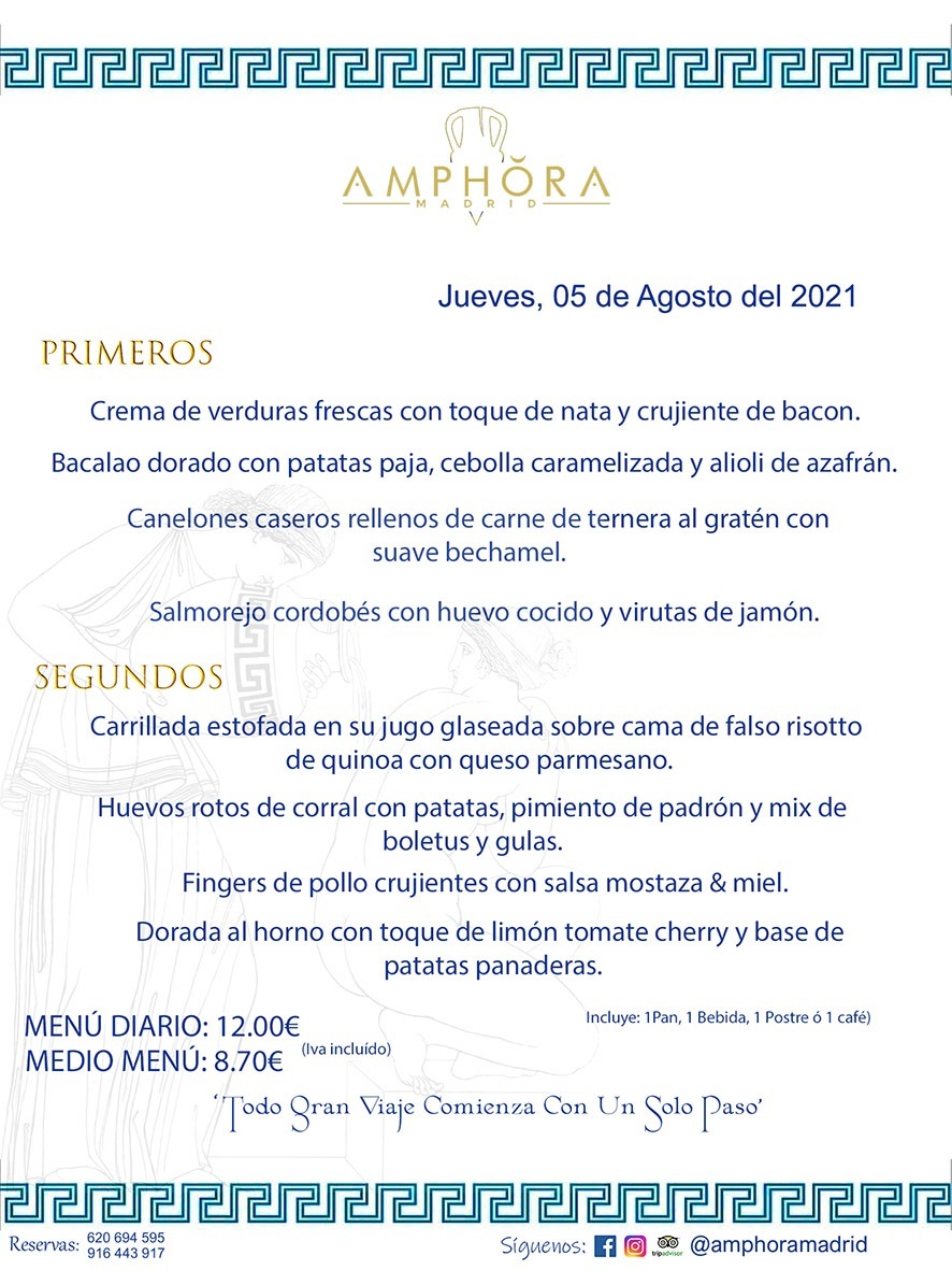 MENÚS DIARIOS MENÚS DEL DÍA MENU DEL DIA DEL JUEVES 5 DE AGOSTO ALCORCÓN RESTAURANTE AMPHORA TERRAZA ALCORCÓN MADRID Av. Leganés, 54 28923 · Alcorcón · Madrid · España 91 644 39 17 620 694 595 https://youtu.be/HeULHal1yEY (Vea aquí nuestras instalaciones) https://www.amphoramadrid.com RESTAURANTE AMPHORA TERRAZA ALCORCÓN. MENUS FIN DE SEMANA ALCORCÓN, MENÚS DIARIOS ECONÓMICOS EN ALCORCÓN, MEJORES RESTAURANTES EN ALCORCÓN, TERRAZAS ALCORCON, COMER Y CENAR EN TERRAZA EN ALCORCÓN, RESTAURANTES CON TERRAZA, MEJORES TERRAZAS ALCORCÓN, COMER EN ALCORCON, RESTAURANTES GOURMET ALCORCÓN, MENUS FIN DE SEMANA ECONOMICOS ALCORCON, COMER AL AIRE LIBRE, MENUS ECONOMICOS ALCORCON, UNO DE LOS MEJORES RESTAURANTES DE ALCORCÓN Y ZONA SUR DE MADRID EN CALIDAD PRECIO. RESTAURANTE AMPHORA TERRAZA, ES UN ESPACIO GOURMET DONDE PODRÁ DEGUSTAR DEL MEJOR PRODUCTO CON UNA ELABORACIÓN CUIDADA Y CREATIVA. ADEMÁS, PODRÁ DISFRUTAR DE TODO TIPO DE BEBIDAS PREMIUM PREPARADAS POR NUESTRO BARTENDER, VERMUTS DELICIOSOS Y CERVEZAS DE CALIDAD, YA SEA EN EN EL INTERIOR DE NUESTRO RESTAURANTE O EN NUESTRA MARAVILLOSA TERRAZA. SOMOS POSIBLEMENTE UNO DE LOS MEJORES RESTAURANTES DE LA ZONA SUR EN RELACIÓN CALIDAD, PRECIO Y DECORACIÓN. #AMPHORAMADRID #TERRAZASALCORCÓN #MENUDELDIA #COMERENTERRAZA #MADRID #ALCORCÓN #TERRAZA #MENÚSDELDÍAALCORCÓN #MENÚDELDÍARESTAURANTES #COMERENALCORCÓN #MEJORESRESTAURANTESALCORCÓN #MENÚSECONÓMICOS #RESTAURANTESRECOMENDABLES #RESTAURANTESGOURMET #MENÚSECONÓMICOSALCORCÓN #COMERALAIRELIBRE #COMIDASCENASTERRAZASALCORCON #MENÚSDIARIOSALCORCÓN #MENÚDELDÍAHOY #CENARENTERRAZA #TERRAZASCONENCANTO #RESTAURANTESCONTERRAZA #CENARENALCORCÓN #MEJORESRESTAURANTES #RESTAURANTESCOPASALCORCÓN #COPASPREMIUMALCORCÓN #VERMUTALCORCÓN #GASTROBARALCORCÓN #CARNEBUEYALCORCONPARRILLABRASA #MENUECONÓMICO #GASTROBAR #MEJORTERRAZADEALCORCÓN #MENÚSVIERNESALCORCÓN #MENÚSABADOALCORCÓN #MENÚSDOMINGOALCORCÓN #MENÚSLUNESALCORCÓN #MENÚSMARTESALCORCÓN #MENÚSMIÉRCOLESALCORCÓN #MENÚSJUEVESALCORCÓN MEJOR CARNE A LA PARRILLA ALCORCÓN TOMAHAWK CARNE BUEY AUTÉNTICO ALCORCÓN RESTAURANTES PREMIUN LUJO COMIDA CREATIVA ELABORADA RESTAURANTE AMPHORA TERRAZA EN ALCORCÓN (MADRID) GASTROBAR ALCORCÓN MENÚS ECONÓMICOS DIARIOS DEL DÍA MENUS FIN DE SEMANA DE CALIDAD MEJOR MENÚ FIN DE SEMANA ALCORCÓN COMER CENAR EN TERRAZA TERRAZAS ZONA SUR COMIDAS AIRE LIBRE MEJOR CARNE PARRILLA ALCORCÓN.