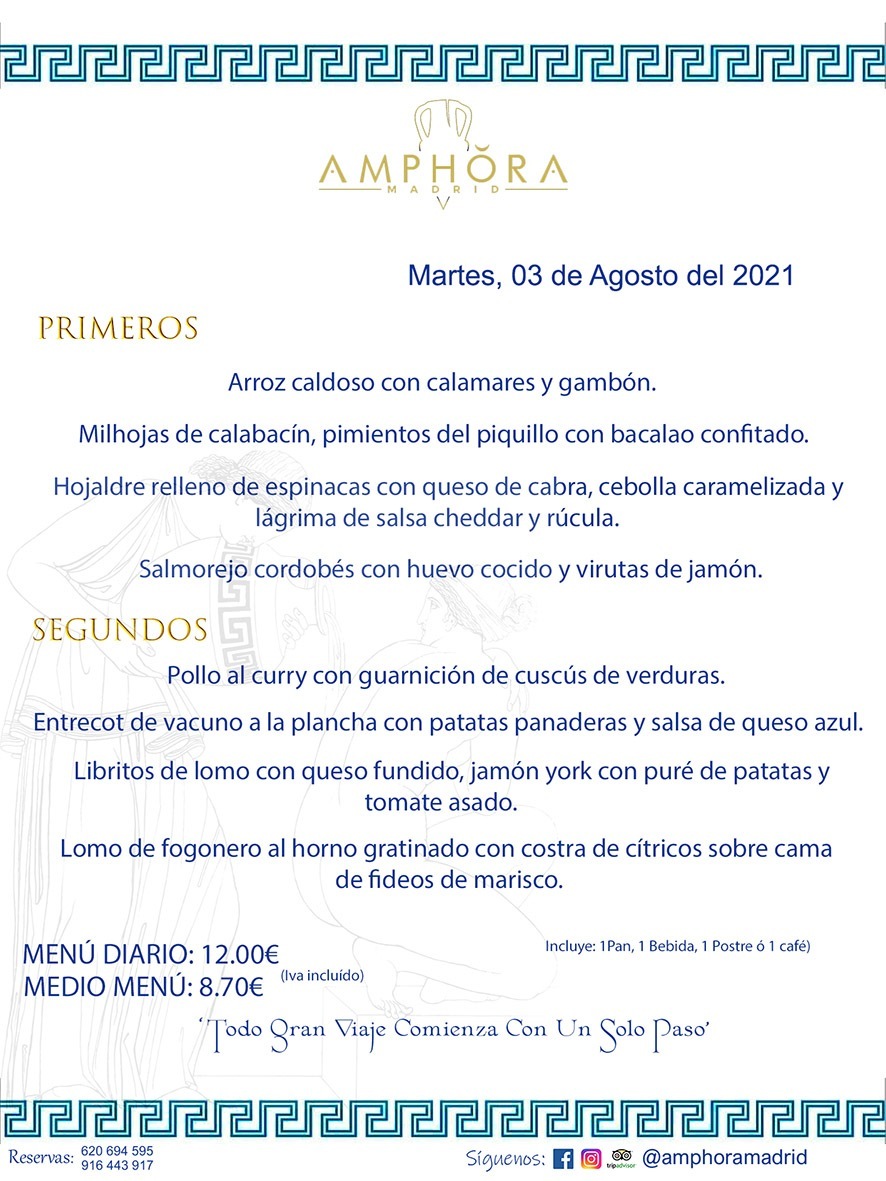 MENÚS DIARIOS MENÚS DEL DÍA MENU DEL DIA DEL MARTES 3 DE AGOSTO ALCORCÓN RESTAURANTE AMPHORA TERRAZA ALCORCÓN MADRID Av. Leganés, 54 28923 · Alcorcón · Madrid · España 91 644 39 17 620 694 595 https://youtu.be/HeULHal1yEY (Vea aquí nuestras instalaciones) https://www.amphoramadrid.com RESTAURANTE AMPHORA TERRAZA ALCORCÓN. MENUS FIN DE SEMANA ALCORCÓN, MENÚS DIARIOS ECONÓMICOS EN ALCORCÓN, MEJORES RESTAURANTES EN ALCORCÓN, TERRAZAS ALCORCON, COMER Y CENAR EN TERRAZA EN ALCORCÓN, RESTAURANTES CON TERRAZA, MEJORES TERRAZAS ALCORCÓN, COMER EN ALCORCON, RESTAURANTES GOURMET ALCORCÓN, MENUS FIN DE SEMANA ECONOMICOS ALCORCON, COMER AL AIRE LIBRE, MENUS ECONOMICOS ALCORCON, UNO DE LOS MEJORES RESTAURANTES DE ALCORCÓN Y ZONA SUR DE MADRID EN CALIDAD PRECIO. RESTAURANTE AMPHORA TERRAZA, ES UN ESPACIO GOURMET DONDE PODRÁ DEGUSTAR DEL MEJOR PRODUCTO CON UNA ELABORACIÓN CUIDADA Y CREATIVA. ADEMÁS, PODRÁ DISFRUTAR DE TODO TIPO DE BEBIDAS PREMIUM PREPARADAS POR NUESTRO BARTENDER, VERMUTS DELICIOSOS Y CERVEZAS DE CALIDAD, YA SEA EN EN EL INTERIOR DE NUESTRO RESTAURANTE O EN NUESTRA MARAVILLOSA TERRAZA. SOMOS POSIBLEMENTE UNO DE LOS MEJORES RESTAURANTES DE LA ZONA SUR EN RELACIÓN CALIDAD, PRECIO Y DECORACIÓN. #AMPHORAMADRID #TERRAZASALCORCÓN #MENUDELDIA #COMERENTERRAZA #MADRID #ALCORCÓN #TERRAZA #MENÚSDELDÍAALCORCÓN #MENÚDELDÍARESTAURANTES #COMERENALCORCÓN #MEJORESRESTAURANTESALCORCÓN #MENÚSECONÓMICOS #RESTAURANTESRECOMENDABLES #RESTAURANTESGOURMET #MENÚSECONÓMICOSALCORCÓN #COMERALAIRELIBRE #COMIDASCENASTERRAZASALCORCON #MENÚSDIARIOSALCORCÓN #MENÚDELDÍAHOY #CENARENTERRAZA #TERRAZASCONENCANTO #RESTAURANTESCONTERRAZA #CENARENALCORCÓN #MEJORESRESTAURANTES #RESTAURANTESCOPASALCORCÓN #COPASPREMIUMALCORCÓN #VERMUTALCORCÓN #GASTROBARALCORCÓN #CARNEBUEYALCORCONPARRILLABRASA #MENUECONÓMICO #GASTROBAR #MEJORTERRAZADEALCORCÓN #MENÚSVIERNESALCORCÓN #MENÚSABADOALCORCÓN #MENÚSDOMINGOALCORCÓN #MENÚSLUNESALCORCÓN #MENÚSMARTESALCORCÓN #MENÚSMIÉRCOLESALCORCÓN #MENÚSJUEVESALCORCÓN MEJOR CARNE A LA PARRILLA ALCORCÓN TOMAHAWK CARNE BUEY AUTÉNTICO ALCORCÓN RESTAURANTES PREMIUN LUJO COMIDA CREATIVA ELABORADA RESTAURANTE AMPHORA TERRAZA EN ALCORCÓN (MADRID) GASTROBAR ALCORCÓN MENÚS ECONÓMICOS DIARIOS DEL DÍA MENUS FIN DE SEMANA DE CALIDAD MEJOR MENÚ FIN DE SEMANA ALCORCÓN COMER CENAR EN TERRAZA TERRAZAS ZONA SUR COMIDAS AIRE LIBRE MEJOR CARNE PARRILLA ALCORCÓN.