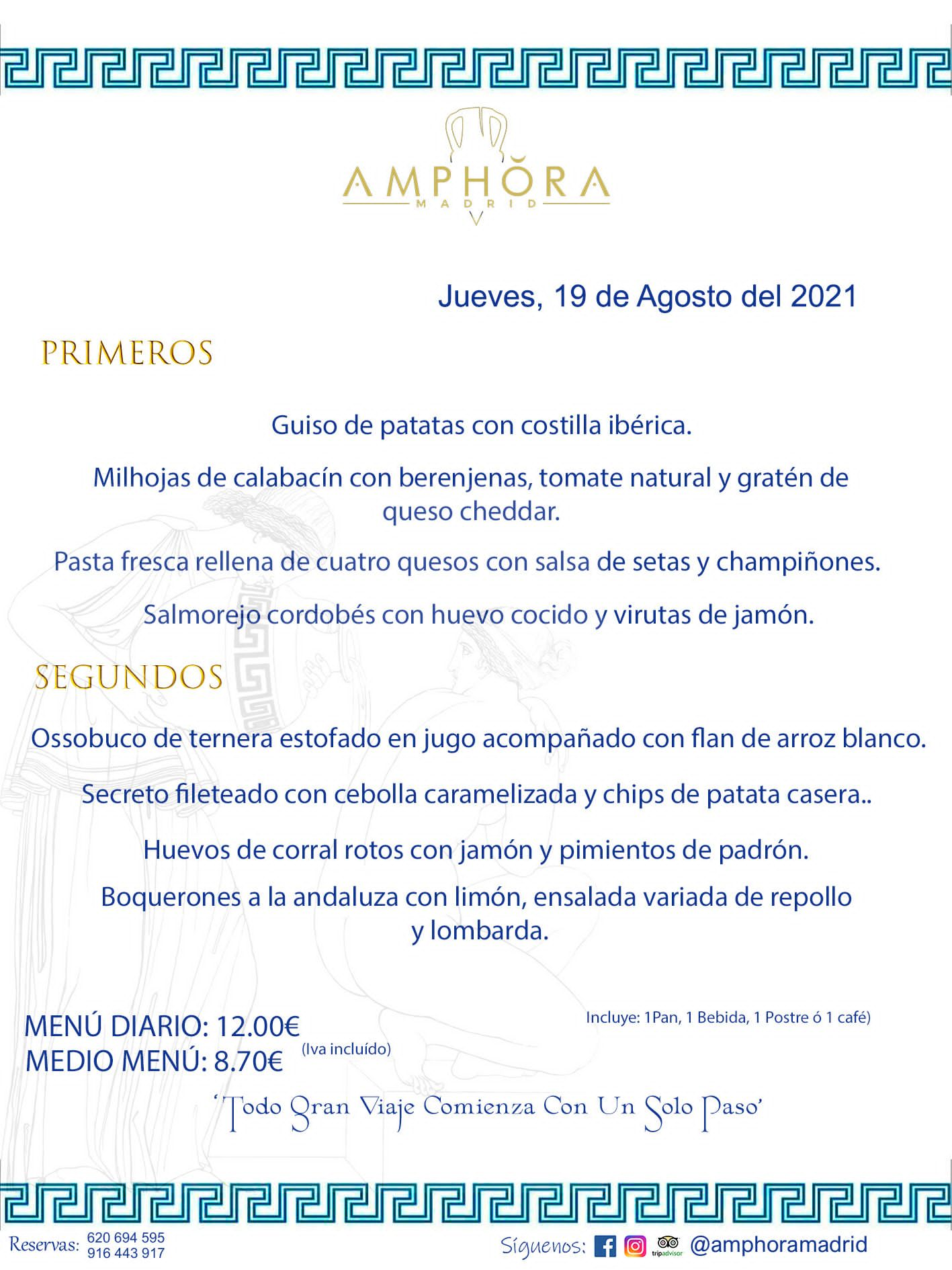 MENÚS DIARIOS MENÚS DEL DÍA MENU DEL DIA DEL JUEVES 19 DE AGOSTO ALCORCÓN RESTAURANTE AMPHORA TERRAZA ALCORCÓN MADRID Av. Leganés, 54 28923 · Alcorcón · Madrid · España 91 644 39 17 620 694 595 https://youtu.be/HeULHal1yEY (Vea aquí nuestras instalaciones) https://www.amphoramadrid.com RESTAURANTE AMPHORA TERRAZA ALCORCÓN. MENUS FIN DE SEMANA ALCORCÓN, MENÚS DIARIOS ECONÓMICOS EN ALCORCÓN, MEJORES RESTAURANTES EN ALCORCÓN, TERRAZAS ALCORCON, COMER Y CENAR EN TERRAZA EN ALCORCÓN, RESTAURANTES CON TERRAZA, MEJORES TERRAZAS ALCORCÓN, COMER EN ALCORCON, RESTAURANTES GOURMET ALCORCÓN, MENUS FIN DE SEMANA ECONOMICOS ALCORCON, COMER AL AIRE LIBRE, MENUS ECONOMICOS ALCORCON, UNO DE LOS MEJORES RESTAURANTES DE ALCORCÓN Y ZONA SUR DE MADRID EN CALIDAD PRECIO. RESTAURANTE AMPHORA TERRAZA, ES UN ESPACIO GOURMET DONDE PODRÁ DEGUSTAR DEL MEJOR PRODUCTO CON UNA ELABORACIÓN CUIDADA Y CREATIVA. ADEMÁS, PODRÁ DISFRUTAR DE TODO TIPO DE BEBIDAS PREMIUM PREPARADAS POR NUESTRO BARTENDER, VERMUTS DELICIOSOS Y CERVEZAS DE CALIDAD, YA SEA EN EN EL INTERIOR DE NUESTRO RESTAURANTE O EN NUESTRA MARAVILLOSA TERRAZA. SOMOS POSIBLEMENTE UNO DE LOS MEJORES RESTAURANTES DE LA ZONA SUR EN RELACIÓN CALIDAD, PRECIO Y DECORACIÓN. #AMPHORAMADRID #TERRAZASALCORCÓN #MENUDELDIA #COMERENTERRAZA #MADRID #ALCORCÓN #TERRAZA #MENÚSDELDÍAALCORCÓN #MENÚDELDÍARESTAURANTES #COMERENALCORCÓN #MEJORESRESTAURANTESALCORCÓN #MENÚSECONÓMICOS #RESTAURANTESRECOMENDABLES #RESTAURANTESGOURMET #MENÚSECONÓMICOSALCORCÓN #COMERALAIRELIBRE #COMIDASCENASTERRAZASALCORCON #MENÚSDIARIOSALCORCÓN #MENÚDELDÍAHOY #CENARENTERRAZA #TERRAZASCONENCANTO #RESTAURANTESCONTERRAZA #CENARENALCORCÓN #MEJORESRESTAURANTES #RESTAURANTESCOPASALCORCÓN #COPASPREMIUMALCORCÓN #VERMUTALCORCÓN #GASTROBARALCORCÓN #CARNEBUEYALCORCONPARRILLABRASA #MENUECONÓMICO #GASTROBAR #MEJORTERRAZADEALCORCÓN #MENÚSVIERNESALCORCÓN #MENÚSABADOALCORCÓN #MENÚSDOMINGOALCORCÓN #MENÚSLUNESALCORCÓN #MENÚSMARTESALCORCÓN #MENÚSMIÉRCOLESALCORCÓN #MENÚSJUEVESALCORCÓN MEJOR CARNE A LA PARRILLA ALCORCÓN TOMAHAWK CARNE BUEY AUTÉNTICO ALCORCÓN RESTAURANTES PREMIUN LUJO COMIDA CREATIVA ELABORADA RESTAURANTE AMPHORA TERRAZA EN ALCORCÓN (MADRID) GASTROBAR ALCORCÓN MENÚS ECONÓMICOS DIARIOS DEL DÍA MENUS FIN DE SEMANA DE CALIDAD MEJOR MENÚ FIN DE SEMANA ALCORCÓN COMER CENAR EN TERRAZA TERRAZAS ZONA SUR COMIDAS AIRE LIBRE MEJOR CARNE PARRILLA ALCORCÓN.