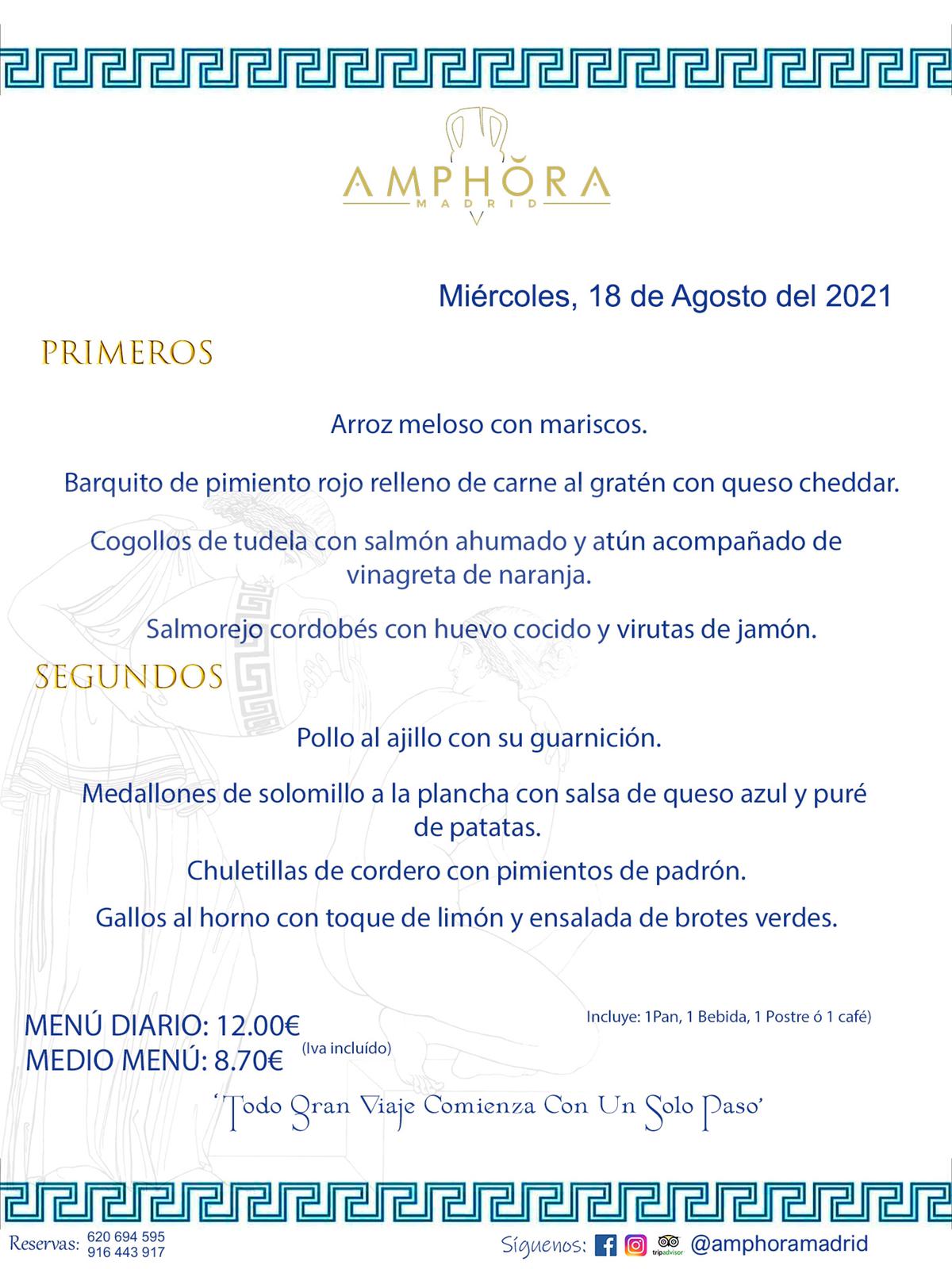 MENÚS DIARIOS MENÚS DEL DÍA MENU DEL DIA DEL MIÉRCOLES 18 DE AGOSTO ALCORCÓN RESTAURANTE AMPHORA TERRAZA ALCORCÓN MADRID Av. Leganés, 54 28923 · Alcorcón · Madrid · España 91 644 39 17 620 694 595 https://youtu.be/HeULHal1yEY (Vea aquí nuestras instalaciones) https://www.amphoramadrid.com RESTAURANTE AMPHORA TERRAZA ALCORCÓN. MENUS FIN DE SEMANA ALCORCÓN, MENÚS DIARIOS ECONÓMICOS EN ALCORCÓN, MEJORES RESTAURANTES EN ALCORCÓN, TERRAZAS ALCORCON, COMER Y CENAR EN TERRAZA EN ALCORCÓN, RESTAURANTES CON TERRAZA, MEJORES TERRAZAS ALCORCÓN, COMER EN ALCORCON, RESTAURANTES GOURMET ALCORCÓN, MENUS FIN DE SEMANA ECONOMICOS ALCORCON, COMER AL AIRE LIBRE, MENUS ECONOMICOS ALCORCON, UNO DE LOS MEJORES RESTAURANTES DE ALCORCÓN Y ZONA SUR DE MADRID EN CALIDAD PRECIO. RESTAURANTE AMPHORA TERRAZA, ES UN ESPACIO GOURMET DONDE PODRÁ DEGUSTAR DEL MEJOR PRODUCTO CON UNA ELABORACIÓN CUIDADA Y CREATIVA. ADEMÁS, PODRÁ DISFRUTAR DE TODO TIPO DE BEBIDAS PREMIUM PREPARADAS POR NUESTRO BARTENDER, VERMUTS DELICIOSOS Y CERVEZAS DE CALIDAD, YA SEA EN EN EL INTERIOR DE NUESTRO RESTAURANTE O EN NUESTRA MARAVILLOSA TERRAZA. SOMOS POSIBLEMENTE UNO DE LOS MEJORES RESTAURANTES DE LA ZONA SUR EN RELACIÓN CALIDAD, PRECIO Y DECORACIÓN. #AMPHORAMADRID #TERRAZASALCORCÓN #MENUDELDIA #COMERENTERRAZA #MADRID #ALCORCÓN #TERRAZA #MENÚSDELDÍAALCORCÓN #MENÚDELDÍARESTAURANTES #COMERENALCORCÓN #MEJORESRESTAURANTESALCORCÓN #MENÚSECONÓMICOS #RESTAURANTESRECOMENDABLES #RESTAURANTESGOURMET #MENÚSECONÓMICOSALCORCÓN #COMERALAIRELIBRE #COMIDASCENASTERRAZASALCORCON #MENÚSDIARIOSALCORCÓN #MENÚDELDÍAHOY #CENARENTERRAZA #TERRAZASCONENCANTO #RESTAURANTESCONTERRAZA #CENARENALCORCÓN #MEJORESRESTAURANTES #RESTAURANTESCOPASALCORCÓN #COPASPREMIUMALCORCÓN #VERMUTALCORCÓN #GASTROBARALCORCÓN #CARNEBUEYALCORCONPARRILLABRASA #MENUECONÓMICO #GASTROBAR #MEJORTERRAZADEALCORCÓN #MENÚSVIERNESALCORCÓN #MENÚSABADOALCORCÓN #MENÚSDOMINGOALCORCÓN #MENÚSLUNESALCORCÓN #MENÚSMARTESALCORCÓN #MENÚSMIÉRCOLESALCORCÓN #MENÚSJUEVESALCORCÓN MEJOR CARNE A LA PARRILLA ALCORCÓN TOMAHAWK CARNE BUEY AUTÉNTICO ALCORCÓN RESTAURANTES PREMIUN LUJO COMIDA CREATIVA ELABORADA RESTAURANTE AMPHORA TERRAZA EN ALCORCÓN (MADRID) GASTROBAR ALCORCÓN MENÚS ECONÓMICOS DIARIOS DEL DÍA MENUS FIN DE SEMANA DE CALIDAD MEJOR MENÚ FIN DE SEMANA ALCORCÓN COMER CENAR EN TERRAZA TERRAZAS ZONA SUR COMIDAS AIRE LIBRE MEJOR CARNE PARRILLA ALCORCÓN.