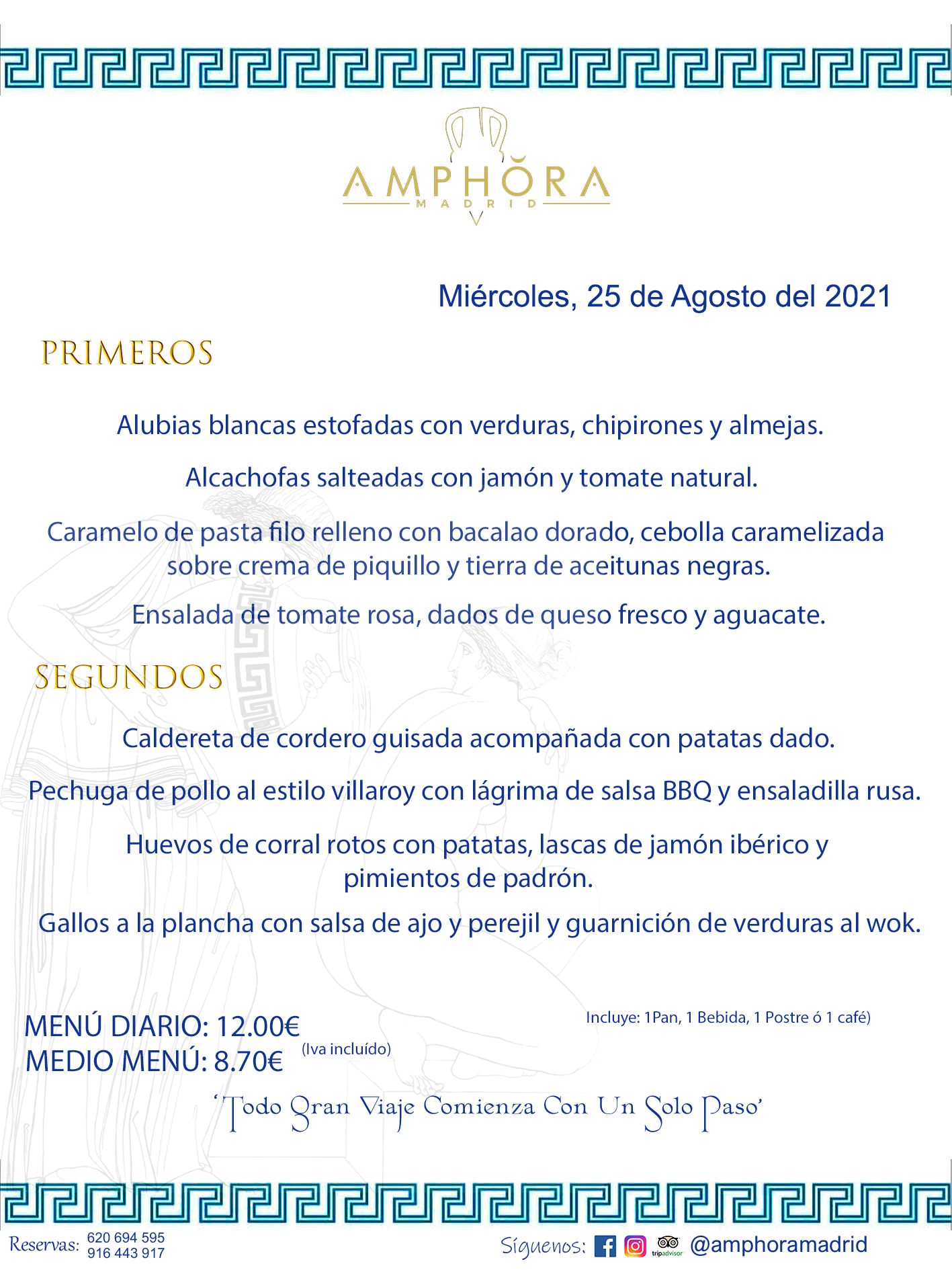 MENÚS DIARIOS MENÚS DEL DÍA MENU DEL DIA DEL MIÉRCOLES 25 DE AGOSTO ALCORCÓN RESTAURANTE AMPHORA TERRAZA ALCORCÓN MADRID Av. Leganés, 54 28923 · Alcorcón · Madrid · España 91 644 39 17 620 694 595 https://youtu.be/HeULHal1yEY (Vea aquí nuestras instalaciones) https://www.amphoramadrid.com RESTAURANTE AMPHORA TERRAZA ALCORCÓN. MENUS FIN DE SEMANA ALCORCÓN, MENÚS DIARIOS ECONÓMICOS EN ALCORCÓN, MEJORES RESTAURANTES EN ALCORCÓN, TERRAZAS ALCORCON, COMER Y CENAR EN TERRAZA EN ALCORCÓN, RESTAURANTES CON TERRAZA, MEJORES TERRAZAS ALCORCÓN, COMER EN ALCORCON, RESTAURANTES GOURMET ALCORCÓN, MENUS FIN DE SEMANA ECONOMICOS ALCORCON, COMER AL AIRE LIBRE, MENUS ECONOMICOS ALCORCON, UNO DE LOS MEJORES RESTAURANTES DE ALCORCÓN Y ZONA SUR DE MADRID EN CALIDAD PRECIO. RESTAURANTE AMPHORA TERRAZA, ES UN ESPACIO GOURMET DONDE PODRÁ DEGUSTAR DEL MEJOR PRODUCTO CON UNA ELABORACIÓN CUIDADA Y CREATIVA. ADEMÁS, PODRÁ DISFRUTAR DE TODO TIPO DE BEBIDAS PREMIUM PREPARADAS POR NUESTRO BARTENDER, VERMUTS DELICIOSOS Y CERVEZAS DE CALIDAD, YA SEA EN EN EL INTERIOR DE NUESTRO RESTAURANTE O EN NUESTRA MARAVILLOSA TERRAZA. SOMOS POSIBLEMENTE UNO DE LOS MEJORES RESTAURANTES DE LA ZONA SUR EN RELACIÓN CALIDAD, PRECIO Y DECORACIÓN. #AMPHORAMADRID #TERRAZASALCORCÓN #MENUDELDIA #COMERENTERRAZA #MADRID #ALCORCÓN #TERRAZA #MENÚSDELDÍAALCORCÓN #MENÚDELDÍARESTAURANTES #COMERENALCORCÓN #MEJORESRESTAURANTESALCORCÓN #MENÚSECONÓMICOS #RESTAURANTESRECOMENDABLES #RESTAURANTESGOURMET #MENÚSECONÓMICOSALCORCÓN #COMERALAIRELIBRE #COMIDASCENASTERRAZASALCORCON #MENÚSDIARIOSALCORCÓN #MENÚDELDÍAHOY #CENARENTERRAZA #TERRAZASCONENCANTO #RESTAURANTESCONTERRAZA #CENARENALCORCÓN #MEJORESRESTAURANTES #RESTAURANTESCOPASALCORCÓN #COPASPREMIUMALCORCÓN #VERMUTALCORCÓN #GASTROBARALCORCÓN #CARNEBUEYALCORCONPARRILLABRASA #MENUECONÓMICO #GASTROBAR #MEJORTERRAZADEALCORCÓN #MENÚSVIERNESALCORCÓN #MENÚSABADOALCORCÓN #MENÚSDOMINGOALCORCÓN #MENÚSLUNESALCORCÓN #MENÚSMARTESALCORCÓN #MENÚSMIÉRCOLESALCORCÓN #MENÚSJUEVESALCORCÓN MEJOR CARNE A LA PARRILLA ALCORCÓN TOMAHAWK CARNE BUEY AUTÉNTICO ALCORCÓN RESTAURANTES PREMIUN LUJO COMIDA CREATIVA ELABORADA RESTAURANTE AMPHORA TERRAZA EN ALCORCÓN (MADRID) GASTROBAR ALCORCÓN MENÚS ECONÓMICOS DIARIOS DEL DÍA MENUS FIN DE SEMANA DE CALIDAD MEJOR MENÚ FIN DE SEMANA ALCORCÓN COMER CENAR EN TERRAZA TERRAZAS ZONA SUR COMIDAS AIRE LIBRE MEJOR CARNE PARRILLA ALCORCÓN.