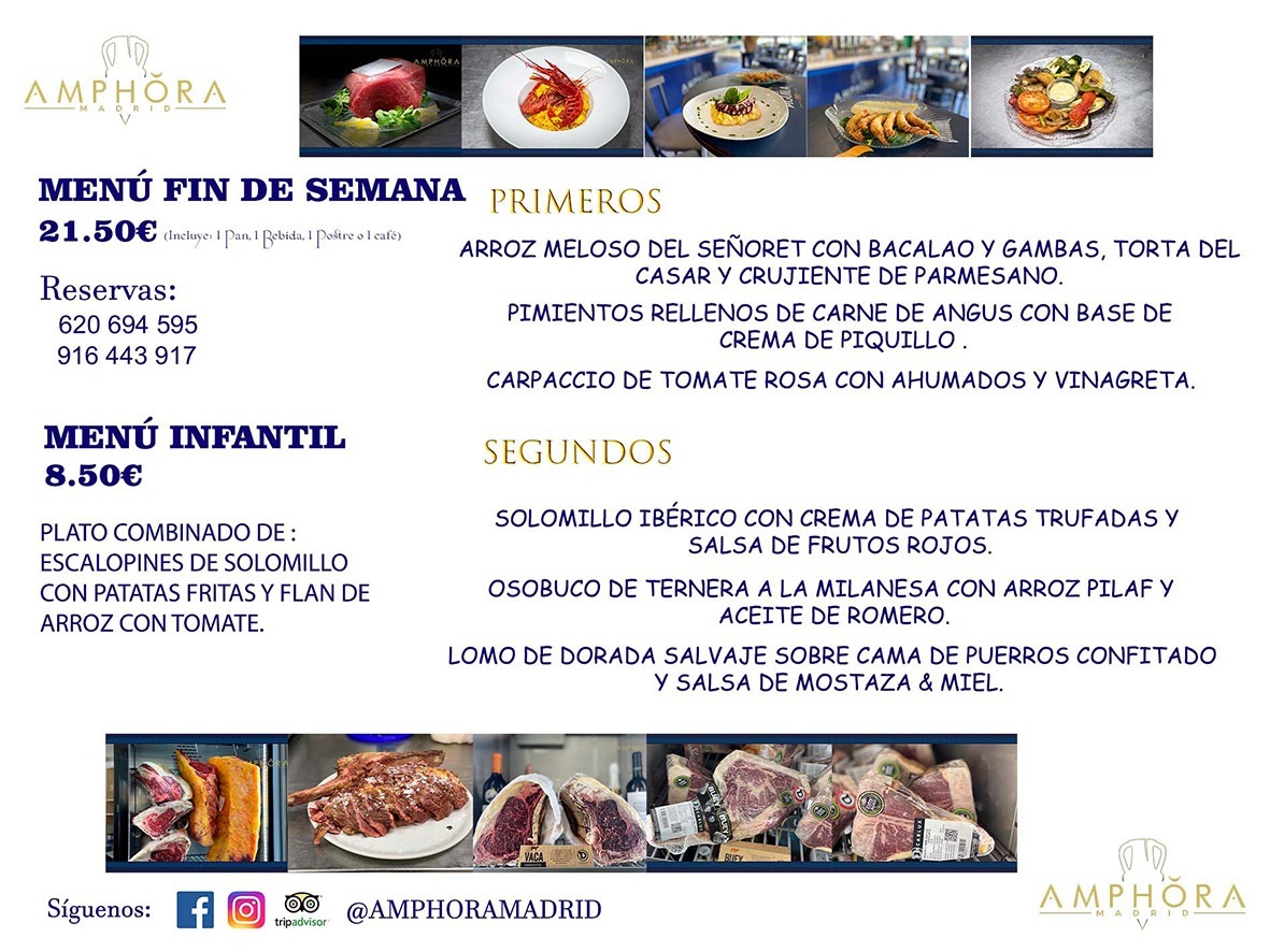 MENÚS FIN DE SEMANA ECONOMICOS DIARIOS MENÚ DEL DÍA SÁBADO 11 Y DOMINGO 12 DE SEPTIEMBRE ALCORCÓN RESTAURANTE AMPHORA TERRAZA ALCORCÓN MADRID Av. Leganés, 54 28923 · Alcorcón · Madrid · España 91 644 39 17 620 694 595 https://youtu.be/HeULHal1yEY (Vea aquí nuestras instalaciones) https://www.amphoramadrid.com RESTAURANTE AMPHORA TERRAZA ALCORCÓN. MENUS FIN DE SEMANA ALCORCÓN, MENÚS DIARIOS ECONÓMICOS EN ALCORCÓN, MEJORES RESTAURANTES EN ALCORCÓN, TERRAZAS ALCORCON, COMER Y CENAR EN TERRAZA EN ALCORCÓN, RESTAURANTES CON TERRAZA, MEJORES TERRAZAS ALCORCÓN, COMER EN ALCORCON, RESTAURANTES GOURMET ALCORCÓN, MENUS FIN DE SEMANA ECONOMICOS ALCORCON, COMER AL AIRE LIBRE, MENUS ECONOMICOS ALCORCON, UNO DE LOS MEJORES RESTAURANTES DE ALCORCÓN Y ZONA SUR DE MADRID EN CALIDAD PRECIO. RESTAURANTE AMPHORA TERRAZA, ES UN ESPACIO GOURMET DONDE PODRÁ DEGUSTAR DEL MEJOR PRODUCTO CON UNA ELABORACIÓN CUIDADA Y CREATIVA. ADEMÁS, PODRÁ DISFRUTAR DE TODO TIPO DE BEBIDAS PREMIUM PREPARADAS POR NUESTRO BARTENDER, VERMUTS DELICIOSOS Y CERVEZAS DE CALIDAD, YA SEA EN EN EL INTERIOR DE NUESTRO RESTAURANTE O EN NUESTRA MARAVILLOSA TERRAZA. SOMOS POSIBLEMENTE UNO DE LOS MEJORES RESTAURANTES DE LA ZONA SUR EN RELACIÓN CALIDAD, PRECIO Y DECORACIÓN. #AMPHORAMADRID #TERRAZASALCORCÓN #MENUDELDIA #COMERENTERRAZA #MADRID #ALCORCÓN #TERRAZA #MENÚSDELDÍAALCORCÓN #MENÚDELDÍARESTAURANTES #COMERENALCORCÓN #MEJORESRESTAURANTESALCORCÓN #MENÚSECONÓMICOS #RESTAURANTESRECOMENDABLES #RESTAURANTESGOURMET #MENÚSECONÓMICOSALCORCÓN #COMERALAIRELIBRE #COMIDASCENASTERRAZASALCORCON #MENÚSDIARIOSALCORCÓN #MENÚDELDÍAHOY #CENARENTERRAZA #TERRAZASCONENCANTO #RESTAURANTESCONTERRAZA #CENARENALCORCÓN #MEJORESRESTAURANTES #RESTAURANTESCOPASALCORCÓN #COPASPREMIUMALCORCÓN #VERMUTALCORCÓN #GASTROBARALCORCÓN #CARNEBUEYALCORCONPARRILLABRASA #MENUECONÓMICO #GASTROBAR #MEJORTERRAZADEALCORCÓN #MENÚSVIERNESALCORCÓN #MENÚSABADOALCORCÓN #MENÚSDOMINGOALCORCÓN #MENÚSLUNESALCORCÓN #MENÚSMARTESALCORCÓN #MENÚSMIÉRCOLESALCORCÓN #MENÚSJUEVESALCORCÓN MEJOR CARNE A LA PARRILLA ALCORCÓN TOMAHAWK CARNE BUEY AUTÉNTICO ALCORCÓN RESTAURANTES PREMIUN LUJO COMIDA CREATIVA ELABORADA RESTAURANTE AMPHORA TERRAZA EN ALCORCÓN (MADRID) GASTROBAR ALCORCÓN MENÚS ECONÓMICOS DIARIOS DEL DÍA MENUS FIN DE SEMANA DE CALIDAD MEJOR MENÚ FIN DE SEMANA ALCORCÓN COMER CENAR EN TERRAZA TERRAZAS ZONA SUR COMIDAS AIRE LIBRE MEJOR CARNE PARRILLA ALCORCÓN.