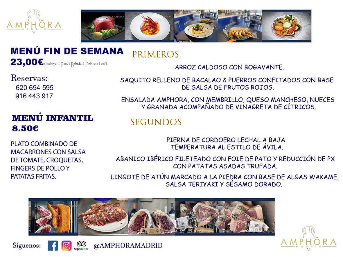 MENÚS FIN DE SEMANA ECONOMICOS DIARIOS MENÚ DEL DÍA SÁBADO 18 Y DOMINGO 19 DE SEPTIEMBRE ALCORCÓN RESTAURANTE AMPHORA TERRAZA ALCORCÓN MADRID Av. Leganés, 54 28923 · Alcorcón · Madrid · España 91 644 39 17 620 694 595 https://youtu.be/HeULHal1yEY (Vea aquí nuestras instalaciones) https://www.amphoramadrid.com RESTAURANTE AMPHORA TERRAZA ALCORCÓN. MENUS FIN DE SEMANA ALCORCÓN, MENÚS DIARIOS ECONÓMICOS EN ALCORCÓN, MEJORES RESTAURANTES EN ALCORCÓN, TERRAZAS ALCORCON, COMER Y CENAR EN TERRAZA EN ALCORCÓN, RESTAURANTES CON TERRAZA, MEJORES TERRAZAS ALCORCÓN, COMER EN ALCORCON, RESTAURANTES GOURMET ALCORCÓN, MENUS FIN DE SEMANA ECONOMICOS ALCORCON, COMER AL AIRE LIBRE, MENUS ECONOMICOS ALCORCON, UNO DE LOS MEJORES RESTAURANTES DE ALCORCÓN Y ZONA SUR DE MADRID EN CALIDAD PRECIO. RESTAURANTE AMPHORA TERRAZA, ES UN ESPACIO GOURMET DONDE PODRÁ DEGUSTAR DEL MEJOR PRODUCTO CON UNA ELABORACIÓN CUIDADA Y CREATIVA. ADEMÁS, PODRÁ DISFRUTAR DE TODO TIPO DE BEBIDAS PREMIUM PREPARADAS POR NUESTRO BARTENDER, VERMUTS DELICIOSOS Y CERVEZAS DE CALIDAD, YA SEA EN EN EL INTERIOR DE NUESTRO RESTAURANTE O EN NUESTRA MARAVILLOSA TERRAZA. SOMOS POSIBLEMENTE UNO DE LOS MEJORES RESTAURANTES DE LA ZONA SUR EN RELACIÓN CALIDAD, PRECIO Y DECORACIÓN. #AMPHORAMADRID #TERRAZASALCORCÓN #MENUDELDIA #COMERENTERRAZA #MADRID #ALCORCÓN #TERRAZA #MENÚSDELDÍAALCORCÓN #MENÚDELDÍARESTAURANTES #COMERENALCORCÓN #MEJORESRESTAURANTESALCORCÓN #MENÚSECONÓMICOS #RESTAURANTESRECOMENDABLES #RESTAURANTESGOURMET #MENÚSECONÓMICOSALCORCÓN #COMERALAIRELIBRE #COMIDASCENASTERRAZASALCORCON #MENÚSDIARIOSALCORCÓN #MENÚDELDÍAHOY #CENARENTERRAZA #TERRAZASCONENCANTO #RESTAURANTESCONTERRAZA #CENARENALCORCÓN #MEJORESRESTAURANTES #RESTAURANTESCOPASALCORCÓN #COPASPREMIUMALCORCÓN #VERMUTALCORCÓN #GASTROBARALCORCÓN #CARNEBUEYALCORCONPARRILLABRASA #MENUECONÓMICO #GASTROBAR #MEJORTERRAZADEALCORCÓN #MENÚSVIERNESALCORCÓN #MENÚSABADOALCORCÓN #MENÚSDOMINGOALCORCÓN #MENÚSLUNESALCORCÓN #MENÚSMARTESALCORCÓN #MENÚSMIÉRCOLESALCORCÓN #MENÚSJUEVESALCORCÓN MEJOR CARNE A LA PARRILLA ALCORCÓN TOMAHAWK CARNE BUEY AUTÉNTICO ALCORCÓN RESTAURANTES PREMIUN LUJO COMIDA CREATIVA ELABORADA RESTAURANTE AMPHORA TERRAZA EN ALCORCÓN (MADRID) GASTROBAR ALCORCÓN MENÚS ECONÓMICOS DIARIOS DEL DÍA MENUS FIN DE SEMANA DE CALIDAD MEJOR MENÚ FIN DE SEMANA ALCORCÓN COMER CENAR EN TERRAZA TERRAZAS ZONA SUR COMIDAS AIRE LIBRE MEJOR CARNE PARRILLA ALCORCÓN.