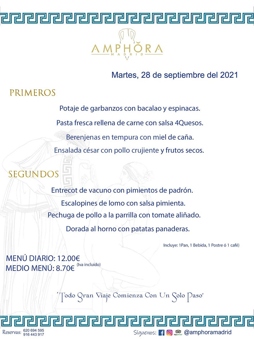 MENÚS DIARIOS MENÚS DEL DÍA MENU DEL DIA DEL MARTES 28 DE SEPTIEMBRE ALCORCÓN RESTAURANTE AMPHORA TERRAZA ALCORCÓN MADRID Av. Leganés, 54 28923 · Alcorcón · Madrid · España 91 644 39 17 620 694 595 https://youtu.be/HeULHal1yEY (Vea aquí nuestras instalaciones) https://www.amphoramadrid.com RESTAURANTE AMPHORA TERRAZA ALCORCÓN. MENUS FIN DE SEMANA ALCORCÓN, MENÚS DIARIOS ECONÓMICOS EN ALCORCÓN, MEJORES RESTAURANTES EN ALCORCÓN, TERRAZAS ALCORCON, COMER Y CENAR EN TERRAZA EN ALCORCÓN, RESTAURANTES CON TERRAZA, MEJORES TERRAZAS ALCORCÓN, COMER EN ALCORCON, RESTAURANTES GOURMET ALCORCÓN, MENUS FIN DE SEMANA ECONOMICOS ALCORCON, COMER AL AIRE LIBRE, MENUS ECONOMICOS ALCORCON, UNO DE LOS MEJORES RESTAURANTES DE ALCORCÓN Y ZONA SUR DE MADRID EN CALIDAD PRECIO. RESTAURANTE AMPHORA TERRAZA, ES UN ESPACIO GOURMET DONDE PODRÁ DEGUSTAR DEL MEJOR PRODUCTO CON UNA ELABORACIÓN CUIDADA Y CREATIVA. ADEMÁS, PODRÁ DISFRUTAR DE TODO TIPO DE BEBIDAS PREMIUM PREPARADAS POR NUESTRO BARTENDER, VERMUTS DELICIOSOS Y CERVEZAS DE CALIDAD, YA SEA EN EN EL INTERIOR DE NUESTRO RESTAURANTE O EN NUESTRA MARAVILLOSA TERRAZA. SOMOS POSIBLEMENTE UNO DE LOS MEJORES RESTAURANTES DE LA ZONA SUR EN RELACIÓN CALIDAD, PRECIO Y DECORACIÓN. #AMPHORAMADRID #TERRAZASALCORCÓN #MENUDELDIA #COMERENTERRAZA #MADRID #ALCORCÓN #TERRAZA #MENÚSDELDÍAALCORCÓN #MENÚDELDÍARESTAURANTES #COMERENALCORCÓN #MEJORESRESTAURANTESALCORCÓN #MENÚSECONÓMICOS #RESTAURANTESRECOMENDABLES #RESTAURANTESGOURMET #MENÚSECONÓMICOSALCORCÓN #COMERALAIRELIBRE #COMIDASCENASTERRAZASALCORCON #MENÚSDIARIOSALCORCÓN #MENÚDELDÍAHOY #CENARENTERRAZA #TERRAZASCONENCANTO #RESTAURANTESCONTERRAZA #CENARENALCORCÓN #MEJORESRESTAURANTES #RESTAURANTESCOPASALCORCÓN #COPASPREMIUMALCORCÓN #VERMUTALCORCÓN #GASTROBARALCORCÓN #CARNEBUEYALCORCONPARRILLABRASA #MENUECONÓMICO #GASTROBAR #MEJORTERRAZADEALCORCÓN #MENÚSVIERNESALCORCÓN #MENÚSABADOALCORCÓN #MENÚSDOMINGOALCORCÓN #MENÚSLUNESALCORCÓN #MENÚSMARTESALCORCÓN #MENÚSMIÉRCOLESALCORCÓN #MENÚSJUEVESALCORCÓN MEJOR CARNE A LA PARRILLA ALCORCÓN TOMAHAWK CARNE BUEY AUTÉNTICO ALCORCÓN RESTAURANTES PREMIUN LUJO COMIDA CREATIVA ELABORADA RESTAURANTE AMPHORA TERRAZA EN ALCORCÓN (MADRID) GASTROBAR ALCORCÓN MENÚS ECONÓMICOS DIARIOS DEL DÍA MENUS FIN DE SEMANA DE CALIDAD MEJOR MENÚ FIN DE SEMANA ALCORCÓN COMER CENAR EN TERRAZA TERRAZAS ZONA SUR COMIDAS AIRE LIBRE MEJOR CARNE PARRILLA ALCORCÓN.