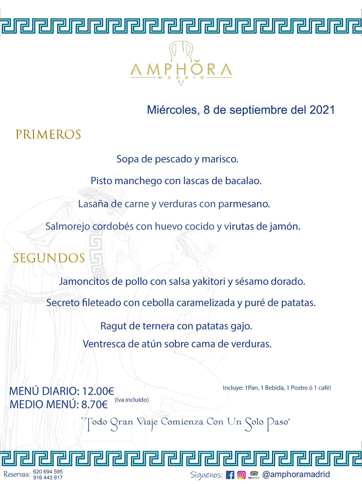 MENÚS DIARIOS MENÚS DEL DÍA MENU DEL DIA DEL MIÉRCOLES 8 DE SEPTIEMBRE ALCORCÓN RESTAURANTE AMPHORA TERRAZA ALCORCÓN MADRID Av. Leganés, 54 28923 · Alcorcón · Madrid · España 91 644 39 17 620 694 595 https://youtu.be/HeULHal1yEY (Vea aquí nuestras instalaciones) https://www.amphoramadrid.com RESTAURANTE AMPHORA TERRAZA ALCORCÓN. MENUS FIN DE SEMANA ALCORCÓN, MENÚS DIARIOS ECONÓMICOS EN ALCORCÓN, MEJORES RESTAURANTES EN ALCORCÓN, TERRAZAS ALCORCON, COMER Y CENAR EN TERRAZA EN ALCORCÓN, RESTAURANTES CON TERRAZA, MEJORES TERRAZAS ALCORCÓN, COMER EN ALCORCON, RESTAURANTES GOURMET ALCORCÓN, MENUS FIN DE SEMANA ECONOMICOS ALCORCON, COMER AL AIRE LIBRE, MENUS ECONOMICOS ALCORCON, UNO DE LOS MEJORES RESTAURANTES DE ALCORCÓN Y ZONA SUR DE MADRID EN CALIDAD PRECIO. RESTAURANTE AMPHORA TERRAZA, ES UN ESPACIO GOURMET DONDE PODRÁ DEGUSTAR DEL MEJOR PRODUCTO CON UNA ELABORACIÓN CUIDADA Y CREATIVA. ADEMÁS, PODRÁ DISFRUTAR DE TODO TIPO DE BEBIDAS PREMIUM PREPARADAS POR NUESTRO BARTENDER, VERMUTS DELICIOSOS Y CERVEZAS DE CALIDAD, YA SEA EN EN EL INTERIOR DE NUESTRO RESTAURANTE O EN NUESTRA MARAVILLOSA TERRAZA. SOMOS POSIBLEMENTE UNO DE LOS MEJORES RESTAURANTES DE LA ZONA SUR EN RELACIÓN CALIDAD, PRECIO Y DECORACIÓN. #AMPHORAMADRID #TERRAZASALCORCÓN #MENUDELDIA #COMERENTERRAZA #MADRID #ALCORCÓN #TERRAZA #MENÚSDELDÍAALCORCÓN #MENÚDELDÍARESTAURANTES #COMERENALCORCÓN #MEJORESRESTAURANTESALCORCÓN #MENÚSECONÓMICOS #RESTAURANTESRECOMENDABLES #RESTAURANTESGOURMET #MENÚSECONÓMICOSALCORCÓN #COMERALAIRELIBRE #COMIDASCENASTERRAZASALCORCON #MENÚSDIARIOSALCORCÓN #MENÚDELDÍAHOY #CENARENTERRAZA #TERRAZASCONENCANTO #RESTAURANTESCONTERRAZA #CENARENALCORCÓN #MEJORESRESTAURANTES #RESTAURANTESCOPASALCORCÓN #COPASPREMIUMALCORCÓN #VERMUTALCORCÓN #GASTROBARALCORCÓN #CARNEBUEYALCORCONPARRILLABRASA #MENUECONÓMICO #GASTROBAR #MEJORTERRAZADEALCORCÓN #MENÚSVIERNESALCORCÓN #MENÚSABADOALCORCÓN #MENÚSDOMINGOALCORCÓN #MENÚSLUNESALCORCÓN #MENÚSMARTESALCORCÓN #MENÚSMIÉRCOLESALCORCÓN #MENÚSJUEVESALCORCÓN MEJOR CARNE A LA PARRILLA ALCORCÓN TOMAHAWK CARNE BUEY AUTÉNTICO ALCORCÓN RESTAURANTES PREMIUN LUJO COMIDA CREATIVA ELABORADA RESTAURANTE AMPHORA TERRAZA EN ALCORCÓN (MADRID) GASTROBAR ALCORCÓN MENÚS ECONÓMICOS DIARIOS DEL DÍA MENUS FIN DE SEMANA DE CALIDAD MEJOR MENÚ FIN DE SEMANA ALCORCÓN COMER CENAR EN TERRAZA TERRAZAS ZONA SUR COMIDAS AIRE LIBRE MEJOR CARNE PARRILLA ALCORCÓN.