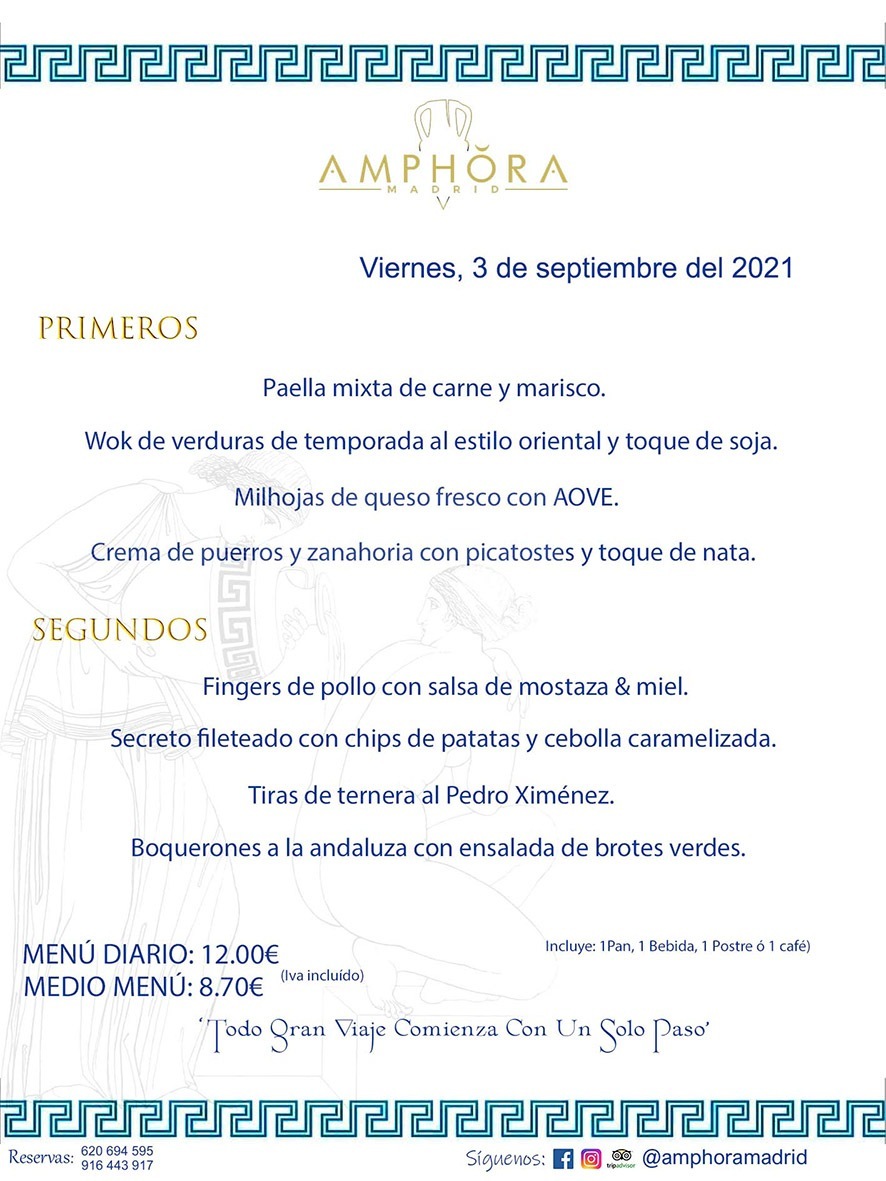 MENÚS DIARIOS MENÚS DEL DÍA MENU DEL DIA DEL VIERNES 2 DE SEPTIEMBRE ALCORCÓN RESTAURANTE AMPHORA TERRAZA ALCORCÓN MADRID Av. Leganés, 54 28923 · Alcorcón · Madrid · España 91 644 39 17 620 694 595 https://youtu.be/HeULHal1yEY (Vea aquí nuestras instalaciones) https://www.amphoramadrid.com RESTAURANTE AMPHORA TERRAZA ALCORCÓN. MENUS FIN DE SEMANA ALCORCÓN, MENÚS DIARIOS ECONÓMICOS EN ALCORCÓN, MEJORES RESTAURANTES EN ALCORCÓN, TERRAZAS ALCORCON, COMER Y CENAR EN TERRAZA EN ALCORCÓN, RESTAURANTES CON TERRAZA, MEJORES TERRAZAS ALCORCÓN, COMER EN ALCORCON, RESTAURANTES GOURMET ALCORCÓN, MENUS FIN DE SEMANA ECONOMICOS ALCORCON, COMER AL AIRE LIBRE, MENUS ECONOMICOS ALCORCON, UNO DE LOS MEJORES RESTAURANTES DE ALCORCÓN Y ZONA SUR DE MADRID EN CALIDAD PRECIO. RESTAURANTE AMPHORA TERRAZA, ES UN ESPACIO GOURMET DONDE PODRÁ DEGUSTAR DEL MEJOR PRODUCTO CON UNA ELABORACIÓN CUIDADA Y CREATIVA. ADEMÁS, PODRÁ DISFRUTAR DE TODO TIPO DE BEBIDAS PREMIUM PREPARADAS POR NUESTRO BARTENDER, VERMUTS DELICIOSOS Y CERVEZAS DE CALIDAD, YA SEA EN EN EL INTERIOR DE NUESTRO RESTAURANTE O EN NUESTRA MARAVILLOSA TERRAZA. SOMOS POSIBLEMENTE UNO DE LOS MEJORES RESTAURANTES DE LA ZONA SUR EN RELACIÓN CALIDAD, PRECIO Y DECORACIÓN. #AMPHORAMADRID #TERRAZASALCORCÓN #MENUDELDIA #COMERENTERRAZA #MADRID #ALCORCÓN #TERRAZA #MENÚSDELDÍAALCORCÓN #MENÚDELDÍARESTAURANTES #COMERENALCORCÓN #MEJORESRESTAURANTESALCORCÓN #MENÚSECONÓMICOS #RESTAURANTESRECOMENDABLES #RESTAURANTESGOURMET #MENÚSECONÓMICOSALCORCÓN #COMERALAIRELIBRE #COMIDASCENASTERRAZASALCORCON #MENÚSDIARIOSALCORCÓN #MENÚDELDÍAHOY #CENARENTERRAZA #TERRAZASCONENCANTO #RESTAURANTESCONTERRAZA #CENARENALCORCÓN #MEJORESRESTAURANTES #RESTAURANTESCOPASALCORCÓN #COPASPREMIUMALCORCÓN #VERMUTALCORCÓN #GASTROBARALCORCÓN #CARNEBUEYALCORCONPARRILLABRASA #MENUECONÓMICO #GASTROBAR #MEJORTERRAZADEALCORCÓN #MENÚSVIERNESALCORCÓN #MENÚSABADOALCORCÓN #MENÚSDOMINGOALCORCÓN #MENÚSLUNESALCORCÓN #MENÚSMARTESALCORCÓN #MENÚSMIÉRCOLESALCORCÓN #MENÚSJUEVESALCORCÓN MEJOR CARNE A LA PARRILLA ALCORCÓN TOMAHAWK CARNE BUEY AUTÉNTICO ALCORCÓN RESTAURANTES PREMIUN LUJO COMIDA CREATIVA ELABORADA RESTAURANTE AMPHORA TERRAZA EN ALCORCÓN (MADRID) GASTROBAR ALCORCÓN MENÚS ECONÓMICOS DIARIOS DEL DÍA MENUS FIN DE SEMANA DE CALIDAD MEJOR MENÚ FIN DE SEMANA ALCORCÓN COMER CENAR EN TERRAZA TERRAZAS ZONA SUR COMIDAS AIRE LIBRE MEJOR CARNE PARRILLA ALCORCÓN.