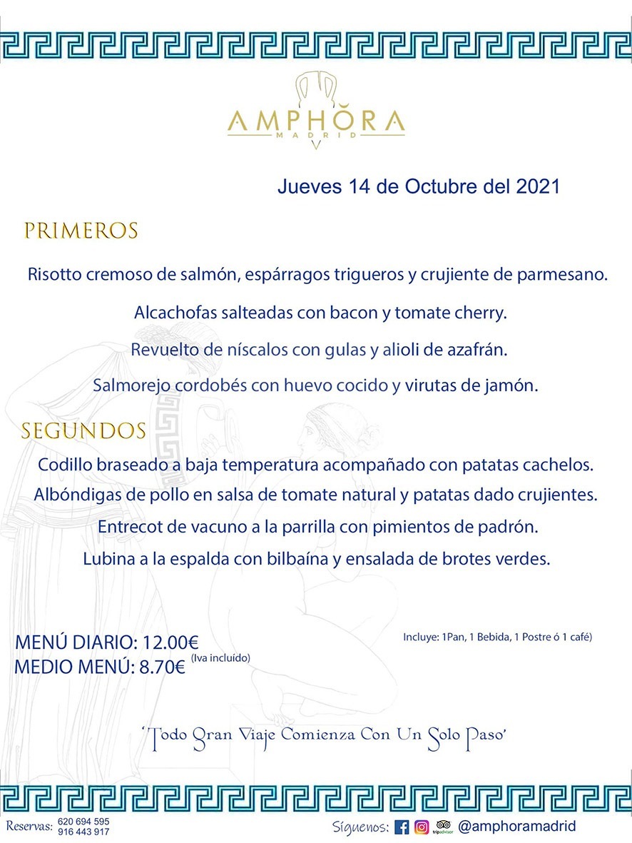 MENÚS DIARIOS MENÚS DEL DÍA MENU DEL DIA DEL JUEVES 14 DE OCTUBRE ALCORCÓN RESTAURANTE AMPHORA TERRAZA ALCORCÓN MADRID Av. Leganés, 54 28923 · Alcorcón · Madrid · España 91 644 39 17 620 694 595 https://youtu.be/HeULHal1yEY (Vea aquí nuestras instalaciones) https://www.amphoramadrid.com RESTAURANTE AMPHORA TERRAZA ALCORCÓN. MENUS FIN DE SEMANA ALCORCÓN, MENÚS DIARIOS ECONÓMICOS EN ALCORCÓN, MEJORES RESTAURANTES EN ALCORCÓN, TERRAZAS ALCORCON, COMER Y CENAR EN TERRAZA EN ALCORCÓN, RESTAURANTES CON TERRAZA, MEJORES TERRAZAS ALCORCÓN, COMER EN ALCORCON, RESTAURANTES GOURMET ALCORCÓN, MENUS FIN DE SEMANA ECONOMICOS ALCORCON, COMER AL AIRE LIBRE, MENUS ECONOMICOS ALCORCON, UNO DE LOS MEJORES RESTAURANTES DE ALCORCÓN Y ZONA SUR DE MADRID EN CALIDAD PRECIO. RESTAURANTE AMPHORA TERRAZA, ES UN ESPACIO GOURMET DONDE PODRÁ DEGUSTAR DEL MEJOR PRODUCTO CON UNA ELABORACIÓN CUIDADA Y CREATIVA. ADEMÁS, PODRÁ DISFRUTAR DE TODO TIPO DE BEBIDAS PREMIUM PREPARADAS POR NUESTRO BARTENDER, VERMUTS DELICIOSOS Y CERVEZAS DE CALIDAD, YA SEA EN EN EL INTERIOR DE NUESTRO RESTAURANTE O EN NUESTRA MARAVILLOSA TERRAZA. SOMOS POSIBLEMENTE UNO DE LOS MEJORES RESTAURANTES DE LA ZONA SUR EN RELACIÓN CALIDAD, PRECIO Y DECORACIÓN. #AMPHORAMADRID #TERRAZASALCORCÓN #MENUDELDIA #COMERENTERRAZA #MADRID #ALCORCÓN #TERRAZA #MENÚSDELDÍAALCORCÓN #MENÚDELDÍARESTAURANTES #COMERENALCORCÓN #MEJORESRESTAURANTESALCORCÓN #MENÚSECONÓMICOS #RESTAURANTESRECOMENDABLES #RESTAURANTESGOURMET #MENÚSECONÓMICOSALCORCÓN #COMERALAIRELIBRE #COMIDASCENASTERRAZASALCORCON #MENÚSDIARIOSALCORCÓN #MENÚDELDÍAHOY #CENARENTERRAZA #TERRAZASCONENCANTO #RESTAURANTESCONTERRAZA #CENARENALCORCÓN #MEJORESRESTAURANTES #RESTAURANTESCOPASALCORCÓN #COPASPREMIUMALCORCÓN #VERMUTALCORCÓN #GASTROBARALCORCÓN #CARNEBUEYALCORCONPARRILLABRASA #MENUECONÓMICO #GASTROBAR #MEJORTERRAZADEALCORCÓN #MENÚSVIERNESALCORCÓN #MENÚSABADOALCORCÓN #MENÚSDOMINGOALCORCÓN #MENÚSLUNESALCORCÓN #MENÚSMARTESALCORCÓN #MENÚSMIÉRCOLESALCORCÓN #MENÚSJUEVESALCORCÓN MEJOR CARNE A LA PARRILLA ALCORCÓN TOMAHAWK CARNE BUEY AUTÉNTICO ALCORCÓN RESTAURANTES PREMIUN LUJO COMIDA CREATIVA ELABORADA RESTAURANTE AMPHORA TERRAZA EN ALCORCÓN (MADRID) GASTROBAR ALCORCÓN MENÚS ECONÓMICOS DIARIOS DEL DÍA MENUS FIN DE SEMANA DE CALIDAD MEJOR MENÚ FIN DE SEMANA ALCORCÓN COMER CENAR EN TERRAZA TERRAZAS ZONA SUR COMIDAS AIRE LIBRE MEJOR CARNE PARRILLA ALCORCÓN.