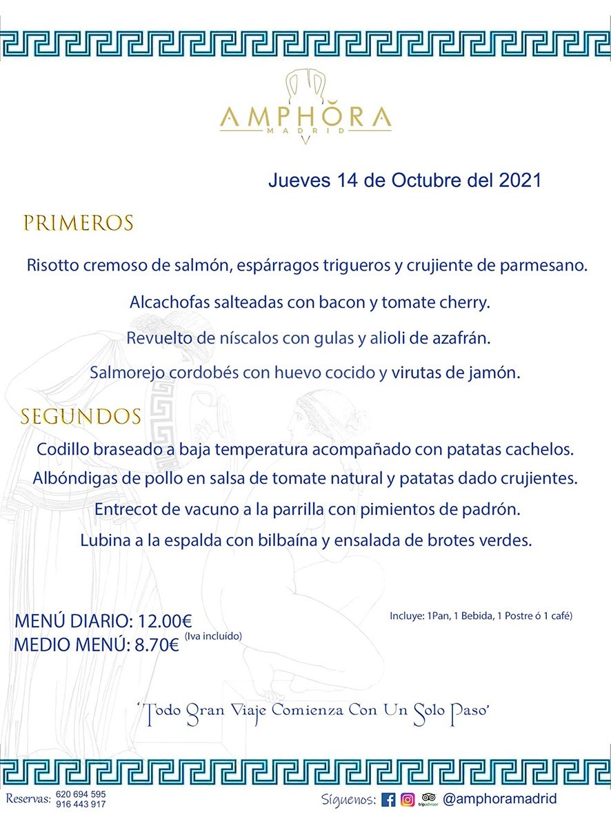 MENÚS DIARIOS MENÚS DEL DÍA MENU DEL DIA DEL JUEVES 14 DE OCTUBRE ALCORCÓN RESTAURANTE AMPHORA TERRAZA ALCORCÓN MADRID Av. Leganés, 54 28923 · Alcorcón · Madrid · España 91 644 39 17 620 694 595 https://youtu.be/HeULHal1yEY (Vea aquí nuestras instalaciones) https://www.amphoramadrid.com RESTAURANTE AMPHORA TERRAZA ALCORCÓN. MENUS FIN DE SEMANA ALCORCÓN, MENÚS DIARIOS ECONÓMICOS EN ALCORCÓN, MEJORES RESTAURANTES EN ALCORCÓN, TERRAZAS ALCORCON, COMER Y CENAR EN TERRAZA EN ALCORCÓN, RESTAURANTES CON TERRAZA, MEJORES TERRAZAS ALCORCÓN, COMER EN ALCORCON, RESTAURANTES GOURMET ALCORCÓN, MENUS FIN DE SEMANA ECONOMICOS ALCORCON, COMER AL AIRE LIBRE, MENUS ECONOMICOS ALCORCON, UNO DE LOS MEJORES RESTAURANTES DE ALCORCÓN Y ZONA SUR DE MADRID EN CALIDAD PRECIO. RESTAURANTE AMPHORA TERRAZA, ES UN ESPACIO GOURMET DONDE PODRÁ DEGUSTAR DEL MEJOR PRODUCTO CON UNA ELABORACIÓN CUIDADA Y CREATIVA. ADEMÁS, PODRÁ DISFRUTAR DE TODO TIPO DE BEBIDAS PREMIUM PREPARADAS POR NUESTRO BARTENDER, VERMUTS DELICIOSOS Y CERVEZAS DE CALIDAD, YA SEA EN EN EL INTERIOR DE NUESTRO RESTAURANTE O EN NUESTRA MARAVILLOSA TERRAZA. SOMOS POSIBLEMENTE UNO DE LOS MEJORES RESTAURANTES DE LA ZONA SUR EN RELACIÓN CALIDAD, PRECIO Y DECORACIÓN. #AMPHORAMADRID #TERRAZASALCORCÓN #MENUDELDIA #COMERENTERRAZA #MADRID #ALCORCÓN #TERRAZA #MENÚSDELDÍAALCORCÓN #MENÚDELDÍARESTAURANTES #COMERENALCORCÓN #MEJORESRESTAURANTESALCORCÓN #MENÚSECONÓMICOS #RESTAURANTESRECOMENDABLES #RESTAURANTESGOURMET #MENÚSECONÓMICOSALCORCÓN #COMERALAIRELIBRE #COMIDASCENASTERRAZASALCORCON #MENÚSDIARIOSALCORCÓN #MENÚDELDÍAHOY #CENARENTERRAZA #TERRAZASCONENCANTO #RESTAURANTESCONTERRAZA #CENARENALCORCÓN #MEJORESRESTAURANTES #RESTAURANTESCOPASALCORCÓN #COPASPREMIUMALCORCÓN #VERMUTALCORCÓN #GASTROBARALCORCÓN #CARNEBUEYALCORCONPARRILLABRASA #MENUECONÓMICO #GASTROBAR #MEJORTERRAZADEALCORCÓN #MENÚSVIERNESALCORCÓN #MENÚSABADOALCORCÓN #MENÚSDOMINGOALCORCÓN #MENÚSLUNESALCORCÓN #MENÚSMARTESALCORCÓN #MENÚSMIÉRCOLESALCORCÓN #MENÚSJUEVESALCORCÓN MEJOR CARNE A LA PARRILLA ALCORCÓN TOMAHAWK CARNE BUEY AUTÉNTICO ALCORCÓN RESTAURANTES PREMIUN LUJO COMIDA CREATIVA ELABORADA RESTAURANTE AMPHORA TERRAZA EN ALCORCÓN (MADRID) GASTROBAR ALCORCÓN MENÚS ECONÓMICOS DIARIOS DEL DÍA MENUS FIN DE SEMANA DE CALIDAD MEJOR MENÚ FIN DE SEMANA ALCORCÓN COMER CENAR EN TERRAZA TERRAZAS ZONA SUR COMIDAS AIRE LIBRE MEJOR CARNE PARRILLA ALCORCÓN.