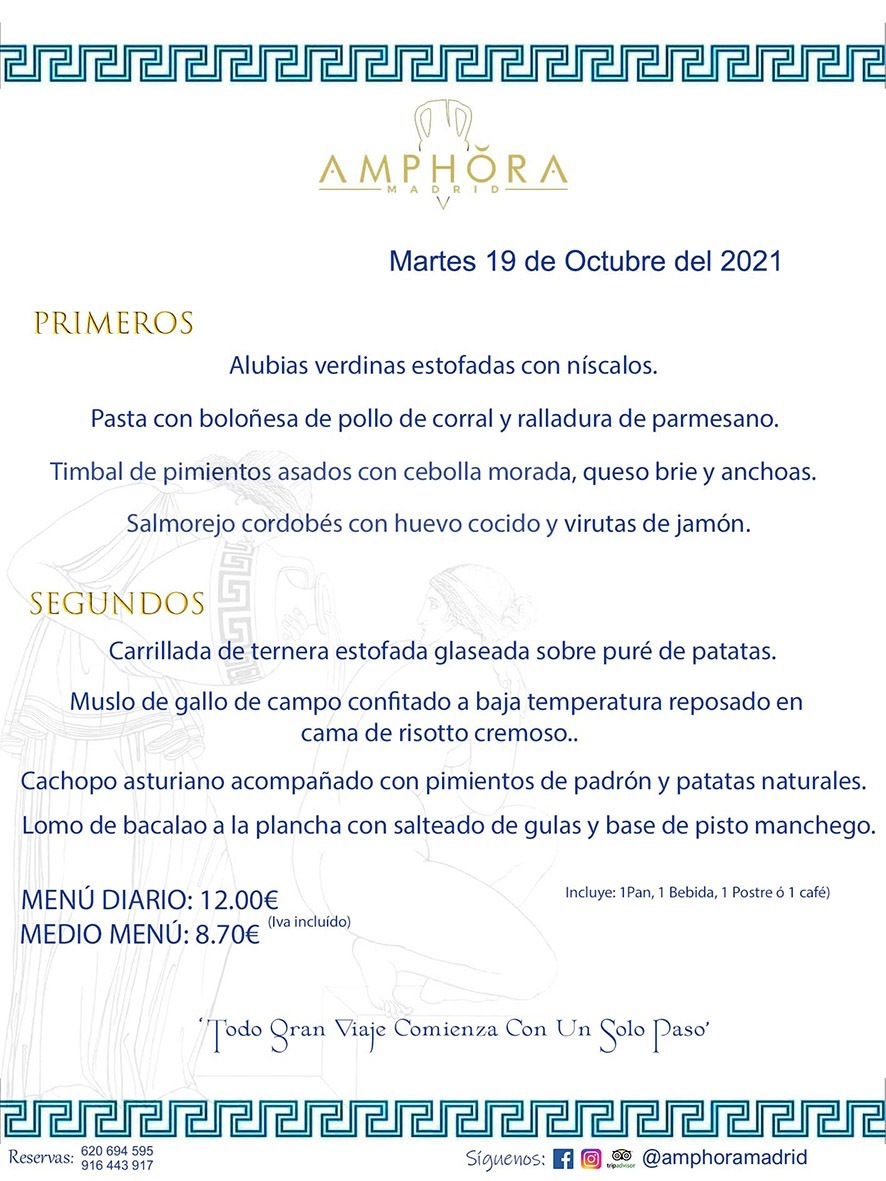 MENÚS DIARIOS MENÚS DEL DÍA MENU DEL DIA DEL MARTES 19 DE OCTUBRE ALCORCÓN RESTAURANTE AMPHORA TERRAZA ALCORCÓN MADRID Av. Leganés, 54 28923 · Alcorcón · Madrid · España 91 644 39 17 620 694 595 https://youtu.be/HeULHal1yEY (Vea aquí nuestras instalaciones) https://www.amphoramadrid.com RESTAURANTE AMPHORA TERRAZA ALCORCÓN. MENUS FIN DE SEMANA ALCORCÓN, MENÚS DIARIOS ECONÓMICOS EN ALCORCÓN, MEJORES RESTAURANTES EN ALCORCÓN, TERRAZAS ALCORCON, COMER Y CENAR EN TERRAZA EN ALCORCÓN, RESTAURANTES CON TERRAZA, MEJORES TERRAZAS ALCORCÓN, COMER EN ALCORCON, RESTAURANTES GOURMET ALCORCÓN, MENUS FIN DE SEMANA ECONOMICOS ALCORCON, COMER AL AIRE LIBRE, MENUS ECONOMICOS ALCORCON, UNO DE LOS MEJORES RESTAURANTES DE ALCORCÓN Y ZONA SUR DE MADRID EN CALIDAD PRECIO. RESTAURANTE AMPHORA TERRAZA, ES UN ESPACIO GOURMET DONDE PODRÁ DEGUSTAR DEL MEJOR PRODUCTO CON UNA ELABORACIÓN CUIDADA Y CREATIVA. ADEMÁS, PODRÁ DISFRUTAR DE TODO TIPO DE BEBIDAS PREMIUM PREPARADAS POR NUESTRO BARTENDER, VERMUTS DELICIOSOS Y CERVEZAS DE CALIDAD, YA SEA EN EN EL INTERIOR DE NUESTRO RESTAURANTE O EN NUESTRA MARAVILLOSA TERRAZA. SOMOS POSIBLEMENTE UNO DE LOS MEJORES RESTAURANTES DE LA ZONA SUR EN RELACIÓN CALIDAD, PRECIO Y DECORACIÓN. #AMPHORAMADRID #TERRAZASALCORCÓN #MENUDELDIA #COMERENTERRAZA #MADRID #ALCORCÓN #TERRAZA #MENÚSDELDÍAALCORCÓN #MENÚDELDÍARESTAURANTES #COMERENALCORCÓN #MEJORESRESTAURANTESALCORCÓN #MENÚSECONÓMICOS #RESTAURANTESRECOMENDABLES #RESTAURANTESGOURMET #MENÚSECONÓMICOSALCORCÓN #COMERALAIRELIBRE #COMIDASCENASTERRAZASALCORCON #MENÚSDIARIOSALCORCÓN #MENÚDELDÍAHOY #CENARENTERRAZA #TERRAZASCONENCANTO #RESTAURANTESCONTERRAZA #CENARENALCORCÓN #MEJORESRESTAURANTES #RESTAURANTESCOPASALCORCÓN #COPASPREMIUMALCORCÓN #VERMUTALCORCÓN #GASTROBARALCORCÓN #CARNEBUEYALCORCONPARRILLABRASA #MENUECONÓMICO #GASTROBAR #MEJORTERRAZADEALCORCÓN #MENÚSVIERNESALCORCÓN #MENÚSABADOALCORCÓN #MENÚSDOMINGOALCORCÓN #MENÚSLUNESALCORCÓN #MENÚSMARTESALCORCÓN #MENÚSMIÉRCOLESALCORCÓN #MENÚSJUEVESALCORCÓN MEJOR CARNE A LA PARRILLA ALCORCÓN TOMAHAWK CARNE BUEY AUTÉNTICO ALCORCÓN RESTAURANTES PREMIUN LUJO COMIDA CREATIVA ELABORADA RESTAURANTE AMPHORA TERRAZA EN ALCORCÓN (MADRID) GASTROBAR ALCORCÓN MENÚS ECONÓMICOS DIARIOS DEL DÍA MENUS FIN DE SEMANA DE CALIDAD MEJOR MENÚ FIN DE SEMANA ALCORCÓN COMER CENAR EN TERRAZA TERRAZAS ZONA SUR COMIDAS AIRE LIBRE MEJOR CARNE PARRILLA ALCORCÓN.