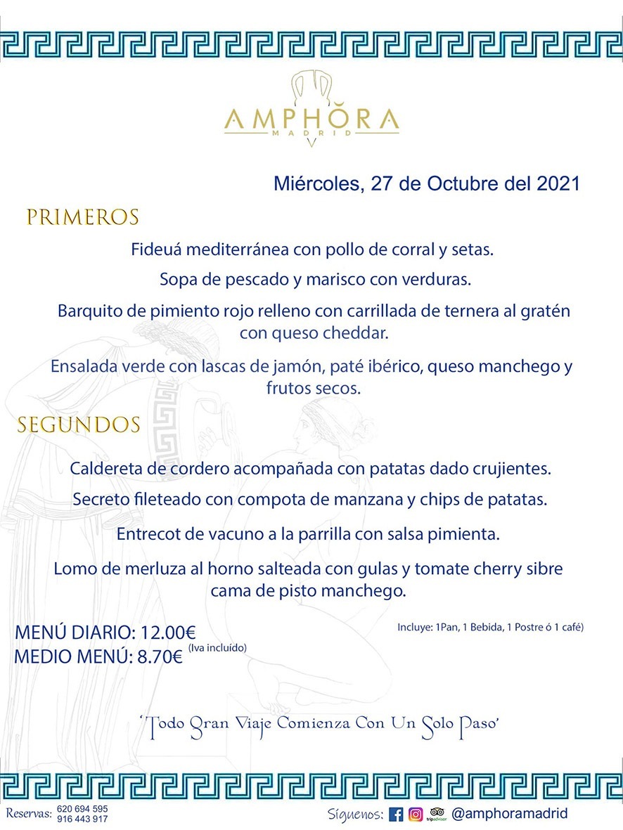 MENÚS DIARIOS MENÚS DEL DÍA MENU DEL DIA DEL MIÉRCOLES 28 DE OCTUBRE ALCORCÓN RESTAURANTE AMPHORA TERRAZA ALCORCÓN MADRID Av. Leganés, 54 28923 · Alcorcón · Madrid · España 91 644 39 17 620 694 595 https://youtu.be/HeULHal1yEY (Vea aquí nuestras instalaciones) https://www.amphoramadrid.com RESTAURANTE AMPHORA TERRAZA ALCORCÓN. MENUS FIN DE SEMANA ALCORCÓN, MENÚS DIARIOS ECONÓMICOS EN ALCORCÓN, MEJORES RESTAURANTES EN ALCORCÓN, TERRAZAS ALCORCON, COMER Y CENAR EN TERRAZA EN ALCORCÓN, RESTAURANTES CON TERRAZA, MEJORES TERRAZAS ALCORCÓN, COMER EN ALCORCON, RESTAURANTES GOURMET ALCORCÓN, MENUS FIN DE SEMANA ECONOMICOS ALCORCON, COMER AL AIRE LIBRE, MENUS ECONOMICOS ALCORCON, UNO DE LOS MEJORES RESTAURANTES DE ALCORCÓN Y ZONA SUR DE MADRID EN CALIDAD PRECIO. RESTAURANTE AMPHORA TERRAZA, ES UN ESPACIO GOURMET DONDE PODRÁ DEGUSTAR DEL MEJOR PRODUCTO CON UNA ELABORACIÓN CUIDADA Y CREATIVA. ADEMÁS, PODRÁ DISFRUTAR DE TODO TIPO DE BEBIDAS PREMIUM PREPARADAS POR NUESTRO BARTENDER, VERMUTS DELICIOSOS Y CERVEZAS DE CALIDAD, YA SEA EN EN EL INTERIOR DE NUESTRO RESTAURANTE O EN NUESTRA MARAVILLOSA TERRAZA. SOMOS POSIBLEMENTE UNO DE LOS MEJORES RESTAURANTES DE LA ZONA SUR EN RELACIÓN CALIDAD, PRECIO Y DECORACIÓN. #AMPHORAMADRID #TERRAZASALCORCÓN #MENUDELDIA #COMERENTERRAZA #MADRID #ALCORCÓN #TERRAZA #MENÚSDELDÍAALCORCÓN #MENÚDELDÍARESTAURANTES #COMERENALCORCÓN #MEJORESRESTAURANTESALCORCÓN #MENÚSECONÓMICOS #RESTAURANTESRECOMENDABLES #RESTAURANTESGOURMET #MENÚSECONÓMICOSALCORCÓN #COMERALAIRELIBRE #COMIDASCENASTERRAZASALCORCON #MENÚSDIARIOSALCORCÓN #MENÚDELDÍAHOY #CENARENTERRAZA #TERRAZASCONENCANTO #RESTAURANTESCONTERRAZA #CENARENALCORCÓN #MEJORESRESTAURANTES #RESTAURANTESCOPASALCORCÓN #COPASPREMIUMALCORCÓN #VERMUTALCORCÓN #GASTROBARALCORCÓN #CARNEBUEYALCORCONPARRILLABRASA #MENUECONÓMICO #GASTROBAR #MEJORTERRAZADEALCORCÓN #MENÚSVIERNESALCORCÓN #MENÚSABADOALCORCÓN #MENÚSDOMINGOALCORCÓN #MENÚSLUNESALCORCÓN #MENÚSMARTESALCORCÓN #MENÚSMIÉRCOLESALCORCÓN #MENÚSJUEVESALCORCÓN MEJOR CARNE A LA PARRILLA ALCORCÓN TOMAHAWK CARNE BUEY AUTÉNTICO ALCORCÓN RESTAURANTES PREMIUN LUJO COMIDA CREATIVA ELABORADA RESTAURANTE AMPHORA TERRAZA EN ALCORCÓN (MADRID) GASTROBAR ALCORCÓN MENÚS ECONÓMICOS DIARIOS DEL DÍA MENUS FIN DE SEMANA DE CALIDAD MEJOR MENÚ FIN DE SEMANA ALCORCÓN COMER CENAR EN TERRAZA TERRAZAS ZONA SUR COMIDAS AIRE LIBRE MEJOR CARNE PARRILLA ALCORCÓN.