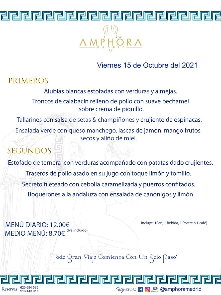 MENÚS DIARIOS MENÚS DEL DÍA MENU DEL DIA DEL VIERNES 15 DE OCTUBRE ALCORCÓN RESTAURANTE AMPHORA TERRAZA ALCORCÓN MADRID Av. Leganés, 54 28923 · Alcorcón · Madrid · España 91 644 39 17 620 694 595 https://youtu.be/HeULHal1yEY (Vea aquí nuestras instalaciones) https://www.amphoramadrid.com RESTAURANTE AMPHORA TERRAZA ALCORCÓN. MENUS FIN DE SEMANA ALCORCÓN, MENÚS DIARIOS ECONÓMICOS EN ALCORCÓN, MEJORES RESTAURANTES EN ALCORCÓN, TERRAZAS ALCORCON, COMER Y CENAR EN TERRAZA EN ALCORCÓN, RESTAURANTES CON TERRAZA, MEJORES TERRAZAS ALCORCÓN, COMER EN ALCORCON, RESTAURANTES GOURMET ALCORCÓN, MENUS FIN DE SEMANA ECONOMICOS ALCORCON, COMER AL AIRE LIBRE, MENUS ECONOMICOS ALCORCON, UNO DE LOS MEJORES RESTAURANTES DE ALCORCÓN Y ZONA SUR DE MADRID EN CALIDAD PRECIO. RESTAURANTE AMPHORA TERRAZA, ES UN ESPACIO GOURMET DONDE PODRÁ DEGUSTAR DEL MEJOR PRODUCTO CON UNA ELABORACIÓN CUIDADA Y CREATIVA. ADEMÁS, PODRÁ DISFRUTAR DE TODO TIPO DE BEBIDAS PREMIUM PREPARADAS POR NUESTRO BARTENDER, VERMUTS DELICIOSOS Y CERVEZAS DE CALIDAD, YA SEA EN EN EL INTERIOR DE NUESTRO RESTAURANTE O EN NUESTRA MARAVILLOSA TERRAZA. SOMOS POSIBLEMENTE UNO DE LOS MEJORES RESTAURANTES DE LA ZONA SUR EN RELACIÓN CALIDAD, PRECIO Y DECORACIÓN. #AMPHORAMADRID #TERRAZASALCORCÓN #MENUDELDIA #COMERENTERRAZA #MADRID #ALCORCÓN #TERRAZA #MENÚSDELDÍAALCORCÓN #MENÚDELDÍARESTAURANTES #COMERENALCORCÓN #MEJORESRESTAURANTESALCORCÓN #MENÚSECONÓMICOS #RESTAURANTESRECOMENDABLES #RESTAURANTESGOURMET #MENÚSECONÓMICOSALCORCÓN #COMERALAIRELIBRE #COMIDASCENASTERRAZASALCORCON #MENÚSDIARIOSALCORCÓN #MENÚDELDÍAHOY #CENARENTERRAZA #TERRAZASCONENCANTO #RESTAURANTESCONTERRAZA #CENARENALCORCÓN #MEJORESRESTAURANTES #RESTAURANTESCOPASALCORCÓN #COPASPREMIUMALCORCÓN #VERMUTALCORCÓN #GASTROBARALCORCÓN #CARNEBUEYALCORCONPARRILLABRASA #MENUECONÓMICO #GASTROBAR #MEJORTERRAZADEALCORCÓN #MENÚSVIERNESALCORCÓN #MENÚSABADOALCORCÓN #MENÚSDOMINGOALCORCÓN #MENÚSLUNESALCORCÓN #MENÚSMARTESALCORCÓN #MENÚSMIÉRCOLESALCORCÓN #MENÚSJUEVESALCORCÓN MEJOR CARNE A LA PARRILLA ALCORCÓN TOMAHAWK CARNE BUEY AUTÉNTICO ALCORCÓN RESTAURANTES PREMIUN LUJO COMIDA CREATIVA ELABORADA RESTAURANTE AMPHORA TERRAZA EN ALCORCÓN (MADRID) GASTROBAR ALCORCÓN MENÚS ECONÓMICOS DIARIOS DEL DÍA MENUS FIN DE SEMANA DE CALIDAD MEJOR MENÚ FIN DE SEMANA ALCORCÓN COMER CENAR EN TERRAZA TERRAZAS ZONA SUR COMIDAS AIRE LIBRE MEJOR CARNE PARRILLA ALCORCÓN.