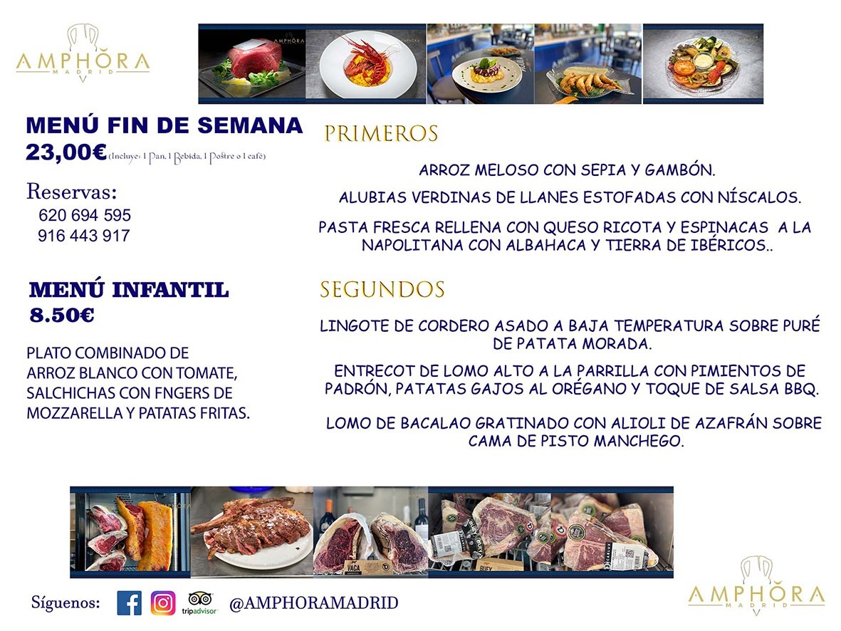 MENÚS FIN DE SEMANA ECONOMICOS DIARIOS MENÚ DEL DÍA SÁBADO 6 Y DOMINGO 7 DE NOVIEMBRE ALCORCÓN RESTAURANTE AMPHORA TERRAZA ALCORCÓN MADRID Av. Leganés, 54 28923 · Alcorcón · Madrid · España 91 644 39 17 620 694 595 https://youtu.be/HeULHal1yEY (Vea aquí nuestras instalaciones) https://www.amphoramadrid.com RESTAURANTE AMPHORA TERRAZA ALCORCÓN. MENUS FIN DE SEMANA ALCORCÓN, MENÚS DIARIOS ECONÓMICOS EN ALCORCÓN, MEJORES RESTAURANTES EN ALCORCÓN, TERRAZAS ALCORCON, COMER Y CENAR EN TERRAZA EN ALCORCÓN, RESTAURANTES CON TERRAZA, MEJORES TERRAZAS ALCORCÓN, COMER EN ALCORCON, RESTAURANTES GOURMET ALCORCÓN, MENUS FIN DE SEMANA ECONOMICOS ALCORCON, COMER AL AIRE LIBRE, MENUS ECONOMICOS ALCORCON, UNO DE LOS MEJORES RESTAURANTES DE ALCORCÓN Y ZONA SUR DE MADRID EN CALIDAD PRECIO. RESTAURANTE AMPHORA TERRAZA, ES UN ESPACIO GOURMET DONDE PODRÁ DEGUSTAR DEL MEJOR PRODUCTO CON UNA ELABORACIÓN CUIDADA Y CREATIVA. ADEMÁS, PODRÁ DISFRUTAR DE TODO TIPO DE BEBIDAS PREMIUM PREPARADAS POR NUESTRO BARTENDER, VERMUTS DELICIOSOS Y CERVEZAS DE CALIDAD, YA SEA EN EN EL INTERIOR DE NUESTRO RESTAURANTE O EN NUESTRA MARAVILLOSA TERRAZA. SOMOS POSIBLEMENTE UNO DE LOS MEJORES RESTAURANTES DE LA ZONA SUR EN RELACIÓN CALIDAD, PRECIO Y DECORACIÓN. #AMPHORAMADRID #TERRAZASALCORCÓN #MENUDELDIA #COMERENTERRAZA #MADRID #ALCORCÓN #TERRAZA #MENÚSDELDÍAALCORCÓN #MENÚDELDÍARESTAURANTES #COMERENALCORCÓN #MEJORESRESTAURANTESALCORCÓN #MENÚSECONÓMICOS #RESTAURANTESRECOMENDABLES #RESTAURANTESGOURMET #MENÚSECONÓMICOSALCORCÓN #COMERALAIRELIBRE #COMIDASCENASTERRAZASALCORCON #MENÚSDIARIOSALCORCÓN #MENÚDELDÍAHOY #CENARENTERRAZA #TERRAZASCONENCANTO #RESTAURANTESCONTERRAZA #CENARENALCORCÓN #MEJORESRESTAURANTES #RESTAURANTESCOPASALCORCÓN #COPASPREMIUMALCORCÓN #VERMUTALCORCÓN #GASTROBARALCORCÓN #CARNEBUEYALCORCONPARRILLABRASA #MENUECONÓMICO #GASTROBAR #MEJORTERRAZADEALCORCÓN #MENÚSVIERNESALCORCÓN #MENÚSABADOALCORCÓN #MENÚSDOMINGOALCORCÓN #MENÚSLUNESALCORCÓN #MENÚSMARTESALCORCÓN #MENÚSMIÉRCOLESALCORCÓN #MENÚSJUEVESALCORCÓN MEJOR CARNE A LA PARRILLA ALCORCÓN TOMAHAWK CARNE BUEY AUTÉNTICO ALCORCÓN RESTAURANTES PREMIUN LUJO COMIDA CREATIVA ELABORADA RESTAURANTE AMPHORA TERRAZA EN ALCORCÓN (MADRID) GASTROBAR ALCORCÓN MENÚS ECONÓMICOS DIARIOS DEL DÍA MENUS FIN DE SEMANA DE CALIDAD MEJOR MENÚ FIN DE SEMANA ALCORCÓN COMER CENAR EN TERRAZA TERRAZAS ZONA SUR COMIDAS AIRE LIBRE MEJOR CARNE PARRILLA ALCORCÓN.