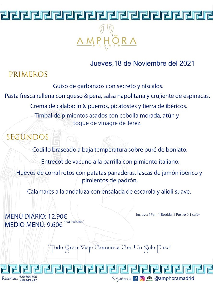 MENÚS DIARIOS MENÚS DEL DÍA MENU DEL DIA DEL JUEVES 18 DE NOVIEMBRE ALCORCÓN RESTAURANTE AMPHORA TERRAZA ALCORCÓN MADRID Av. Leganés, 54 28923 · Alcorcón · Madrid · España 91 644 39 17 620 694 595 https://youtu.be/HeULHal1yEY (Vea aquí nuestras instalaciones) https://www.amphoramadrid.com RESTAURANTE AMPHORA TERRAZA ALCORCÓN. MENUS FIN DE SEMANA ALCORCÓN, MENÚS DIARIOS ECONÓMICOS EN ALCORCÓN, MEJORES RESTAURANTES EN ALCORCÓN, TERRAZAS ALCORCON, COMER Y CENAR EN TERRAZA EN ALCORCÓN, RESTAURANTES CON TERRAZA, MEJORES TERRAZAS ALCORCÓN, COMER EN ALCORCON, RESTAURANTES GOURMET ALCORCÓN, MENUS FIN DE SEMANA ECONOMICOS ALCORCON, COMER AL AIRE LIBRE, MENUS ECONOMICOS ALCORCON, UNO DE LOS MEJORES RESTAURANTES DE ALCORCÓN Y ZONA SUR DE MADRID EN CALIDAD PRECIO. RESTAURANTE AMPHORA TERRAZA, ES UN ESPACIO GOURMET DONDE PODRÁ DEGUSTAR DEL MEJOR PRODUCTO CON UNA ELABORACIÓN CUIDADA Y CREATIVA. ADEMÁS, PODRÁ DISFRUTAR DE TODO TIPO DE BEBIDAS PREMIUM PREPARADAS POR NUESTRO BARTENDER, VERMUTS DELICIOSOS Y CERVEZAS DE CALIDAD, YA SEA EN EN EL INTERIOR DE NUESTRO RESTAURANTE O EN NUESTRA MARAVILLOSA TERRAZA. SOMOS POSIBLEMENTE UNO DE LOS MEJORES RESTAURANTES DE LA ZONA SUR EN RELACIÓN CALIDAD, PRECIO Y DECORACIÓN. #AMPHORAMADRID #TERRAZASALCORCÓN #MENUDELDIA #COMERENTERRAZA #MADRID #ALCORCÓN #TERRAZA #MENÚSDELDÍAALCORCÓN #MENÚDELDÍARESTAURANTES #COMERENALCORCÓN #MEJORESRESTAURANTESALCORCÓN #MENÚSECONÓMICOS #RESTAURANTESRECOMENDABLES #RESTAURANTESGOURMET #MENÚSECONÓMICOSALCORCÓN #COMERALAIRELIBRE #COMIDASCENASTERRAZASALCORCON #MENÚSDIARIOSALCORCÓN #MENÚDELDÍAHOY #CENARENTERRAZA #TERRAZASCONENCANTO #RESTAURANTESCONTERRAZA #CENARENALCORCÓN #MEJORESRESTAURANTES #RESTAURANTESCOPASALCORCÓN #COPASPREMIUMALCORCÓN #VERMUTALCORCÓN #GASTROBARALCORCÓN #CARNEBUEYALCORCONPARRILLABRASA #MENUECONÓMICO #GASTROBAR #MEJORTERRAZADEALCORCÓN #MENÚSVIERNESALCORCÓN #MENÚSABADOALCORCÓN #MENÚSDOMINGOALCORCÓN #MENÚSLUNESALCORCÓN #MENÚSMARTESALCORCÓN #MENÚSMIÉRCOLESALCORCÓN #MENÚSJUEVESALCORCÓN MEJOR CARNE A LA PARRILLA ALCORCÓN TOMAHAWK CARNE BUEY AUTÉNTICO ALCORCÓN RESTAURANTES PREMIUN LUJO COMIDA CREATIVA ELABORADA RESTAURANTE AMPHORA TERRAZA EN ALCORCÓN (MADRID) GASTROBAR ALCORCÓN MENÚS ECONÓMICOS DIARIOS DEL DÍA MENUS FIN DE SEMANA DE CALIDAD MEJOR MENÚ FIN DE SEMANA ALCORCÓN COMER CENAR EN TERRAZA TERRAZAS ZONA SUR COMIDAS AIRE LIBRE MEJOR CARNE PARRILLA ALCORCÓN.