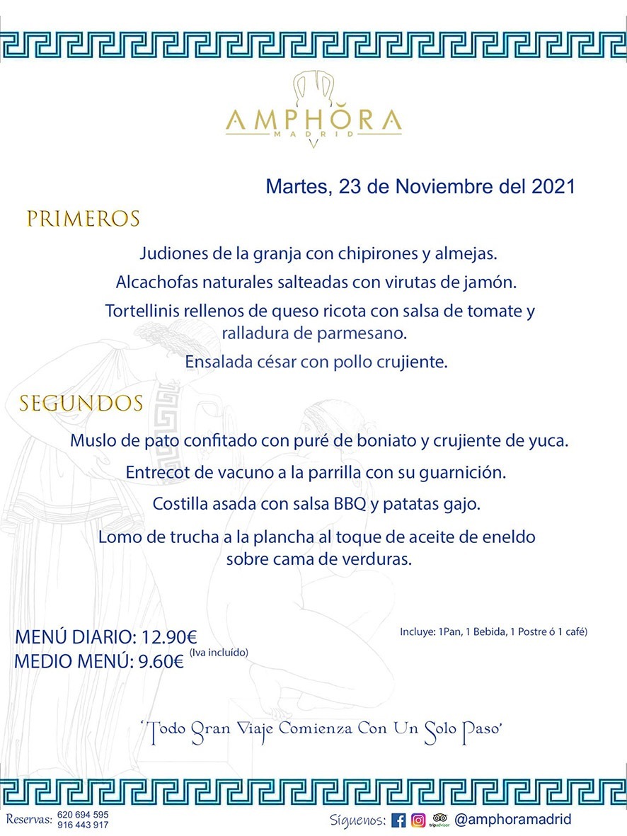 MENÚS DIARIOS MENÚS DEL DÍA MENU DEL DIA DEL MARTES 23 DE NOVIEMBRE ALCORCÓN RESTAURANTE AMPHORA TERRAZA ALCORCÓN MADRID Av. Leganés, 54 28923 · Alcorcón · Madrid · España 91 644 39 17 620 694 595 https://youtu.be/HeULHal1yEY (Vea aquí nuestras instalaciones) https://www.amphoramadrid.com RESTAURANTE AMPHORA TERRAZA ALCORCÓN. MENUS FIN DE SEMANA ALCORCÓN, MENÚS DIARIOS ECONÓMICOS EN ALCORCÓN, MEJORES RESTAURANTES EN ALCORCÓN, TERRAZAS ALCORCON, COMER Y CENAR EN TERRAZA EN ALCORCÓN, RESTAURANTES CON TERRAZA, MEJORES TERRAZAS ALCORCÓN, COMER EN ALCORCON, RESTAURANTES GOURMET ALCORCÓN, MENUS FIN DE SEMANA ECONOMICOS ALCORCON, COMER AL AIRE LIBRE, MENUS ECONOMICOS ALCORCON, UNO DE LOS MEJORES RESTAURANTES DE ALCORCÓN Y ZONA SUR DE MADRID EN CALIDAD PRECIO. RESTAURANTE AMPHORA TERRAZA, ES UN ESPACIO GOURMET DONDE PODRÁ DEGUSTAR DEL MEJOR PRODUCTO CON UNA ELABORACIÓN CUIDADA Y CREATIVA. ADEMÁS, PODRÁ DISFRUTAR DE TODO TIPO DE BEBIDAS PREMIUM PREPARADAS POR NUESTRO BARTENDER, VERMUTS DELICIOSOS Y CERVEZAS DE CALIDAD, YA SEA EN EN EL INTERIOR DE NUESTRO RESTAURANTE O EN NUESTRA MARAVILLOSA TERRAZA. SOMOS POSIBLEMENTE UNO DE LOS MEJORES RESTAURANTES DE LA ZONA SUR EN RELACIÓN CALIDAD, PRECIO Y DECORACIÓN. #AMPHORAMADRID #TERRAZASALCORCÓN #MENUDELDIA #COMERENTERRAZA #MADRID #ALCORCÓN #TERRAZA #MENÚSDELDÍAALCORCÓN #MENÚDELDÍARESTAURANTES #COMERENALCORCÓN #MEJORESRESTAURANTESALCORCÓN #MENÚSECONÓMICOS #RESTAURANTESRECOMENDABLES #RESTAURANTESGOURMET #MENÚSECONÓMICOSALCORCÓN #COMERALAIRELIBRE #COMIDASCENASTERRAZASALCORCON #MENÚSDIARIOSALCORCÓN #MENÚDELDÍAHOY #CENARENTERRAZA #TERRAZASCONENCANTO #RESTAURANTESCONTERRAZA #CENARENALCORCÓN #MEJORESRESTAURANTES #RESTAURANTESCOPASALCORCÓN #COPASPREMIUMALCORCÓN #VERMUTALCORCÓN #GASTROBARALCORCÓN #CARNEBUEYALCORCONPARRILLABRASA #MENUECONÓMICO #GASTROBAR #MEJORTERRAZADEALCORCÓN #MENÚSVIERNESALCORCÓN #MENÚSABADOALCORCÓN #MENÚSDOMINGOALCORCÓN #MENÚSLUNESALCORCÓN #MENÚSMARTESALCORCÓN #MENÚSMIÉRCOLESALCORCÓN #MENÚSJUEVESALCORCÓN MEJOR CARNE A LA PARRILLA ALCORCÓN TOMAHAWK CARNE BUEY AUTÉNTICO ALCORCÓN RESTAURANTES PREMIUN LUJO COMIDA CREATIVA ELABORADA RESTAURANTE AMPHORA TERRAZA EN ALCORCÓN (MADRID) GASTROBAR ALCORCÓN MENÚS ECONÓMICOS DIARIOS DEL DÍA MENUS FIN DE SEMANA DE CALIDAD MEJOR MENÚ FIN DE SEMANA ALCORCÓN COMER CENAR EN TERRAZA TERRAZAS ZONA SUR COMIDAS AIRE LIBRE MEJOR CARNE PARRILLA ALCORCÓN.