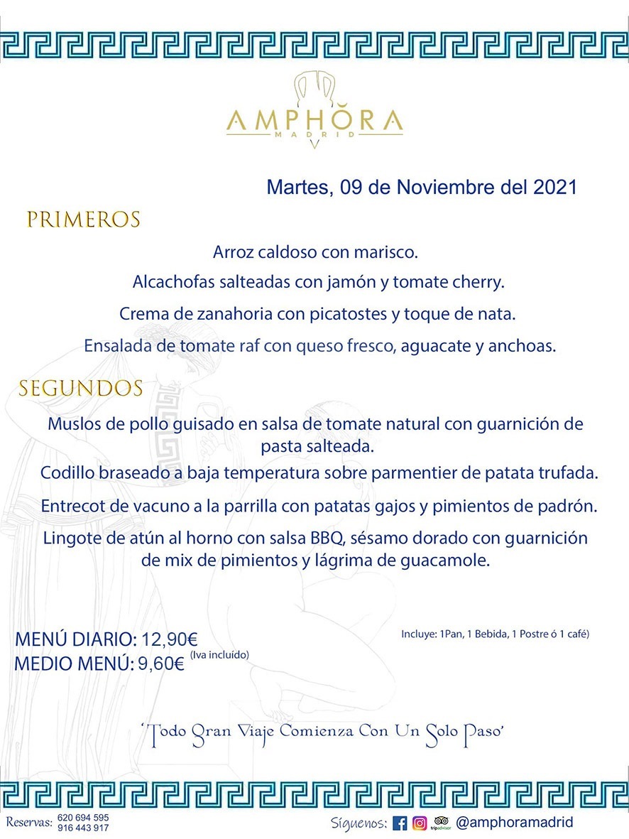 MENÚS DIARIOS MENÚS DEL DÍA MENU DEL DIA DEL MARTES 9 DE NOVIEMBRE ALCORCÓN RESTAURANTE AMPHORA TERRAZA ALCORCÓN MADRID Av. Leganés, 54 28923 · Alcorcón · Madrid · España 91 644 39 17 620 694 595 https://youtu.be/HeULHal1yEY (Vea aquí nuestras instalaciones) https://www.amphoramadrid.com RESTAURANTE AMPHORA TERRAZA ALCORCÓN. MENUS FIN DE SEMANA ALCORCÓN, MENÚS DIARIOS ECONÓMICOS EN ALCORCÓN, MEJORES RESTAURANTES EN ALCORCÓN, TERRAZAS ALCORCON, COMER Y CENAR EN TERRAZA EN ALCORCÓN, RESTAURANTES CON TERRAZA, MEJORES TERRAZAS ALCORCÓN, COMER EN ALCORCON, RESTAURANTES GOURMET ALCORCÓN, MENUS FIN DE SEMANA ECONOMICOS ALCORCON, COMER AL AIRE LIBRE, MENUS ECONOMICOS ALCORCON, UNO DE LOS MEJORES RESTAURANTES DE ALCORCÓN Y ZONA SUR DE MADRID EN CALIDAD PRECIO. RESTAURANTE AMPHORA TERRAZA, ES UN ESPACIO GOURMET DONDE PODRÁ DEGUSTAR DEL MEJOR PRODUCTO CON UNA ELABORACIÓN CUIDADA Y CREATIVA. ADEMÁS, PODRÁ DISFRUTAR DE TODO TIPO DE BEBIDAS PREMIUM PREPARADAS POR NUESTRO BARTENDER, VERMUTS DELICIOSOS Y CERVEZAS DE CALIDAD, YA SEA EN EN EL INTERIOR DE NUESTRO RESTAURANTE O EN NUESTRA MARAVILLOSA TERRAZA. SOMOS POSIBLEMENTE UNO DE LOS MEJORES RESTAURANTES DE LA ZONA SUR EN RELACIÓN CALIDAD, PRECIO Y DECORACIÓN. #AMPHORAMADRID #TERRAZASALCORCÓN #MENUDELDIA #COMERENTERRAZA #MADRID #ALCORCÓN #TERRAZA #MENÚSDELDÍAALCORCÓN #MENÚDELDÍARESTAURANTES #COMERENALCORCÓN #MEJORESRESTAURANTESALCORCÓN #MENÚSECONÓMICOS #RESTAURANTESRECOMENDABLES #RESTAURANTESGOURMET #MENÚSECONÓMICOSALCORCÓN #COMERALAIRELIBRE #COMIDASCENASTERRAZASALCORCON #MENÚSDIARIOSALCORCÓN #MENÚDELDÍAHOY #CENARENTERRAZA #TERRAZASCONENCANTO #RESTAURANTESCONTERRAZA #CENARENALCORCÓN #MEJORESRESTAURANTES #RESTAURANTESCOPASALCORCÓN #COPASPREMIUMALCORCÓN #VERMUTALCORCÓN #GASTROBARALCORCÓN #CARNEBUEYALCORCONPARRILLABRASA #MENUECONÓMICO #GASTROBAR #MEJORTERRAZADEALCORCÓN #MENÚSVIERNESALCORCÓN #MENÚSABADOALCORCÓN #MENÚSDOMINGOALCORCÓN #MENÚSLUNESALCORCÓN #MENÚSMARTESALCORCÓN #MENÚSMIÉRCOLESALCORCÓN #MENÚSJUEVESALCORCÓN MEJOR CARNE A LA PARRILLA ALCORCÓN TOMAHAWK CARNE BUEY AUTÉNTICO ALCORCÓN RESTAURANTES PREMIUN LUJO COMIDA CREATIVA ELABORADA RESTAURANTE AMPHORA TERRAZA EN ALCORCÓN (MADRID) GASTROBAR ALCORCÓN MENÚS ECONÓMICOS DIARIOS DEL DÍA MENUS FIN DE SEMANA DE CALIDAD MEJOR MENÚ FIN DE SEMANA ALCORCÓN COMER CENAR EN TERRAZA TERRAZAS ZONA SUR COMIDAS AIRE LIBRE MEJOR CARNE PARRILLA ALCORCÓN.