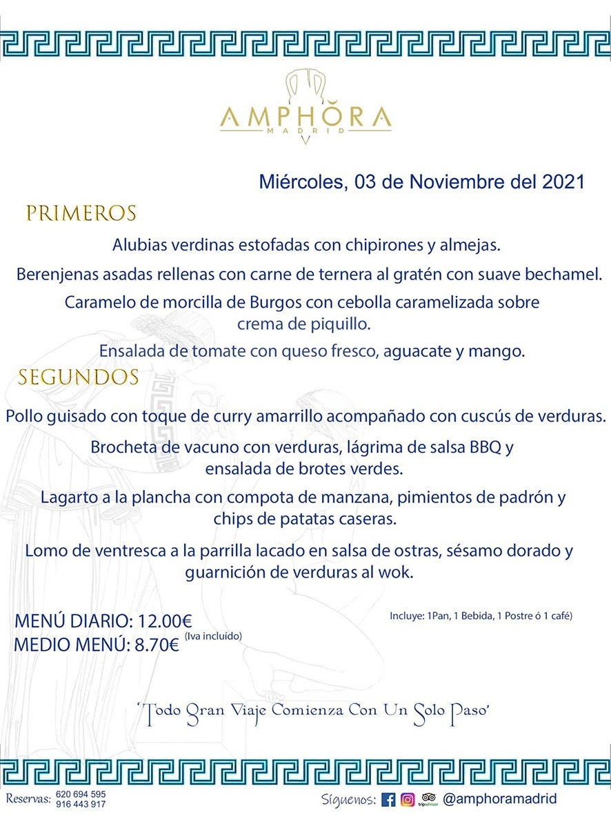 MENÚS DIARIOS MENÚS DEL DÍA MENU DEL DIA DEL MIÉRCOLES 3 DE NOVIEMBRE ALCORCÓN RESTAURANTE AMPHORA TERRAZA ALCORCÓN MADRID Av. Leganés, 54 28923 · Alcorcón · Madrid · España 91 644 39 17 620 694 595 https://youtu.be/HeULHal1yEY (Vea aquí nuestras instalaciones) https://www.amphoramadrid.com RESTAURANTE AMPHORA TERRAZA ALCORCÓN. MENUS FIN DE SEMANA ALCORCÓN, MENÚS DIARIOS ECONÓMICOS EN ALCORCÓN, MEJORES RESTAURANTES EN ALCORCÓN, TERRAZAS ALCORCON, COMER Y CENAR EN TERRAZA EN ALCORCÓN, RESTAURANTES CON TERRAZA, MEJORES TERRAZAS ALCORCÓN, COMER EN ALCORCON, RESTAURANTES GOURMET ALCORCÓN, MENUS FIN DE SEMANA ECONOMICOS ALCORCON, COMER AL AIRE LIBRE, MENUS ECONOMICOS ALCORCON, UNO DE LOS MEJORES RESTAURANTES DE ALCORCÓN Y ZONA SUR DE MADRID EN CALIDAD PRECIO. RESTAURANTE AMPHORA TERRAZA, ES UN ESPACIO GOURMET DONDE PODRÁ DEGUSTAR DEL MEJOR PRODUCTO CON UNA ELABORACIÓN CUIDADA Y CREATIVA. ADEMÁS, PODRÁ DISFRUTAR DE TODO TIPO DE BEBIDAS PREMIUM PREPARADAS POR NUESTRO BARTENDER, VERMUTS DELICIOSOS Y CERVEZAS DE CALIDAD, YA SEA EN EN EL INTERIOR DE NUESTRO RESTAURANTE O EN NUESTRA MARAVILLOSA TERRAZA. SOMOS POSIBLEMENTE UNO DE LOS MEJORES RESTAURANTES DE LA ZONA SUR EN RELACIÓN CALIDAD, PRECIO Y DECORACIÓN. #AMPHORAMADRID #TERRAZASALCORCÓN #MENUDELDIA #COMERENTERRAZA #MADRID #ALCORCÓN #TERRAZA #MENÚSDELDÍAALCORCÓN #MENÚDELDÍARESTAURANTES #COMERENALCORCÓN #MEJORESRESTAURANTESALCORCÓN #MENÚSECONÓMICOS #RESTAURANTESRECOMENDABLES #RESTAURANTESGOURMET #MENÚSECONÓMICOSALCORCÓN #COMERALAIRELIBRE #COMIDASCENASTERRAZASALCORCON #MENÚSDIARIOSALCORCÓN #MENÚDELDÍAHOY #CENARENTERRAZA #TERRAZASCONENCANTO #RESTAURANTESCONTERRAZA #CENARENALCORCÓN #MEJORESRESTAURANTES #RESTAURANTESCOPASALCORCÓN #COPASPREMIUMALCORCÓN #VERMUTALCORCÓN #GASTROBARALCORCÓN #CARNEBUEYALCORCONPARRILLABRASA #MENUECONÓMICO #GASTROBAR #MEJORTERRAZADEALCORCÓN #MENÚSVIERNESALCORCÓN #MENÚSABADOALCORCÓN #MENÚSDOMINGOALCORCÓN #MENÚSLUNESALCORCÓN #MENÚSMARTESALCORCÓN #MENÚSMIÉRCOLESALCORCÓN #MENÚSJUEVESALCORCÓN MEJOR CARNE A LA PARRILLA ALCORCÓN TOMAHAWK CARNE BUEY AUTÉNTICO ALCORCÓN RESTAURANTES PREMIUN LUJO COMIDA CREATIVA ELABORADA RESTAURANTE AMPHORA TERRAZA EN ALCORCÓN (MADRID) GASTROBAR ALCORCÓN MENÚS ECONÓMICOS DIARIOS DEL DÍA MENUS FIN DE SEMANA DE CALIDAD MEJOR MENÚ FIN DE SEMANA ALCORCÓN COMER CENAR EN TERRAZA TERRAZAS ZONA SUR COMIDAS AIRE LIBRE MEJOR CARNE PARRILLA ALCORCÓN.