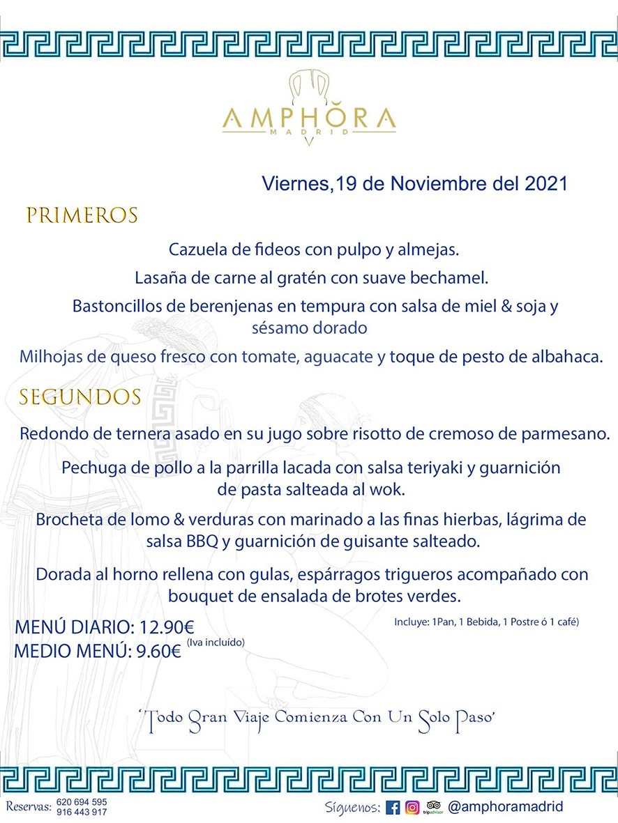 MENÚS DIARIOS MENÚS DEL DÍA MENU DEL DIA DEL VIERNES 19 DE NOVIEMBRE ALCORCÓN RESTAURANTE AMPHORA TERRAZA ALCORCÓN MADRID Av. Leganés, 54 28923 · Alcorcón · Madrid · España 91 644 39 17 620 694 595 https://youtu.be/HeULHal1yEY (Vea aquí nuestras instalaciones) https://www.amphoramadrid.com RESTAURANTE AMPHORA TERRAZA ALCORCÓN. MENUS FIN DE SEMANA ALCORCÓN, MENÚS DIARIOS ECONÓMICOS EN ALCORCÓN, MEJORES RESTAURANTES EN ALCORCÓN, TERRAZAS ALCORCON, COMER Y CENAR EN TERRAZA EN ALCORCÓN, RESTAURANTES CON TERRAZA, MEJORES TERRAZAS ALCORCÓN, COMER EN ALCORCON, RESTAURANTES GOURMET ALCORCÓN, MENUS FIN DE SEMANA ECONOMICOS ALCORCON, COMER AL AIRE LIBRE, MENUS ECONOMICOS ALCORCON, UNO DE LOS MEJORES RESTAURANTES DE ALCORCÓN Y ZONA SUR DE MADRID EN CALIDAD PRECIO. RESTAURANTE AMPHORA TERRAZA, ES UN ESPACIO GOURMET DONDE PODRÁ DEGUSTAR DEL MEJOR PRODUCTO CON UNA ELABORACIÓN CUIDADA Y CREATIVA. ADEMÁS, PODRÁ DISFRUTAR DE TODO TIPO DE BEBIDAS PREMIUM PREPARADAS POR NUESTRO BARTENDER, VERMUTS DELICIOSOS Y CERVEZAS DE CALIDAD, YA SEA EN EN EL INTERIOR DE NUESTRO RESTAURANTE O EN NUESTRA MARAVILLOSA TERRAZA. SOMOS POSIBLEMENTE UNO DE LOS MEJORES RESTAURANTES DE LA ZONA SUR EN RELACIÓN CALIDAD, PRECIO Y DECORACIÓN. #AMPHORAMADRID #TERRAZASALCORCÓN #MENUDELDIA #COMERENTERRAZA #MADRID #ALCORCÓN #TERRAZA #MENÚSDELDÍAALCORCÓN #MENÚDELDÍARESTAURANTES #COMERENALCORCÓN #MEJORESRESTAURANTESALCORCÓN #MENÚSECONÓMICOS #RESTAURANTESRECOMENDABLES #RESTAURANTESGOURMET #MENÚSECONÓMICOSALCORCÓN #COMERALAIRELIBRE #COMIDASCENASTERRAZASALCORCON #MENÚSDIARIOSALCORCÓN #MENÚDELDÍAHOY #CENARENTERRAZA #TERRAZASCONENCANTO #RESTAURANTESCONTERRAZA #CENARENALCORCÓN #MEJORESRESTAURANTES #RESTAURANTESCOPASALCORCÓN #COPASPREMIUMALCORCÓN #VERMUTALCORCÓN #GASTROBARALCORCÓN #CARNEBUEYALCORCONPARRILLABRASA #MENUECONÓMICO #GASTROBAR #MEJORTERRAZADEALCORCÓN #MENÚSVIERNESALCORCÓN #MENÚSABADOALCORCÓN #MENÚSDOMINGOALCORCÓN #MENÚSLUNESALCORCÓN #MENÚSMARTESALCORCÓN #MENÚSMIÉRCOLESALCORCÓN #MENÚSJUEVESALCORCÓN MEJOR CARNE A LA PARRILLA ALCORCÓN TOMAHAWK CARNE BUEY AUTÉNTICO ALCORCÓN RESTAURANTES PREMIUN LUJO COMIDA CREATIVA ELABORADA RESTAURANTE AMPHORA TERRAZA EN ALCORCÓN (MADRID) GASTROBAR ALCORCÓN MENÚS ECONÓMICOS DIARIOS DEL DÍA MENUS FIN DE SEMANA DE CALIDAD MEJOR MENÚ FIN DE SEMANA ALCORCÓN COMER CENAR EN TERRAZA TERRAZAS ZONA SUR COMIDAS AIRE LIBRE MEJOR CARNE PARRILLA ALCORCÓN.