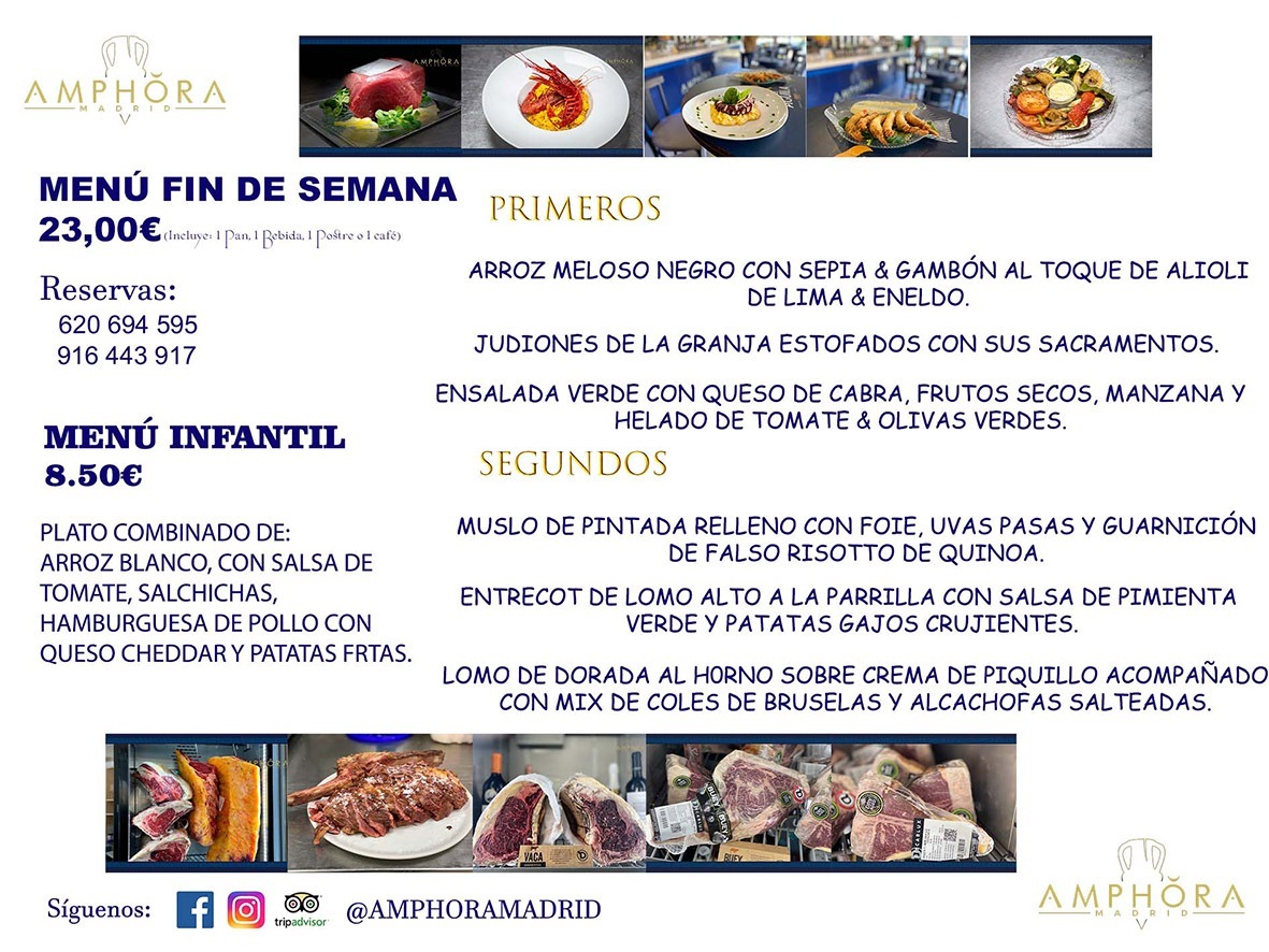 MENÚS FIN DE SEMANA ECONOMICOS DIARIOS MENÚ DEL DÍA SÁBADO 11 Y DOMINGO 12 DE DICIEMBRE ALCORCÓN RESTAURANTE AMPHORA TERRAZA ALCORCÓN MADRID Av. Leganés, 54 28923 · Alcorcón · Madrid · España 91 644 39 17 620 694 595 https://youtu.be/HeULHal1yEY (Vea aquí nuestras instalaciones) https://www.amphoramadrid.com RESTAURANTE AMPHORA TERRAZA ALCORCÓN. MENUS FIN DE SEMANA ALCORCÓN, MENÚS DIARIOS ECONÓMICOS EN ALCORCÓN, MEJORES RESTAURANTES EN ALCORCÓN, TERRAZAS ALCORCON, COMER Y CENAR EN TERRAZA EN ALCORCÓN, RESTAURANTES CON TERRAZA, MEJORES TERRAZAS ALCORCÓN, COMER EN ALCORCON, RESTAURANTES GOURMET ALCORCÓN, MENUS FIN DE SEMANA ECONOMICOS ALCORCON, COMER AL AIRE LIBRE, MENUS ECONOMICOS ALCORCON, UNO DE LOS MEJORES RESTAURANTES DE ALCORCÓN Y ZONA SUR DE MADRID EN CALIDAD PRECIO. RESTAURANTE AMPHORA TERRAZA, ES UN ESPACIO GOURMET DONDE PODRÁ DEGUSTAR DEL MEJOR PRODUCTO CON UNA ELABORACIÓN CUIDADA Y CREATIVA. ADEMÁS, PODRÁ DISFRUTAR DE TODO TIPO DE BEBIDAS PREMIUM PREPARADAS POR NUESTRO BARTENDER, VERMUTS DELICIOSOS Y CERVEZAS DE CALIDAD, YA SEA EN EN EL INTERIOR DE NUESTRO RESTAURANTE O EN NUESTRA MARAVILLOSA TERRAZA. SOMOS POSIBLEMENTE UNO DE LOS MEJORES RESTAURANTES DE LA ZONA SUR EN RELACIÓN CALIDAD, PRECIO Y DECORACIÓN. #AMPHORAMADRID #TERRAZASALCORCÓN #MENUDELDIA #COMERENTERRAZA #MADRID #ALCORCÓN #TERRAZA #MENÚSDELDÍAALCORCÓN #MENÚDELDÍARESTAURANTES #COMERENALCORCÓN #MEJORESRESTAURANTESALCORCÓN #MENÚSECONÓMICOS #RESTAURANTESRECOMENDABLES #RESTAURANTESGOURMET #MENÚSECONÓMICOSALCORCÓN #COMERALAIRELIBRE #COMIDASCENASTERRAZASALCORCON #MENÚSDIARIOSALCORCÓN #MENÚDELDÍAHOY #CENARENTERRAZA #TERRAZASCONENCANTO #RESTAURANTESCONTERRAZA #CENARENALCORCÓN #MEJORESRESTAURANTES #RESTAURANTESCOPASALCORCÓN #COPASPREMIUMALCORCÓN #VERMUTALCORCÓN #GASTROBARALCORCÓN #CARNEBUEYALCORCONPARRILLABRASA #MENUECONÓMICO #GASTROBAR #MEJORTERRAZADEALCORCÓN #MENÚSVIERNESALCORCÓN #MENÚSABADOALCORCÓN #MENÚSDOMINGOALCORCÓN #MENÚSLUNESALCORCÓN #MENÚSMARTESALCORCÓN #MENÚSMIÉRCOLESALCORCÓN #MENÚSJUEVESALCORCÓN MEJOR CARNE A LA PARRILLA ALCORCÓN TOMAHAWK CARNE BUEY AUTÉNTICO ALCORCÓN RESTAURANTES PREMIUN LUJO COMIDA CREATIVA ELABORADA RESTAURANTE AMPHORA TERRAZA EN ALCORCÓN (MADRID) GASTROBAR ALCORCÓN MENÚS ECONÓMICOS DIARIOS DEL DÍA MENUS FIN DE SEMANA DE CALIDAD MEJOR MENÚ FIN DE SEMANA ALCORCÓN COMER CENAR EN TERRAZA TERRAZAS ZONA SUR COMIDAS AIRE LIBRE MEJOR CARNE PARRILLA ALCORCÓN.