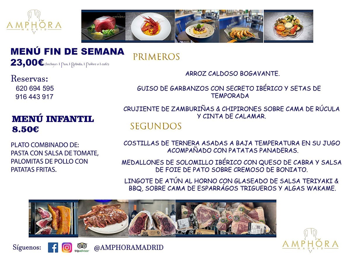 MENÚS FIN DE SEMANA ECONOMICOS DIARIOS MENÚ DEL DÍA SÁBADO 4 DOMINGO 5 Y LUNES 6 DE DICIEMBRE ALCORCÓN RESTAURANTE AMPHORA TERRAZA ALCORCÓN MADRID Av. Leganés, 54 28923 · Alcorcón · Madrid · España 91 644 39 17 620 694 595 https://youtu.be/HeULHal1yEY (Vea aquí nuestras instalaciones) https://www.amphoramadrid.com RESTAURANTE AMPHORA TERRAZA ALCORCÓN. MENUS FIN DE SEMANA ALCORCÓN, MENÚS DIARIOS ECONÓMICOS EN ALCORCÓN, MEJORES RESTAURANTES EN ALCORCÓN, TERRAZAS ALCORCON, COMER Y CENAR EN TERRAZA EN ALCORCÓN, RESTAURANTES CON TERRAZA, MEJORES TERRAZAS ALCORCÓN, COMER EN ALCORCON, RESTAURANTES GOURMET ALCORCÓN, MENUS FIN DE SEMANA ECONOMICOS ALCORCON, COMER AL AIRE LIBRE, MENUS ECONOMICOS ALCORCON, UNO DE LOS MEJORES RESTAURANTES DE ALCORCÓN Y ZONA SUR DE MADRID EN CALIDAD PRECIO. RESTAURANTE AMPHORA TERRAZA, ES UN ESPACIO GOURMET DONDE PODRÁ DEGUSTAR DEL MEJOR PRODUCTO CON UNA ELABORACIÓN CUIDADA Y CREATIVA. ADEMÁS, PODRÁ DISFRUTAR DE TODO TIPO DE BEBIDAS PREMIUM PREPARADAS POR NUESTRO BARTENDER, VERMUTS DELICIOSOS Y CERVEZAS DE CALIDAD, YA SEA EN EN EL INTERIOR DE NUESTRO RESTAURANTE O EN NUESTRA MARAVILLOSA TERRAZA. SOMOS POSIBLEMENTE UNO DE LOS MEJORES RESTAURANTES DE LA ZONA SUR EN RELACIÓN CALIDAD, PRECIO Y DECORACIÓN. #AMPHORAMADRID #TERRAZASALCORCÓN #MENUDELDIA #COMERENTERRAZA #MADRID #ALCORCÓN #TERRAZA #MENÚSDELDÍAALCORCÓN #MENÚDELDÍARESTAURANTES #COMERENALCORCÓN #MEJORESRESTAURANTESALCORCÓN #MENÚSECONÓMICOS #RESTAURANTESRECOMENDABLES #RESTAURANTESGOURMET #MENÚSECONÓMICOSALCORCÓN #COMERALAIRELIBRE #COMIDASCENASTERRAZASALCORCON #MENÚSDIARIOSALCORCÓN #MENÚDELDÍAHOY #CENARENTERRAZA #TERRAZASCONENCANTO #RESTAURANTESCONTERRAZA #CENARENALCORCÓN #MEJORESRESTAURANTES #RESTAURANTESCOPASALCORCÓN #COPASPREMIUMALCORCÓN #VERMUTALCORCÓN #GASTROBARALCORCÓN #CARNEBUEYALCORCONPARRILLABRASA #MENUECONÓMICO #GASTROBAR #MEJORTERRAZADEALCORCÓN #MENÚSVIERNESALCORCÓN #MENÚSABADOALCORCÓN #MENÚSDOMINGOALCORCÓN #MENÚSLUNESALCORCÓN #MENÚSMARTESALCORCÓN #MENÚSMIÉRCOLESALCORCÓN #MENÚSJUEVESALCORCÓN MEJOR CARNE A LA PARRILLA ALCORCÓN TOMAHAWK CARNE BUEY AUTÉNTICO ALCORCÓN RESTAURANTES PREMIUN LUJO COMIDA CREATIVA ELABORADA RESTAURANTE AMPHORA TERRAZA EN ALCORCÓN (MADRID) GASTROBAR ALCORCÓN MENÚS ECONÓMICOS DIARIOS DEL DÍA MENUS FIN DE SEMANA DE CALIDAD MEJOR MENÚ FIN DE SEMANA ALCORCÓN COMER CENAR EN TERRAZA TERRAZAS ZONA SUR COMIDAS AIRE LIBRE MEJOR CARNE PARRILLA ALCORCÓN.