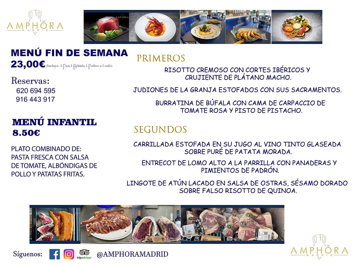 MENÚS DIARIOS MENÚS DEL DÍA MENU DEL DIA DEL DOMINGO 26 DE DICIEMBRE DIA DE NAVIDAD ALCORCÓN RESTAURANTE AMPHORA TERRAZA ALCORCÓN MADRID Av. Leganés, 54 28923 · Alcorcón · Madrid · España 91 644 39 17 620 694 595 https://youtu.be/HeULHal1yEY (Vea aquí nuestras instalaciones) https://www.amphoramadrid.com RESTAURANTE AMPHORA TERRAZA ALCORCÓN. MENUS FIN DE SEMANA ALCORCÓN, MENÚS DIARIOS ECONÓMICOS EN ALCORCÓN, MEJORES RESTAURANTES EN ALCORCÓN, TERRAZAS ALCORCON, COMER Y CENAR EN TERRAZA EN ALCORCÓN, RESTAURANTES CON TERRAZA, MEJORES TERRAZAS ALCORCÓN, COMER EN ALCORCON, RESTAURANTES GOURMET ALCORCÓN, MENUS FIN DE SEMANA ECONOMICOS ALCORCON, COMER AL AIRE LIBRE, MENUS ECONOMICOS ALCORCON, UNO DE LOS MEJORES RESTAURANTES DE ALCORCÓN Y ZONA SUR DE MADRID EN CALIDAD PRECIO. RESTAURANTE AMPHORA TERRAZA, ES UN ESPACIO GOURMET DONDE PODRÁ DEGUSTAR DEL MEJOR PRODUCTO CON UNA ELABORACIÓN CUIDADA Y CREATIVA. ADEMÁS, PODRÁ DISFRUTAR DE TODO TIPO DE BEBIDAS PREMIUM PREPARADAS POR NUESTRO BARTENDER, VERMUTS DELICIOSOS Y CERVEZAS DE CALIDAD, YA SEA EN EN EL INTERIOR DE NUESTRO RESTAURANTE O EN NUESTRA MARAVILLOSA TERRAZA. SOMOS POSIBLEMENTE UNO DE LOS MEJORES RESTAURANTES DE LA ZONA SUR EN RELACIÓN CALIDAD, PRECIO Y DECORACIÓN. #AMPHORAMADRID #TERRAZASALCORCÓN #MENUDELDIA #COMERENTERRAZA #MADRID #ALCORCÓN #TERRAZA #MENÚSDELDÍAALCORCÓN #MENÚDELDÍARESTAURANTES #COMERENALCORCÓN #MEJORESRESTAURANTESALCORCÓN #MENÚSECONÓMICOS #RESTAURANTESRECOMENDABLES #RESTAURANTESGOURMET #MENÚSECONÓMICOSALCORCÓN #COMERALAIRELIBRE #COMIDASCENASTERRAZASALCORCON #MENÚSDIARIOSALCORCÓN #MENÚDELDÍAHOY #CENARENTERRAZA #TERRAZASCONENCANTO #RESTAURANTESCONTERRAZA #CENARENALCORCÓN #MEJORESRESTAURANTES #RESTAURANTESCOPASALCORCÓN #COPASPREMIUMALCORCÓN #VERMUTALCORCÓN #GASTROBARALCORCÓN #CARNEBUEYALCORCONPARRILLABRASA #MENUECONÓMICO #GASTROBAR #MEJORTERRAZADEALCORCÓN #MENÚSVIERNESALCORCÓN #MENÚSABADOALCORCÓN #MENÚSDOMINGOALCORCÓN #MENÚSLUNESALCORCÓN #MENÚSMARTESALCORCÓN #MENÚSMIÉRCOLESALCORCÓN #MENÚSJUEVESALCORCÓN MEJOR CARNE A LA PARRILLA ALCORCÓN TOMAHAWK CARNE BUEY AUTÉNTICO ALCORCÓN RESTAURANTES PREMIUN LUJO COMIDA CREATIVA ELABORADA RESTAURANTE AMPHORA TERRAZA EN ALCORCÓN (MADRID) GASTROBAR ALCORCÓN MENÚS ECONÓMICOS DIARIOS DEL DÍA MENUS FIN DE SEMANA DE CALIDAD MEJOR MENÚ FIN DE SEMANA ALCORCÓN COMER CENAR EN TERRAZA TERRAZAS ZONA SUR COMIDAS AIRE LIBRE MEJOR CARNE PARRILLA ALCORCÓN.