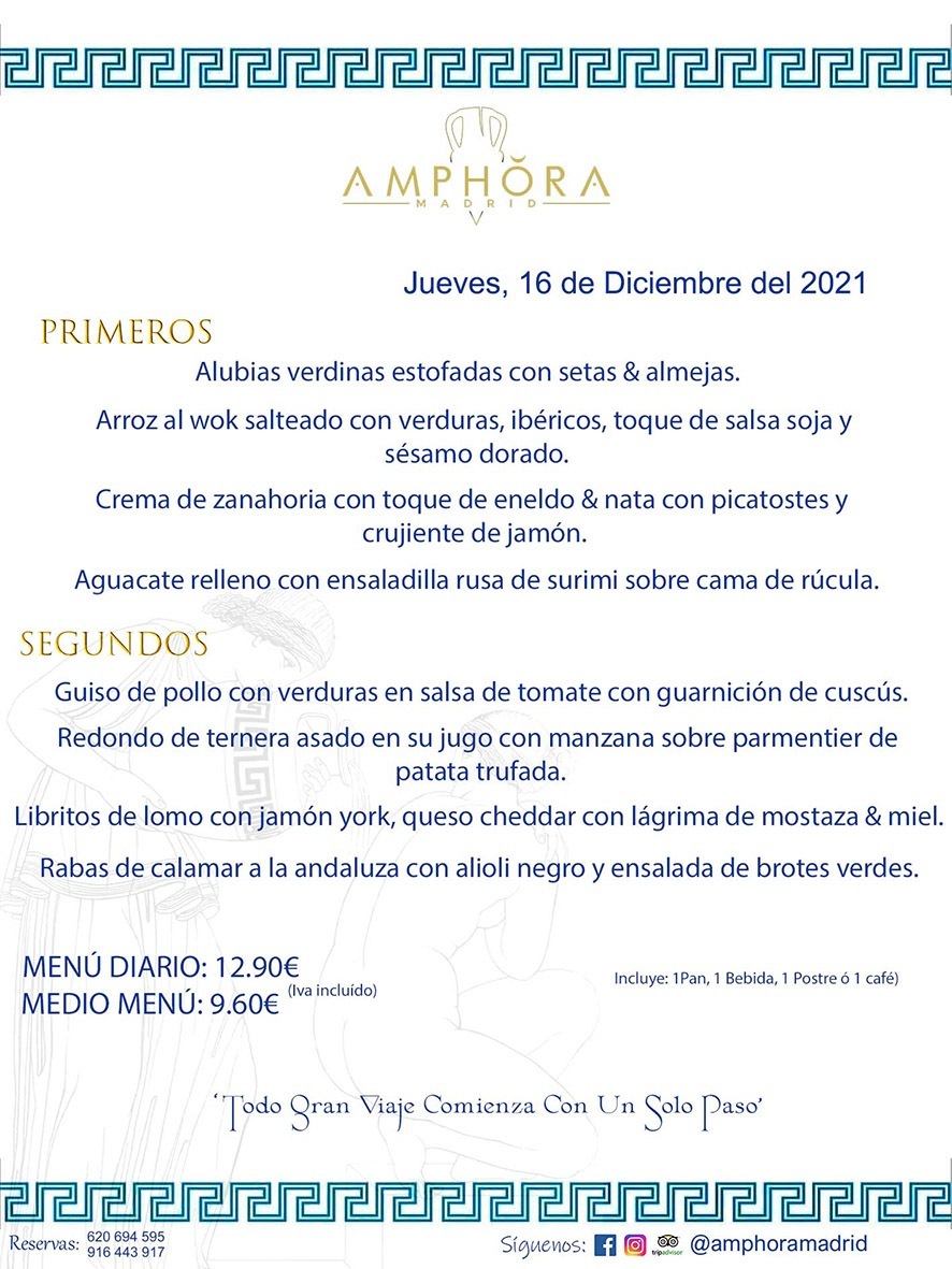 MENÚS DIARIOS MENÚS DEL DÍA MENU DEL DIA DEL JUEVES 16 DE DICIEMBRE ALCORCÓN RESTAURANTE AMPHORA TERRAZA ALCORCÓN MADRID Av. Leganés, 54 28923 · Alcorcón · Madrid · España 91 644 39 17 620 694 595 https://youtu.be/HeULHal1yEY (Vea aquí nuestras instalaciones) https://www.amphoramadrid.com RESTAURANTE AMPHORA TERRAZA ALCORCÓN. MENUS FIN DE SEMANA ALCORCÓN, MENÚS DIARIOS ECONÓMICOS EN ALCORCÓN, MEJORES RESTAURANTES EN ALCORCÓN, TERRAZAS ALCORCON, COMER Y CENAR EN TERRAZA EN ALCORCÓN, RESTAURANTES CON TERRAZA, MEJORES TERRAZAS ALCORCÓN, COMER EN ALCORCON, RESTAURANTES GOURMET ALCORCÓN, MENUS FIN DE SEMANA ECONOMICOS ALCORCON, COMER AL AIRE LIBRE, MENUS ECONOMICOS ALCORCON, UNO DE LOS MEJORES RESTAURANTES DE ALCORCÓN Y ZONA SUR DE MADRID EN CALIDAD PRECIO. RESTAURANTE AMPHORA TERRAZA, ES UN ESPACIO GOURMET DONDE PODRÁ DEGUSTAR DEL MEJOR PRODUCTO CON UNA ELABORACIÓN CUIDADA Y CREATIVA. ADEMÁS, PODRÁ DISFRUTAR DE TODO TIPO DE BEBIDAS PREMIUM PREPARADAS POR NUESTRO BARTENDER, VERMUTS DELICIOSOS Y CERVEZAS DE CALIDAD, YA SEA EN EN EL INTERIOR DE NUESTRO RESTAURANTE O EN NUESTRA MARAVILLOSA TERRAZA. SOMOS POSIBLEMENTE UNO DE LOS MEJORES RESTAURANTES DE LA ZONA SUR EN RELACIÓN CALIDAD, PRECIO Y DECORACIÓN. #AMPHORAMADRID #TERRAZASALCORCÓN #MENUDELDIA #COMERENTERRAZA #MADRID #ALCORCÓN #TERRAZA #MENÚSDELDÍAALCORCÓN #MENÚDELDÍARESTAURANTES #COMERENALCORCÓN #MEJORESRESTAURANTESALCORCÓN #MENÚSECONÓMICOS #RESTAURANTESRECOMENDABLES #RESTAURANTESGOURMET #MENÚSECONÓMICOSALCORCÓN #COMERALAIRELIBRE #COMIDASCENASTERRAZASALCORCON #MENÚSDIARIOSALCORCÓN #MENÚDELDÍAHOY #CENARENTERRAZA #TERRAZASCONENCANTO #RESTAURANTESCONTERRAZA #CENARENALCORCÓN #MEJORESRESTAURANTES #RESTAURANTESCOPASALCORCÓN #COPASPREMIUMALCORCÓN #VERMUTALCORCÓN #GASTROBARALCORCÓN #CARNEBUEYALCORCONPARRILLABRASA #MENUECONÓMICO #GASTROBAR #MEJORTERRAZADEALCORCÓN #MENÚSVIERNESALCORCÓN #MENÚSABADOALCORCÓN #MENÚSDOMINGOALCORCÓN #MENÚSLUNESALCORCÓN #MENÚSMARTESALCORCÓN #MENÚSMIÉRCOLESALCORCÓN #MENÚSJUEVESALCORCÓN MEJOR CARNE A LA PARRILLA ALCORCÓN TOMAHAWK CARNE BUEY AUTÉNTICO ALCORCÓN RESTAURANTES PREMIUN LUJO COMIDA CREATIVA ELABORADA RESTAURANTE AMPHORA TERRAZA EN ALCORCÓN (MADRID) GASTROBAR ALCORCÓN MENÚS ECONÓMICOS DIARIOS DEL DÍA MENUS FIN DE SEMANA DE CALIDAD MEJOR MENÚ FIN DE SEMANA ALCORCÓN COMER CENAR EN TERRAZA TERRAZAS ZONA SUR COMIDAS AIRE LIBRE MEJOR CARNE PARRILLA ALCORCÓN.