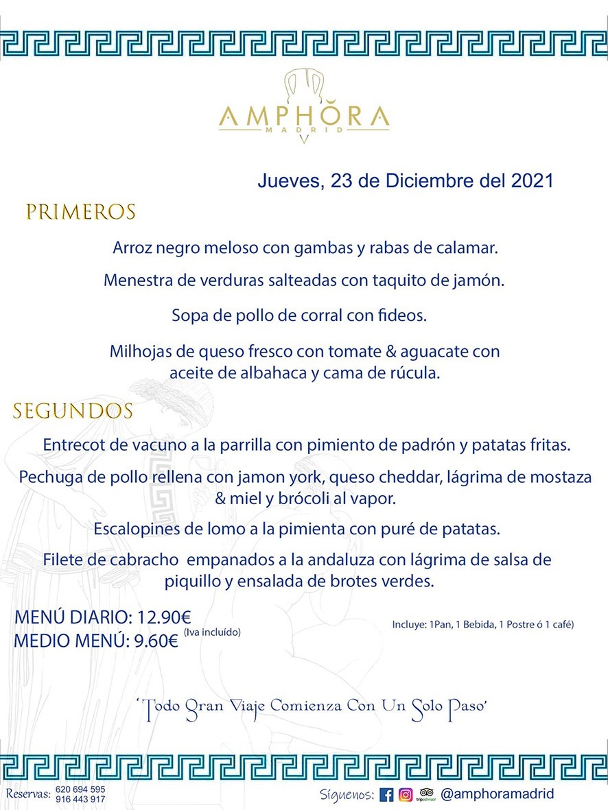 MENÚS DIARIOS MENÚS DEL DÍA MENU DEL DIA DEL JUEVES 23 DE DICIEMBRE ALCORCÓN RESTAURANTE AMPHORA TERRAZA ALCORCÓN MADRID Av. Leganés, 54 28923 · Alcorcón · Madrid · España 91 644 39 17 620 694 595 https://youtu.be/HeULHal1yEY (Vea aquí nuestras instalaciones) https://www.amphoramadrid.com RESTAURANTE AMPHORA TERRAZA ALCORCÓN. MENUS FIN DE SEMANA ALCORCÓN, MENÚS DIARIOS ECONÓMICOS EN ALCORCÓN, MEJORES RESTAURANTES EN ALCORCÓN, TERRAZAS ALCORCON, COMER Y CENAR EN TERRAZA EN ALCORCÓN, RESTAURANTES CON TERRAZA, MEJORES TERRAZAS ALCORCÓN, COMER EN ALCORCON, RESTAURANTES GOURMET ALCORCÓN, MENUS FIN DE SEMANA ECONOMICOS ALCORCON, COMER AL AIRE LIBRE, MENUS ECONOMICOS ALCORCON, UNO DE LOS MEJORES RESTAURANTES DE ALCORCÓN Y ZONA SUR DE MADRID EN CALIDAD PRECIO. RESTAURANTE AMPHORA TERRAZA, ES UN ESPACIO GOURMET DONDE PODRÁ DEGUSTAR DEL MEJOR PRODUCTO CON UNA ELABORACIÓN CUIDADA Y CREATIVA. ADEMÁS, PODRÁ DISFRUTAR DE TODO TIPO DE BEBIDAS PREMIUM PREPARADAS POR NUESTRO BARTENDER, VERMUTS DELICIOSOS Y CERVEZAS DE CALIDAD, YA SEA EN EN EL INTERIOR DE NUESTRO RESTAURANTE O EN NUESTRA MARAVILLOSA TERRAZA. SOMOS POSIBLEMENTE UNO DE LOS MEJORES RESTAURANTES DE LA ZONA SUR EN RELACIÓN CALIDAD, PRECIO Y DECORACIÓN. #AMPHORAMADRID #TERRAZASALCORCÓN #MENUDELDIA #COMERENTERRAZA #MADRID #ALCORCÓN #TERRAZA #MENÚSDELDÍAALCORCÓN #MENÚDELDÍARESTAURANTES #COMERENALCORCÓN #MEJORESRESTAURANTESALCORCÓN #MENÚSECONÓMICOS #RESTAURANTESRECOMENDABLES #RESTAURANTESGOURMET #MENÚSECONÓMICOSALCORCÓN #COMERALAIRELIBRE #COMIDASCENASTERRAZASALCORCON #MENÚSDIARIOSALCORCÓN #MENÚDELDÍAHOY #CENARENTERRAZA #TERRAZASCONENCANTO #RESTAURANTESCONTERRAZA #CENARENALCORCÓN #MEJORESRESTAURANTES #RESTAURANTESCOPASALCORCÓN #COPASPREMIUMALCORCÓN #VERMUTALCORCÓN #GASTROBARALCORCÓN #CARNEBUEYALCORCONPARRILLABRASA #MENUECONÓMICO #GASTROBAR #MEJORTERRAZADEALCORCÓN #MENÚSVIERNESALCORCÓN #MENÚSABADOALCORCÓN #MENÚSDOMINGOALCORCÓN #MENÚSLUNESALCORCÓN #MENÚSMARTESALCORCÓN #MENÚSMIÉRCOLESALCORCÓN #MENÚSJUEVESALCORCÓN MEJOR CARNE A LA PARRILLA ALCORCÓN TOMAHAWK CARNE BUEY AUTÉNTICO ALCORCÓN RESTAURANTES PREMIUN LUJO COMIDA CREATIVA ELABORADA RESTAURANTE AMPHORA TERRAZA EN ALCORCÓN (MADRID) GASTROBAR ALCORCÓN MENÚS ECONÓMICOS DIARIOS DEL DÍA MENUS FIN DE SEMANA DE CALIDAD MEJOR MENÚ FIN DE SEMANA ALCORCÓN COMER CENAR EN TERRAZA TERRAZAS ZONA SUR COMIDAS AIRE LIBRE MEJOR CARNE PARRILLA ALCORCÓN.