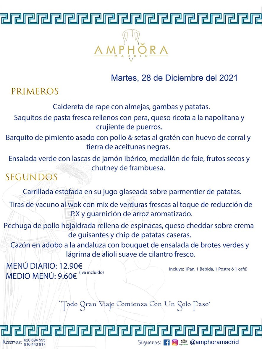 MENÚS DIARIOS MENÚS DEL DÍA MENU DEL DIA DEL MARTES 28 DE DICIEMBRE ALCORCÓN RESTAURANTE AMPHORA TERRAZA ALCORCÓN MADRID Av. Leganés, 54 28923 · Alcorcón · Madrid · España 91 644 39 17 620 694 595 https://youtu.be/HeULHal1yEY (Vea aquí nuestras instalaciones) https://www.amphoramadrid.com RESTAURANTE AMPHORA TERRAZA ALCORCÓN. MENUS FIN DE SEMANA ALCORCÓN, MENÚS DIARIOS ECONÓMICOS EN ALCORCÓN, MEJORES RESTAURANTES EN ALCORCÓN, TERRAZAS ALCORCON, COMER Y CENAR EN TERRAZA EN ALCORCÓN, RESTAURANTES CON TERRAZA, MEJORES TERRAZAS ALCORCÓN, COMER EN ALCORCON, RESTAURANTES GOURMET ALCORCÓN, MENUS FIN DE SEMANA ECONOMICOS ALCORCON, COMER AL AIRE LIBRE, MENUS ECONOMICOS ALCORCON, UNO DE LOS MEJORES RESTAURANTES DE ALCORCÓN Y ZONA SUR DE MADRID EN CALIDAD PRECIO. RESTAURANTE AMPHORA TERRAZA, ES UN ESPACIO GOURMET DONDE PODRÁ DEGUSTAR DEL MEJOR PRODUCTO CON UNA ELABORACIÓN CUIDADA Y CREATIVA. ADEMÁS, PODRÁ DISFRUTAR DE TODO TIPO DE BEBIDAS PREMIUM PREPARADAS POR NUESTRO BARTENDER, VERMUTS DELICIOSOS Y CERVEZAS DE CALIDAD, YA SEA EN EN EL INTERIOR DE NUESTRO RESTAURANTE O EN NUESTRA MARAVILLOSA TERRAZA. SOMOS POSIBLEMENTE UNO DE LOS MEJORES RESTAURANTES DE LA ZONA SUR EN RELACIÓN CALIDAD, PRECIO Y DECORACIÓN. #AMPHORAMADRID #TERRAZASALCORCÓN #MENUDELDIA #COMERENTERRAZA #MADRID #ALCORCÓN #TERRAZA #MENÚSDELDÍAALCORCÓN #MENÚDELDÍARESTAURANTES #COMERENALCORCÓN #MEJORESRESTAURANTESALCORCÓN #MENÚSECONÓMICOS #RESTAURANTESRECOMENDABLES #RESTAURANTESGOURMET #MENÚSECONÓMICOSALCORCÓN #COMERALAIRELIBRE #COMIDASCENASTERRAZASALCORCON #MENÚSDIARIOSALCORCÓN #MENÚDELDÍAHOY #CENARENTERRAZA #TERRAZASCONENCANTO #RESTAURANTESCONTERRAZA #CENARENALCORCÓN #MEJORESRESTAURANTES #RESTAURANTESCOPASALCORCÓN #COPASPREMIUMALCORCÓN #VERMUTALCORCÓN #GASTROBARALCORCÓN #CARNEBUEYALCORCONPARRILLABRASA #MENUECONÓMICO #GASTROBAR #MEJORTERRAZADEALCORCÓN #MENÚSVIERNESALCORCÓN #MENÚSABADOALCORCÓN #MENÚSDOMINGOALCORCÓN #MENÚSLUNESALCORCÓN #MENÚSMARTESALCORCÓN #MENÚSMIÉRCOLESALCORCÓN #MENÚSJUEVESALCORCÓN MEJOR CARNE A LA PARRILLA ALCORCÓN TOMAHAWK CARNE BUEY AUTÉNTICO ALCORCÓN RESTAURANTES PREMIUN LUJO COMIDA CREATIVA ELABORADA RESTAURANTE AMPHORA TERRAZA EN ALCORCÓN (MADRID) GASTROBAR ALCORCÓN MENÚS ECONÓMICOS DIARIOS DEL DÍA MENUS FIN DE SEMANA DE CALIDAD MEJOR MENÚ FIN DE SEMANA ALCORCÓN COMER CENAR EN TERRAZA TERRAZAS ZONA SUR COMIDAS AIRE LIBRE MEJOR CARNE PARRILLA ALCORCÓN.