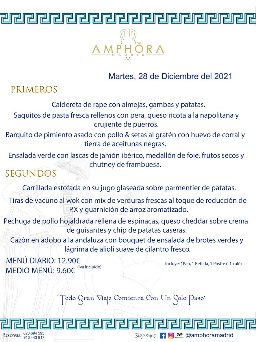 MENÚS DIARIOS MENÚS DEL DÍA MENU DEL DIA DEL MARTES 28 DE DICIEMBRE ALCORCÓN RESTAURANTE AMPHORA TERRAZA ALCORCÓN MADRID Av. Leganés, 54 28923 · Alcorcón · Madrid · España 91 644 39 17 620 694 595 https://youtu.be/HeULHal1yEY (Vea aquí nuestras instalaciones) https://www.amphoramadrid.com RESTAURANTE AMPHORA TERRAZA ALCORCÓN. MENUS FIN DE SEMANA ALCORCÓN, MENÚS DIARIOS ECONÓMICOS EN ALCORCÓN, MEJORES RESTAURANTES EN ALCORCÓN, TERRAZAS ALCORCON, COMER Y CENAR EN TERRAZA EN ALCORCÓN, RESTAURANTES CON TERRAZA, MEJORES TERRAZAS ALCORCÓN, COMER EN ALCORCON, RESTAURANTES GOURMET ALCORCÓN, MENUS FIN DE SEMANA ECONOMICOS ALCORCON, COMER AL AIRE LIBRE, MENUS ECONOMICOS ALCORCON, UNO DE LOS MEJORES RESTAURANTES DE ALCORCÓN Y ZONA SUR DE MADRID EN CALIDAD PRECIO. RESTAURANTE AMPHORA TERRAZA, ES UN ESPACIO GOURMET DONDE PODRÁ DEGUSTAR DEL MEJOR PRODUCTO CON UNA ELABORACIÓN CUIDADA Y CREATIVA. ADEMÁS, PODRÁ DISFRUTAR DE TODO TIPO DE BEBIDAS PREMIUM PREPARADAS POR NUESTRO BARTENDER, VERMUTS DELICIOSOS Y CERVEZAS DE CALIDAD, YA SEA EN EN EL INTERIOR DE NUESTRO RESTAURANTE O EN NUESTRA MARAVILLOSA TERRAZA. SOMOS POSIBLEMENTE UNO DE LOS MEJORES RESTAURANTES DE LA ZONA SUR EN RELACIÓN CALIDAD, PRECIO Y DECORACIÓN. #AMPHORAMADRID #TERRAZASALCORCÓN #MENUDELDIA #COMERENTERRAZA #MADRID #ALCORCÓN #TERRAZA #MENÚSDELDÍAALCORCÓN #MENÚDELDÍARESTAURANTES #COMERENALCORCÓN #MEJORESRESTAURANTESALCORCÓN #MENÚSECONÓMICOS #RESTAURANTESRECOMENDABLES #RESTAURANTESGOURMET #MENÚSECONÓMICOSALCORCÓN #COMERALAIRELIBRE #COMIDASCENASTERRAZASALCORCON #MENÚSDIARIOSALCORCÓN #MENÚDELDÍAHOY #CENARENTERRAZA #TERRAZASCONENCANTO #RESTAURANTESCONTERRAZA #CENARENALCORCÓN #MEJORESRESTAURANTES #RESTAURANTESCOPASALCORCÓN #COPASPREMIUMALCORCÓN #VERMUTALCORCÓN #GASTROBARALCORCÓN #CARNEBUEYALCORCONPARRILLABRASA #MENUECONÓMICO #GASTROBAR #MEJORTERRAZADEALCORCÓN #MENÚSVIERNESALCORCÓN #MENÚSABADOALCORCÓN #MENÚSDOMINGOALCORCÓN #MENÚSLUNESALCORCÓN #MENÚSMARTESALCORCÓN #MENÚSMIÉRCOLESALCORCÓN #MENÚSJUEVESALCORCÓN MEJOR CARNE A LA PARRILLA ALCORCÓN TOMAHAWK CARNE BUEY AUTÉNTICO ALCORCÓN RESTAURANTES PREMIUN LUJO COMIDA CREATIVA ELABORADA RESTAURANTE AMPHORA TERRAZA EN ALCORCÓN (MADRID) GASTROBAR ALCORCÓN MENÚS ECONÓMICOS DIARIOS DEL DÍA MENUS FIN DE SEMANA DE CALIDAD MEJOR MENÚ FIN DE SEMANA ALCORCÓN COMER CENAR EN TERRAZA TERRAZAS ZONA SUR COMIDAS AIRE LIBRE MEJOR CARNE PARRILLA ALCORCÓN.