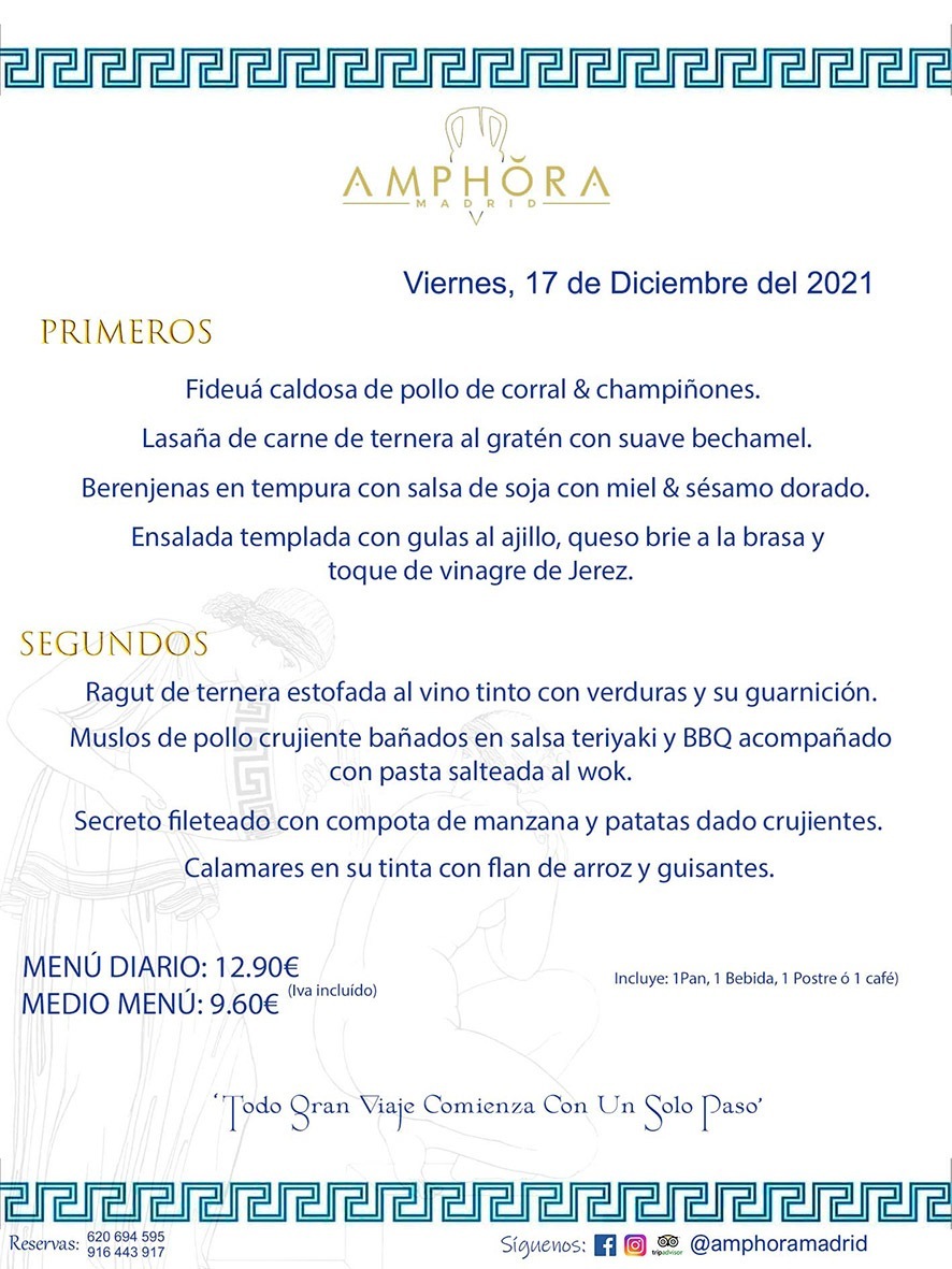 MENÚS DIARIOS MENÚS DEL DÍA MENU DEL DIA DEL VIERNES 17 DE DICIEMBRE ALCORCÓN RESTAURANTE AMPHORA TERRAZA ALCORCÓN MADRID Av. Leganés, 54 28923 · Alcorcón · Madrid · España 91 644 39 17 620 694 595 https://youtu.be/HeULHal1yEY (Vea aquí nuestras instalaciones) https://www.amphoramadrid.com RESTAURANTE AMPHORA TERRAZA ALCORCÓN. MENUS FIN DE SEMANA ALCORCÓN, MENÚS DIARIOS ECONÓMICOS EN ALCORCÓN, MEJORES RESTAURANTES EN ALCORCÓN, TERRAZAS ALCORCON, COMER Y CENAR EN TERRAZA EN ALCORCÓN, RESTAURANTES CON TERRAZA, MEJORES TERRAZAS ALCORCÓN, COMER EN ALCORCON, RESTAURANTES GOURMET ALCORCÓN, MENUS FIN DE SEMANA ECONOMICOS ALCORCON, COMER AL AIRE LIBRE, MENUS ECONOMICOS ALCORCON, UNO DE LOS MEJORES RESTAURANTES DE ALCORCÓN Y ZONA SUR DE MADRID EN CALIDAD PRECIO. RESTAURANTE AMPHORA TERRAZA, ES UN ESPACIO GOURMET DONDE PODRÁ DEGUSTAR DEL MEJOR PRODUCTO CON UNA ELABORACIÓN CUIDADA Y CREATIVA. ADEMÁS, PODRÁ DISFRUTAR DE TODO TIPO DE BEBIDAS PREMIUM PREPARADAS POR NUESTRO BARTENDER, VERMUTS DELICIOSOS Y CERVEZAS DE CALIDAD, YA SEA EN EN EL INTERIOR DE NUESTRO RESTAURANTE O EN NUESTRA MARAVILLOSA TERRAZA. SOMOS POSIBLEMENTE UNO DE LOS MEJORES RESTAURANTES DE LA ZONA SUR EN RELACIÓN CALIDAD, PRECIO Y DECORACIÓN. #AMPHORAMADRID #TERRAZASALCORCÓN #MENUDELDIA #COMERENTERRAZA #MADRID #ALCORCÓN #TERRAZA #MENÚSDELDÍAALCORCÓN #MENÚDELDÍARESTAURANTES #COMERENALCORCÓN #MEJORESRESTAURANTESALCORCÓN #MENÚSECONÓMICOS #RESTAURANTESRECOMENDABLES #RESTAURANTESGOURMET #MENÚSECONÓMICOSALCORCÓN #COMERALAIRELIBRE #COMIDASCENASTERRAZASALCORCON #MENÚSDIARIOSALCORCÓN #MENÚDELDÍAHOY #CENARENTERRAZA #TERRAZASCONENCANTO #RESTAURANTESCONTERRAZA #CENARENALCORCÓN #MEJORESRESTAURANTES #RESTAURANTESCOPASALCORCÓN #COPASPREMIUMALCORCÓN #VERMUTALCORCÓN #GASTROBARALCORCÓN #CARNEBUEYALCORCONPARRILLABRASA #MENUECONÓMICO #GASTROBAR #MEJORTERRAZADEALCORCÓN #MENÚSVIERNESALCORCÓN #MENÚSABADOALCORCÓN #MENÚSDOMINGOALCORCÓN #MENÚSLUNESALCORCÓN #MENÚSMARTESALCORCÓN #MENÚSMIÉRCOLESALCORCÓN #MENÚSJUEVESALCORCÓN MEJOR CARNE A LA PARRILLA ALCORCÓN TOMAHAWK CARNE BUEY AUTÉNTICO ALCORCÓN RESTAURANTES PREMIUN LUJO COMIDA CREATIVA ELABORADA RESTAURANTE AMPHORA TERRAZA EN ALCORCÓN (MADRID) GASTROBAR ALCORCÓN MENÚS ECONÓMICOS DIARIOS DEL DÍA MENUS FIN DE SEMANA DE CALIDAD MEJOR MENÚ FIN DE SEMANA ALCORCÓN COMER CENAR EN TERRAZA TERRAZAS ZONA SUR COMIDAS AIRE LIBRE MEJOR CARNE PARRILLA ALCORCÓN.