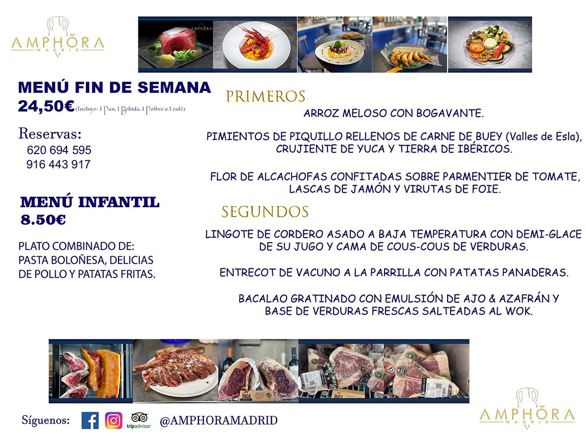 MENÚS FIN DE SEMANA ECONOMICOS DIARIOS MENÚ DEL DÍA SÁBADO 8 Y DOMINGO 9 DE ENERO DE 2022 ALCORCÓN RESTAURANTE AMPHORA TERRAZA ALCORCÓN MADRID Av. Leganés, 54 28923 · Alcorcón · Madrid · España 91 644 39 17 620 694 595 https://youtu.be/HeULHal1yEY (Vea aquí nuestras instalaciones) https://www.amphoramadrid.com RESTAURANTE AMPHORA TERRAZA ALCORCÓN. MENUS FIN DE SEMANA ALCORCÓN, MENÚS DIARIOS ECONÓMICOS EN ALCORCÓN, MEJORES RESTAURANTES EN ALCORCÓN, TERRAZAS ALCORCON, COMER Y CENAR EN TERRAZA EN ALCORCÓN, RESTAURANTES CON TERRAZA, MEJORES TERRAZAS ALCORCÓN, COMER EN ALCORCON, RESTAURANTES GOURMET ALCORCÓN, MENUS FIN DE SEMANA ECONOMICOS ALCORCON, COMER AL AIRE LIBRE, MENUS ECONOMICOS ALCORCON, UNO DE LOS MEJORES RESTAURANTES DE ALCORCÓN Y ZONA SUR DE MADRID EN CALIDAD PRECIO. RESTAURANTE AMPHORA TERRAZA, ES UN ESPACIO GOURMET DONDE PODRÁ DEGUSTAR DEL MEJOR PRODUCTO CON UNA ELABORACIÓN CUIDADA Y CREATIVA. ADEMÁS, PODRÁ DISFRUTAR DE TODO TIPO DE BEBIDAS PREMIUM PREPARADAS POR NUESTRO BARTENDER, VERMUTS DELICIOSOS Y CERVEZAS DE CALIDAD, YA SEA EN EN EL INTERIOR DE NUESTRO RESTAURANTE O EN NUESTRA MARAVILLOSA TERRAZA. SOMOS POSIBLEMENTE UNO DE LOS MEJORES RESTAURANTES DE LA ZONA SUR EN RELACIÓN CALIDAD, PRECIO Y DECORACIÓN. #AMPHORAMADRID #TERRAZASALCORCÓN #MENUDELDIA #COMERENTERRAZA #MADRID #ALCORCÓN #TERRAZA #MENÚSDELDÍAALCORCÓN #MENÚDELDÍARESTAURANTES #COMERENALCORCÓN #MEJORESRESTAURANTESALCORCÓN #MENÚSECONÓMICOS #RESTAURANTESRECOMENDABLES #RESTAURANTESGOURMET #MENÚSECONÓMICOSALCORCÓN #COMERALAIRELIBRE #COMIDASCENASTERRAZASALCORCON #MENÚSDIARIOSALCORCÓN #MENÚDELDÍAHOY #CENARENTERRAZA #TERRAZASCONENCANTO #RESTAURANTESCONTERRAZA #CENARENALCORCÓN #MEJORESRESTAURANTES #RESTAURANTESCOPASALCORCÓN #COPASPREMIUMALCORCÓN #VERMUTALCORCÓN #GASTROBARALCORCÓN #CARNEBUEYALCORCONPARRILLABRASA #MENUECONÓMICO #GASTROBAR #MEJORTERRAZADEALCORCÓN #MENÚSVIERNESALCORCÓN #MENÚSABADOALCORCÓN #MENÚSDOMINGOALCORCÓN #MENÚSLUNESALCORCÓN #MENÚSMARTESALCORCÓN #MENÚSMIÉRCOLESALCORCÓN #MENÚSJUEVESALCORCÓN MEJOR CARNE A LA PARRILLA ALCORCÓN TOMAHAWK CARNE BUEY AUTÉNTICO ALCORCÓN RESTAURANTES PREMIUN LUJO COMIDA CREATIVA ELABORADA RESTAURANTE AMPHORA TERRAZA EN ALCORCÓN (MADRID) GASTROBAR ALCORCÓN MENÚS ECONÓMICOS DIARIOS DEL DÍA MENUS FIN DE SEMANA DE CALIDAD MEJOR MENÚ FIN DE SEMANA ALCORCÓN COMER CENAR EN TERRAZA TERRAZAS ZONA SUR COMIDAS AIRE LIBRE MEJOR CARNE PARRILLA ALCORCÓN.