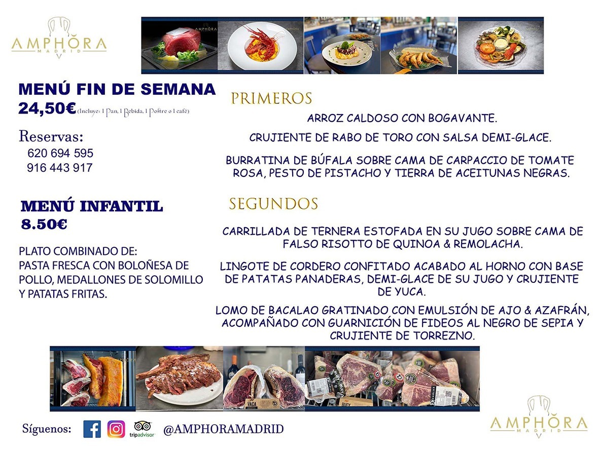 MENÚS DIARIOS MENÚS DEL DÍA MENU DEL DIA DEL DOMINGO 2 DE ENERO DE 2022 ALCORCÓN RESTAURANTE AMPHORA TERRAZA ALCORCÓN MADRID Av. Leganés, 54 28923 · Alcorcón · Madrid · España 91 644 39 17 620 694 595 https://youtu.be/HeULHal1yEY (Vea aquí nuestras instalaciones) https://www.amphoramadrid.com RESTAURANTE AMPHORA TERRAZA ALCORCÓN. MENUS FIN DE SEMANA ALCORCÓN, MENÚS DIARIOS ECONÓMICOS EN ALCORCÓN, MEJORES RESTAURANTES EN ALCORCÓN, TERRAZAS ALCORCON, COMER Y CENAR EN TERRAZA EN ALCORCÓN, RESTAURANTES CON TERRAZA, MEJORES TERRAZAS ALCORCÓN, COMER EN ALCORCON, RESTAURANTES GOURMET ALCORCÓN, MENUS FIN DE SEMANA ECONOMICOS ALCORCON, COMER AL AIRE LIBRE, MENUS ECONOMICOS ALCORCON, UNO DE LOS MEJORES RESTAURANTES DE ALCORCÓN Y ZONA SUR DE MADRID EN CALIDAD PRECIO. RESTAURANTE AMPHORA TERRAZA, ES UN ESPACIO GOURMET DONDE PODRÁ DEGUSTAR DEL MEJOR PRODUCTO CON UNA ELABORACIÓN CUIDADA Y CREATIVA. ADEMÁS, PODRÁ DISFRUTAR DE TODO TIPO DE BEBIDAS PREMIUM PREPARADAS POR NUESTRO BARTENDER, VERMUTS DELICIOSOS Y CERVEZAS DE CALIDAD, YA SEA EN EN EL INTERIOR DE NUESTRO RESTAURANTE O EN NUESTRA MARAVILLOSA TERRAZA. SOMOS POSIBLEMENTE UNO DE LOS MEJORES RESTAURANTES DE LA ZONA SUR EN RELACIÓN CALIDAD, PRECIO Y DECORACIÓN. #AMPHORAMADRID #TERRAZASALCORCÓN #MENUDELDIA #COMERENTERRAZA #MADRID #ALCORCÓN #TERRAZA #MENÚSDELDÍAALCORCÓN #MENÚDELDÍARESTAURANTES #COMERENALCORCÓN #MEJORESRESTAURANTESALCORCÓN #MENÚSECONÓMICOS #RESTAURANTESRECOMENDABLES #RESTAURANTESGOURMET #MENÚSECONÓMICOSALCORCÓN #COMERALAIRELIBRE #COMIDASCENASTERRAZASALCORCON #MENÚSDIARIOSALCORCÓN #MENÚDELDÍAHOY #CENARENTERRAZA #TERRAZASCONENCANTO #RESTAURANTESCONTERRAZA #CENARENALCORCÓN #MEJORESRESTAURANTES #RESTAURANTESCOPASALCORCÓN #COPASPREMIUMALCORCÓN #VERMUTALCORCÓN #GASTROBARALCORCÓN #CARNEBUEYALCORCONPARRILLABRASA #MENUECONÓMICO #GASTROBAR #MEJORTERRAZADEALCORCÓN #MENÚSVIERNESALCORCÓN #MENÚSABADOALCORCÓN #MENÚSDOMINGOALCORCÓN #MENÚSLUNESALCORCÓN #MENÚSMARTESALCORCÓN #MENÚSMIÉRCOLESALCORCÓN #MENÚSJUEVESALCORCÓN MEJOR CARNE A LA PARRILLA ALCORCÓN TOMAHAWK CARNE BUEY AUTÉNTICO ALCORCÓN RESTAURANTES PREMIUN LUJO COMIDA CREATIVA ELABORADA RESTAURANTE AMPHORA TERRAZA EN ALCORCÓN (MADRID) GASTROBAR ALCORCÓN MENÚS ECONÓMICOS DIARIOS DEL DÍA MENUS FIN DE SEMANA DE CALIDAD MEJOR MENÚ FIN DE SEMANA ALCORCÓN COMER CENAR EN TERRAZA TERRAZAS ZONA SUR COMIDAS AIRE LIBRE MEJOR CARNE PARRILLA ALCORCÓN.